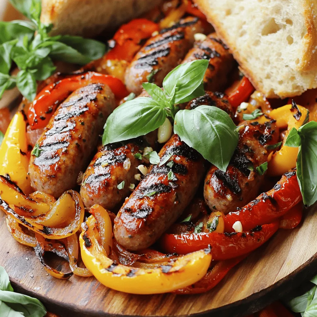 - Italian sausages: choice between mild or spicy - Fresh vegetables: bell peppers and onion - Garlic and herbs: for seasoning