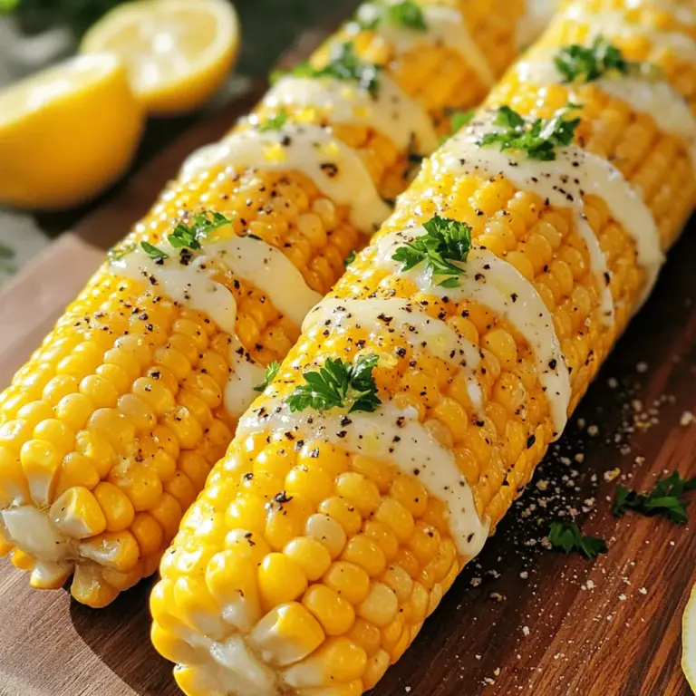 - 4 ears of fresh corn, husked - 4 tablespoons unsalted butter, melted - 2 tablespoons fresh lemon juice