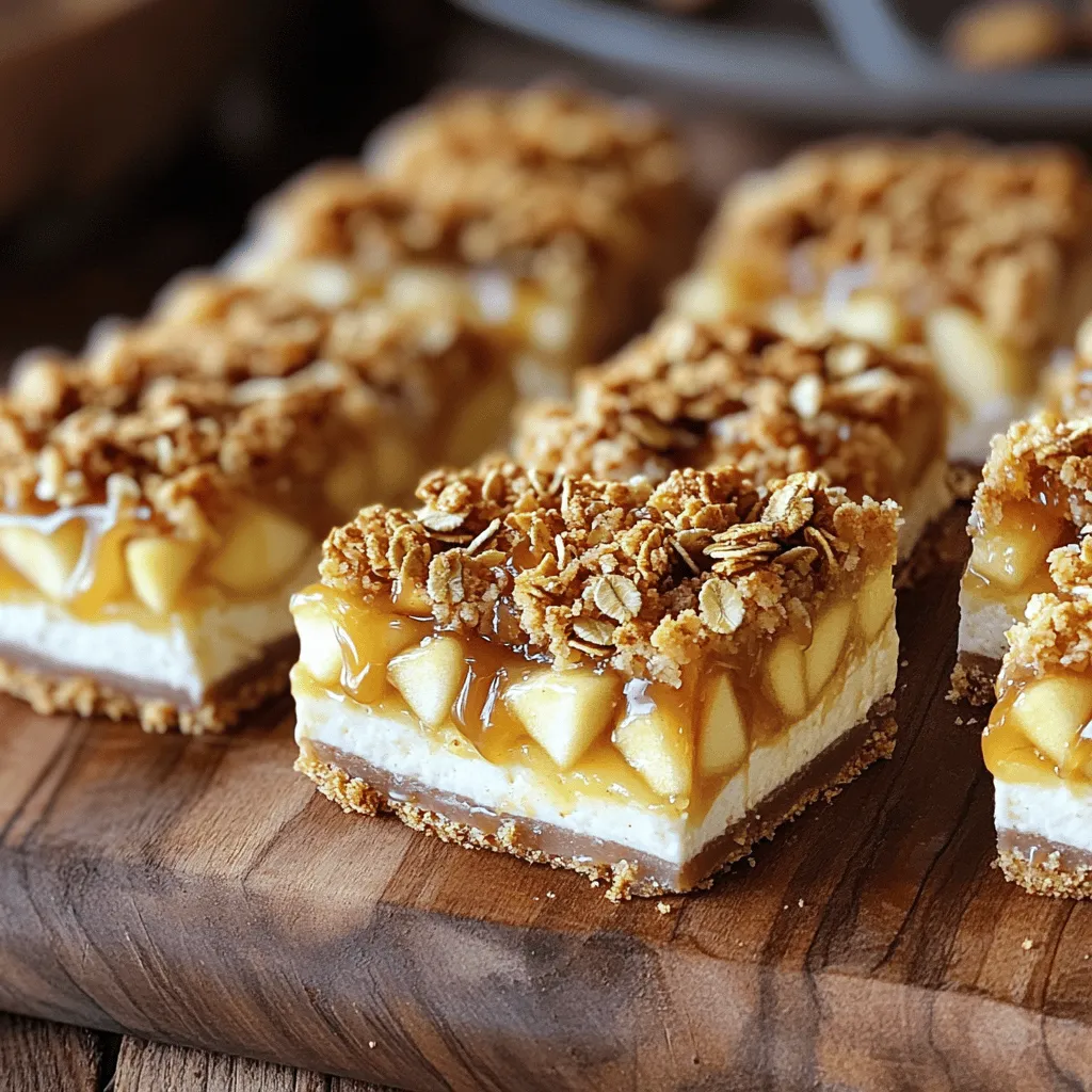 To make these caramel apple crisp cheesecake bars, you need a few key ingredients. Here’s what you'll gather: