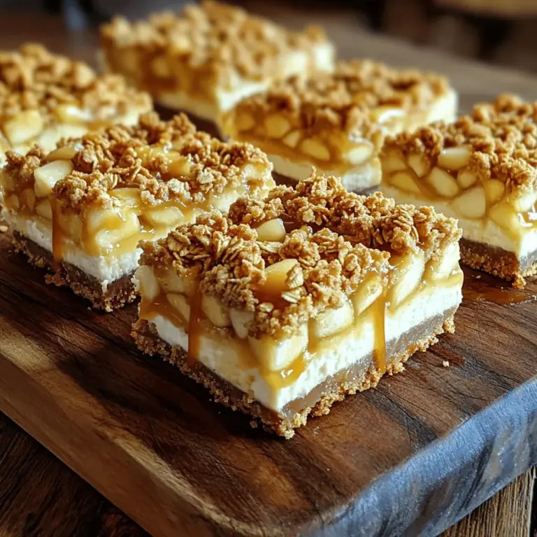 To make these caramel apple crisp cheesecake bars, you need a few key ingredients. Here’s what you'll gather: