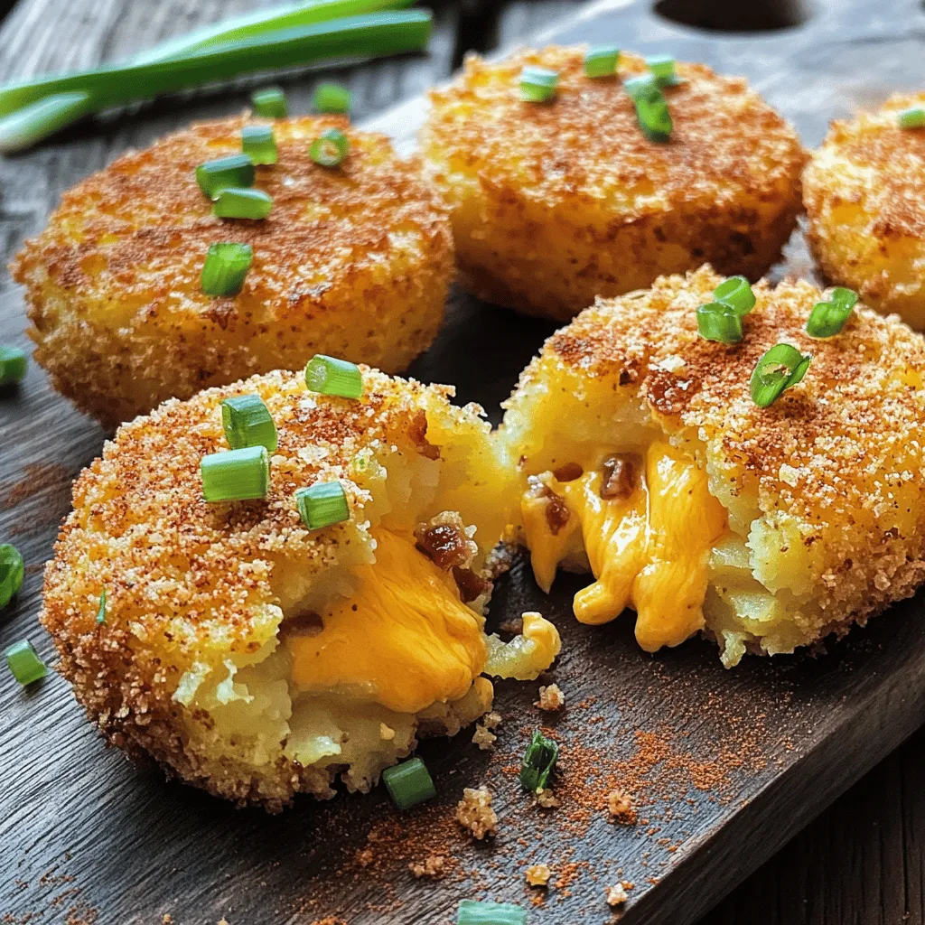 - 3 large russet potatoes - 1 cup shredded cheddar cheese - 1/2 cup cooked and crumbled bacon (or mushrooms for a vegetarian option)