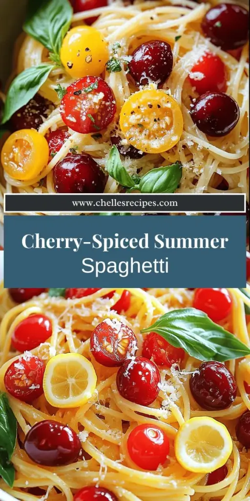 Enjoy the flavors of summer with this delightful Summer Cherry Spaghetti recipe! This fresh pasta dish combines juicy cherries, sweet cherry tomatoes, and aromatic herbs for a tasty meal that takes just 30 minutes to prepare. Perfect for quick weeknight dinners or summer gatherings, it's easy to customize for any dietary needs. Click through to discover the full recipe and impress your family and friends with this vibrant, healthy pasta delight!