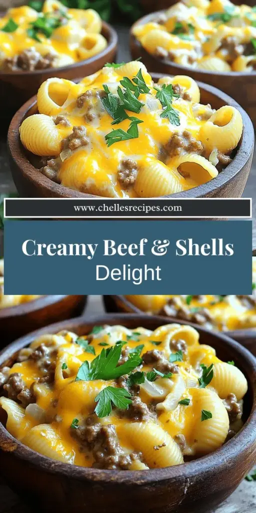 Looking for a delicious family dinner? This Creamy Beef and Shells recipe is your answer! With tender beef, flavor-packed pasta, and a rich creamy sauce, it's a meal everyone will love. This easy-to-follow recipe features simple ingredients, quick steps, and tips to enhance your dish. Gather your loved ones and get ready for a cozy dinner that feels like a warm hug. Click through to explore the full recipe and make it tonight!