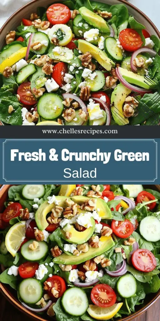 Discover the ultimate green salad fresh and healthy recipe that will elevate your meals! Packed with vibrant greens, juicy cherry tomatoes, crunchy cucumbers, and delicious toppings like avocado and feta, this salad is both nutritious and satisfying. Easy to make and bursting with flavor, it's perfect for any occasion. Click through for the full recipe and enjoy a delightful dish that will leave you feeling great!