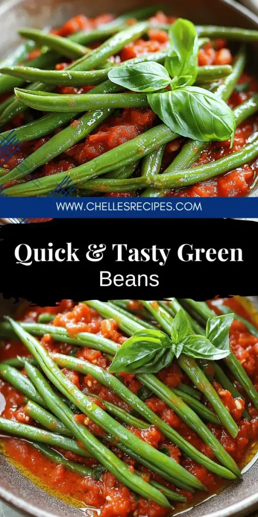 Elevate your mealtime with this quick and easy Tasty Green Beans in Tomato Sauce recipe! Featuring fresh green beans, zesty crushed tomatoes, and a blend of flavorful spices, this dish is perfect for busy nights or cozy dinners. In just 30 minutes, you can create a nutritious and delicious side that complements any meal. Ready to impress your family? Click through to discover the step-by-step guide and make this mouthwatering recipe today!