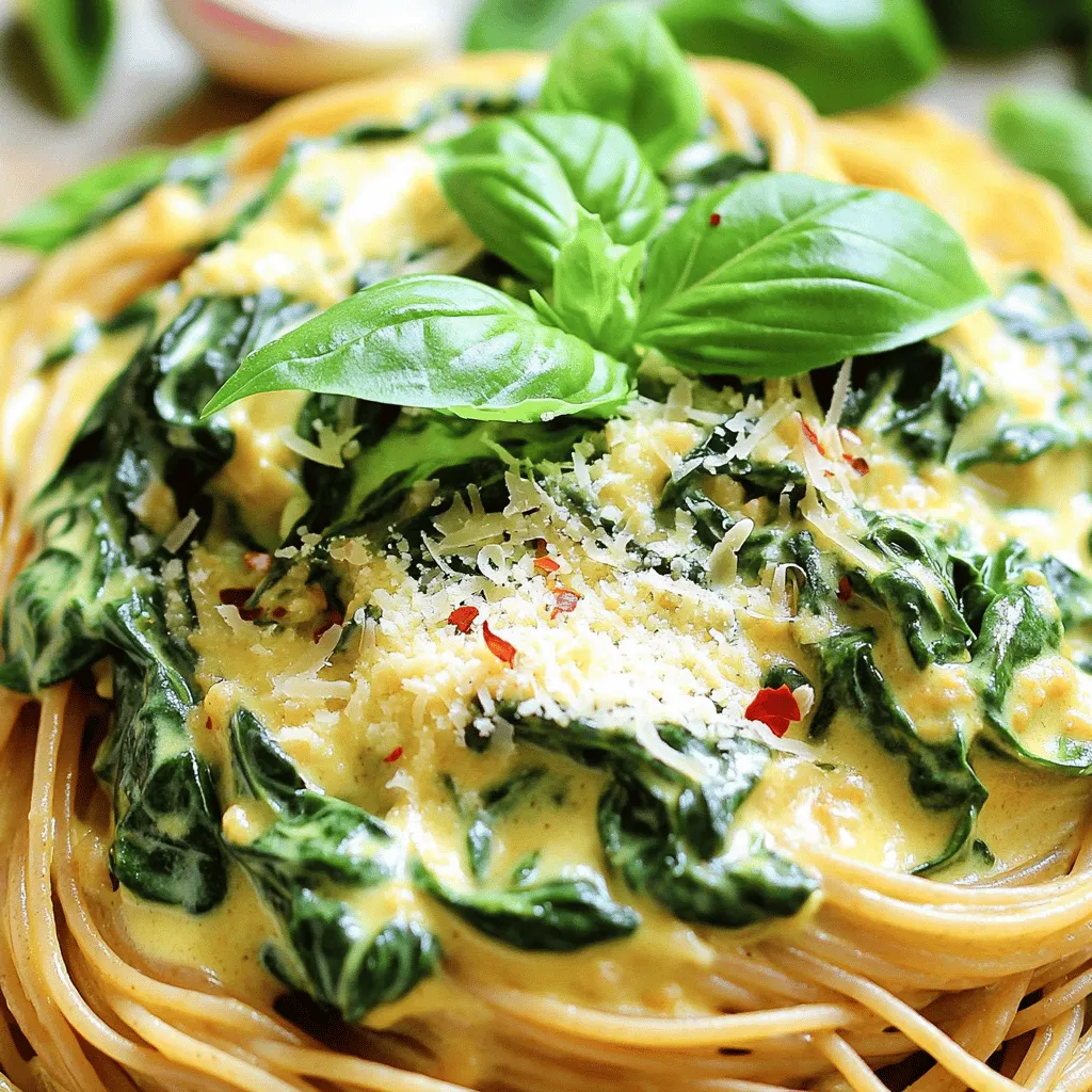 To make this creamy spinach pasta, you need a few key ingredients. Here is what you will need: