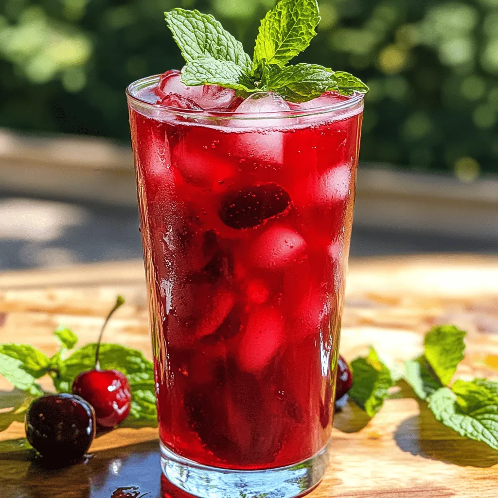 For this drink, you need 2 cups of fresh cherries. Make sure they are ripe and sweet. Rinse them well under cool water. Remove the stems and pits before using. Fresh cherries give the best flavor and color.