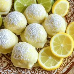 To make these tasty truffles, gather the following ingredients: - 1 cup sugar cookie dough (store-bought or homemade) - 1 cup crushed lemon-lime cookies (like Lemonades or key lime cookies) - Zest of 1 lemon - Zest of 1 lime - 1/4 cup cream cheese, softened - 1/2 cup white chocolate chips - 1 tablespoon lemon juice - 1 tablespoon lime juice - 1/2 cup powdered sugar (for rolling) These ingredients create a burst of lemon and lime flavor. The sugar cookie dough forms a nice base, while the crushed cookies add crunch. You can tweak the truffles to suit your taste. Here are some ideas: - Add a pinch of sea salt for contrast. - Use dark chocolate chips instead of white. - Swap in different fruit zests, like orange or grapefruit. - Fold in chopped nuts for extra texture. These options let you play around and make the truffles your own. When choosing cookies to crush, go for ones with a strong citrus flavor. The best options include: - Lemonades - Key lime cookies - Lemon sandwich cookies These cookies will add great taste and texture to your truffles. You can experiment with different brands or flavors, too. For the full recipe, check out the detailed instructions to guide you through the process. Start by gathering your ingredients. In a large bowl, mix the sugar cookie dough, crushed cookies, lemon zest, lime zest, cream cheese, lemon juice, and lime juice. Stir well until everything combines into a smooth mix. Next, take small amounts of the dough and roll them into 1-inch balls. Place these balls on a baking sheet lined with parchment paper. Once you finish forming all the truffles, refrigerate them for 30 minutes. This will help them hold their shape. To melt the white chocolate, use a microwave-safe bowl. Heat the chocolate chips in 30-second intervals. Stir the chocolate after each interval. This method helps prevent burning the chocolate. Keep heating until the chocolate melts completely and is smooth. Remember, patience is key here. If you rush, you might end up with clumpy chocolate. After dipping each truffle in melted chocolate, place them back on the lined baking sheet. Before the chocolate hardens, roll the truffles in powdered sugar. This will add a sweet touch. Once all truffles have their coating, refrigerate them again for 15 minutes. This final chill allows the chocolate to set nicely, giving you a perfect bite every time. Enjoy these delightful treats at room temperature or straight from the fridge! To shape your truffles just right, start with cold dough. Use your hands to roll the dough into small balls, about 1 inch wide. If the dough sticks, lightly dust your hands with powdered sugar. This keeps your truffles smooth and helps them hold their shape. Make sure all the balls are similar in size for even coating and a neat look. One common mistake is using warm dough. Warm dough can be hard to shape. Always chill your mixture before rolling. Another mistake is not letting the truffles chill enough. Chilling helps them firm up and keeps them from falling apart when dipped. Also, avoid over-melting the chocolate. Melt it slowly and watch it closely. This keeps the chocolate smooth and easy to work with. You can boost flavor by adding more zest. Try mixing in zest from orange or grapefruit for a fun twist. Just remember, keep the amount balanced. A little extra zest goes a long way. This small change can bring a fresh taste to the truffles. You can also add a pinch of sea salt to enhance the sweet and tangy flavors of the lemon and lime. {{image_2}} You can change the flavor of these truffles easily. Try using orange or coconut for a twist. For orange truffles, replace lemon and lime zest with orange zest. Use orange juice instead of lemon and lime juice. For a coconut version, add shredded coconut to the dough. This adds a nice chew and a tropical vibe. You can also dip truffles in white chocolate mixed with coconut. Each option keeps the fun while changing the taste. If you need dairy-free options, use dairy-free cream cheese. Look for a brand that melts well. You can also swap white chocolate chips with dairy-free ones. Check labels to make sure they fit your needs. This way, everyone can enjoy these treats without worry. They taste just as great, and you won’t miss the dairy! Mix-ins can add a fun crunch to your truffles. Try adding chopped nuts or crushed pretzels for a salty contrast. Mini chocolate chips also work well if you want extra sweetness. You could even toss in sprinkles for a festive touch. Just remember not to overload the mix. A little goes a long way to keep the truffles smooth and tasty. For more ideas, check out the Full Recipe. To keep your Lemon-Lime Sugar Cookie Truffles fresh, use an airtight container. Place a layer of parchment paper between layers to avoid sticking. Store them in the fridge for up to a week. This method keeps the truffles cool and maintains their creamy texture. If you want to keep them longer, consider freezing. For long-term storage, freeze the truffles. First, arrange them on a baking sheet in a single layer. Freeze them until firm, about 30 minutes. Once frozen, transfer the truffles into a freezer-safe bag or container. They can last up to three months in the freezer. Remember to label the bag with the date. When you're ready to enjoy the truffles, take them out of the fridge or freezer. If frozen, let them thaw in the fridge for a few hours. This keeps the truffles from becoming too soft too quickly. Serve them chilled or at room temperature for the best taste. Yes, you can use gluten-free sugar cookie dough. Many brands offer great options. Just make sure the dough has a similar texture. This will help keep your truffles soft and tasty. If you make homemade dough, use gluten-free flour blends. They work well in this recipe. These truffles stay good for about one week. Store them in an airtight container in the fridge. If you want to keep them longer, you can freeze them. Just remember to thaw them before serving. They taste best chilled or at room temp! You can swap cream cheese with Greek yogurt or a dairy-free cream cheese. These options will still keep your truffles creamy. If you use Greek yogurt, make sure it’s plain and unsweetened. This will balance the flavors nicely. For the best taste, stick to the recipe for maximum delight. You can find the full recipe above for reference! In this article, I covered how to make Lemon-Lime Sugar Cookie Truffles. We explored the right ingredients and detailed preparation steps. I shared tips for shaping the perfect truffles and avoiding common mistakes. We also discussed fun variations and storage tips. Overall, these truffles are a delicious treat you can customize. Enjoy experimenting with flavors and textures. Your friends will love them! Happy baking!