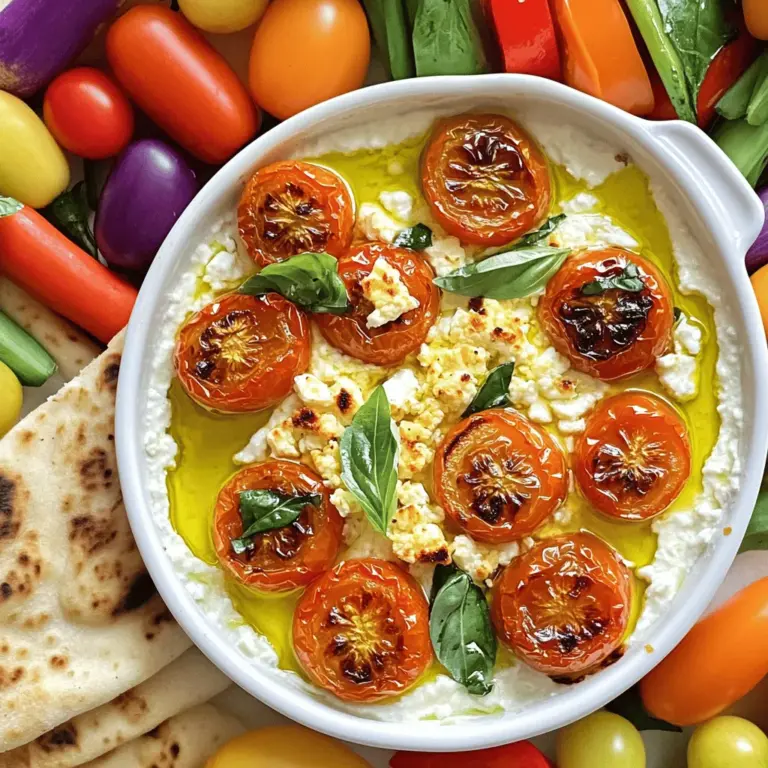 The feta dip recipe shines with simple yet fresh ingredients. The main star is feta cheese. I like to use creamy, tangy feta. It adds great depth to the dip. Choose a good quality feta for the best flavor. You can find it in blocks or crumbled in stores.