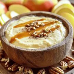 Let’s dive into the ingredients for the caramel apple dip with cream cheese. Each one brings a special flavor and texture to this delicious treat. - Cream Cheese: Use 8 oz of softened cream cheese for a smooth base. - Caramel Sauce: One cup of caramel sauce adds sweet richness. You can use store-bought or make your own. - Vanilla Extract: One teaspoon of vanilla extract gives a warm, sweet note. - Ground Cinnamon: Use 1/2 teaspoon of ground cinnamon for a hint of spice. - Brown Sugar: Two tablespoons of brown sugar adds depth and sweetness. - Chopped Nuts (Pecans or Walnuts): 1/2 cup of chopped nuts adds crunch and flavor. This is optional but tasty! - Crisp Apples (Granny Smith, Honeycrisp, Fuji): Choose 2 to 3 crisp apples. They should be sliced for dipping. These ingredients work together to create a creamy, sweet dip that pairs perfectly with fresh apples. For the full recipe, check out the detailed instructions I provided earlier. Enjoy creating this delightful dip! - Mixing the Base Ingredients Start by taking your softened cream cheese. Place it in a mixing bowl. Add the caramel sauce and vanilla extract. This mix creates a sweet, creamy base. Use a hand mixer to blend everything together. Mix until it is smooth and creamy, about 1-2 minutes. - Incorporating Cinnamon and Sugar Next, add the ground cinnamon and brown sugar to the bowl. These ingredients add warmth and flavor. Mix again until the cinnamon and sugar are fully blended. This step is key for a balanced taste in your dip. - Folding in Optional Nuts If you want some crunch, now is the time to add nuts. You can use chopped pecans or walnuts. Gently fold them into the mixture. This step adds texture and makes the dip even more delightful. - Final Presentation and Serving To serve, transfer your dip to a nice serving bowl. Use a spatula to smooth the top. For a pretty touch, drizzle some caramel sauce over the top. If you like, sprinkle a bit of extra cinnamon too. Serve right away with your sliced apples. You can also chill it for up to one hour for the flavors to meld. For a fun look, place the dip on a wooden board with apple slices around it. This makes a beautiful display for your guests. If you want the full details, check out the Full Recipe. Achieving the Right Consistency To make your dip smooth, blend the cream cheese well. You want it creamy, not lumpy. If it feels too thick, add a splash of milk. This helps achieve that perfect, dip-able texture. Enhancing Flavor Combinations Try adding a pinch of sea salt for a sweet-salty mix. You might also add a dash of nutmeg for warmth. Different spices can change the taste, so feel free to play around with flavors. Presentation Techniques for Serving For a stunning look, serve your dip on a wooden board. Surround it with colorful apple slices. Drizzle extra caramel on top for a nice shine. A sprinkle of chopped nuts can add crunch and charm. This makes your dip not just tasty, but also very pretty. {{image_2}} You can make your caramel apple dip even more fun. Here are some tasty ideas: - Using Different Nut Options Try different nuts to change the flavor. Almonds, peanuts, or hazelnuts work well. Chop them finely for a nice crunch in every bite. You can mix and match your favorites or use none at all if you prefer a nut-free dip. - Adding Chocolate Chips or Crushed Candy Want a sweet twist? Add chocolate chips or crushed candy on top. Mini chocolate chips melt slightly into the dip, making it richer. Crushed candy like toffee or Snickers adds a fun crunch and extra sweetness. - Exploring Different Apple Varieties Apples come in many flavors and textures. Try different types like Granny Smith for tartness or Fuji for sweetness. Mixing apple varieties can create a unique taste experience. Choose a mix that fits your mood! You can find the full recipe here: [Full Recipe]. Enjoy creating your own special version! Refrigeration Guidelines To keep your caramel apple dip fresh, store it in an airtight container. Place it in the fridge right after you finish serving. It stays good for up to three days. If you plan to keep it longer, consider freezing it. Reheating Tips When you want to enjoy it warm, take it out of the fridge. Let it sit for about 15 minutes at room temperature. Then, microwave it for 15-20 seconds. Stir it well before serving. This helps restore its creamy texture. Recommended Serving Duration This dip is best when served fresh. If you leave it out for more than two hours, throw it away. Bacteria can grow in food that sits at room temperature too long. Always serve it with fresh apple slices for the best taste! You can find the full recipe for caramel apple dip [here]. Can I use low-fat cream cheese? Yes, you can use low-fat cream cheese. It will still taste great. Just keep in mind, the dip might be a bit less creamy. How long does the dip last in the fridge? The dip lasts about 3 days in the fridge. Store it in an airtight container. Can I make this dip ahead of time? Yes, you can make the dip a day before. Just cover it well, and store it in the fridge. It will taste even better after chilling. What can I serve with caramel apple dip besides apples? You can serve it with pretzels, graham crackers, or even sliced pears. Each option adds a fun twist! For the full recipe, check the details above. In this blog post, I covered how to make a delicious caramel apple dip. We looked at the key ingredients like cream cheese and caramel, and discussed step-by-step instructions for crafting it. I shared useful tips to perfect the dip and highlighted fun variations to try. Storing your dip properly ensures it stays fresh for longer. Remember, you can customize this recipe with different apples or mix-ins. Enjoy creating your caramel apple dip, and make it your own!