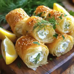 To make oven fried feta rolls, gather these ingredients: - 200g feta cheese, crumbled - 100g cream cheese, softened - 1 tablespoon fresh dill, chopped - 1 tablespoon fresh parsley, chopped - ¼ teaspoon garlic powder - ½ teaspoon black pepper - 8 sheets of phyllo dough - ¼ cup olive oil (for brushing) - 1 egg (beaten, for egg wash) - Sesame seeds, for sprinkling - Lemon wedges, for serving Choosing high-quality ingredients makes a big difference. Use fresh feta cheese for a creamy texture. The cream cheese should be soft to mix well. Fresh herbs like dill and parsley bring bright flavors. Look for phyllo dough that is fresh and not dry. Quality olive oil enhances the richness of the rolls. To add more taste, consider these extras: - 1 teaspoon crushed red pepper flakes for heat - 1 tablespoon lemon zest for brightness - Fresh mint leaves for a refreshing twist - A drizzle of honey before serving for a sweet touch These options can elevate your dish and make it even more delightful. Explore these ideas to customize your oven fried feta rolls! For the complete recipe, check out the Full Recipe. To start, gather your ingredients. You need feta cheese, cream cheese, fresh dill, fresh parsley, garlic powder, and black pepper. In a bowl, combine the crumbled feta and softened cream cheese. Mix in the dill, parsley, garlic powder, and black pepper. Stir well until the filling is creamy and smooth. This blend brings a rich and tangy flavor to the rolls. Now, let’s work with the phyllo dough. Lay one sheet on a clean surface. Brush it lightly with olive oil. Place another sheet on top and brush it again. Repeat this process for four sheets. This layering makes the rolls crispy and flaky. Once layered, cut the dough into strips about 10 cm wide. Next, it’s time to roll the feta. Take a strip of dough and place a spoonful of the filling at one end. Fold the sides over the filling and roll it up tightly. Make sure the seam stays down when you place the roll on a baking sheet. Repeat this with the remaining strips. Brush the tops with beaten egg for a golden finish. Sprinkle sesame seeds on top for added crunch. Bake in a preheated oven at 200°C (400°F) for 20-25 minutes, until golden brown and crispy. Serve warm with lemon wedges. This dish is a true delight! For the full recipe, check out the details above. To get those rolls crispy, layer your phyllo dough well. Use at least four sheets. Brush each layer with olive oil. This adds flavor and helps with crispness. Don't skip the egg wash before baking. It gives a golden look and enhances the crunch. Bake them until they turn a lovely brown color. Keep an eye on them, as oven times can differ. If you're short on time, prepare the filling in advance. You can store it in the fridge for one day. When ready to cook, just layer the phyllo dough and fill the rolls. Instead of cutting the phyllo, you can use whole sheets. This makes rolling easier. Also, consider using a store-bought dip instead of making your own for a quick snack. One mistake is not using enough oil on the phyllo sheets. This leads to chewy rolls instead of crispy ones. Another common error is overfilling the rolls. This can cause them to burst while baking. Make sure to seal the edges tightly to prevent leaks. Lastly, don’t skip cooling before serving. It helps the filling set and keeps your rolls intact. For the complete recipe, check out the Full Recipe section. {{image_2}} You can use various cheeses for this recipe. While feta cheese shines, other cheeses work well too. Try goat cheese for a tangy taste. Cream cheese gives a smooth and rich texture. Ricotta adds a light creaminess. Each cheese brings its own unique flavor. Mix and match cheeses to find your favorite combo. If you need a gluten-free option, use gluten-free phyllo dough. Many brands offer this, and it works great. You can also try rice paper sheets. They give a different texture but still taste good. Just remember to soak the rice paper in water first. This helps it roll easily. Herbs and spices can change the flavor of your feta rolls. Add fresh basil for a sweet twist. Oregano gives a nice, savory taste. You can even use chili flakes for some heat. Garlic powder adds depth, while lemon zest brightens the flavor. Get creative and mix your favorite herbs. You’ll be amazed at the delicious results! For more ideas and tips, check the Full Recipe. You can store your leftover oven fried feta rolls in an airtight container. Let the rolls cool completely before placing them inside. This helps keep them crisp. Store them in the fridge for up to three days. If you want to keep them longer, freezing is a great option. To reheat the rolls, preheat your oven to 180°C (350°F). Place the rolls on a baking sheet and cover them with foil. This helps them heat evenly without getting too dry. Bake for about 10-15 minutes. If you prefer a crispier texture, remove the foil for the last 5 minutes. You can freeze the rolls before or after baking. If freezing before baking, assemble and wrap each roll tightly in plastic wrap. Place them in a freezer bag. They can stay frozen for up to two months. When ready to bake, just take them out and bake from frozen, adding a few extra minutes to the cooking time. If you freeze them after baking, let them cool and follow the same wrapping method. Reheat them in the oven to ensure they stay crispy. For the full recipe, check the section above. Yes, you can make these rolls in advance. Prepare the rolls up to the baking step. Then, cover them and store them in the fridge. When you are ready to bake, just take them out and brush with egg wash. Bake as directed. This method keeps them fresh and tasty. These rolls pair well with many sides. Consider serving them with a fresh salad. A simple cucumber and tomato salad works great. You can also try a tangy yogurt dip. It adds a nice flavor contrast. Serve with lemon wedges for an extra zing. To make a vegan version, swap feta cheese with tofu. Use firm tofu and crumble it. For cream cheese, choose a vegan cream cheese. Adjust the herbs and spices to your taste. The process stays the same. Enjoy your vegan oven-fried feta rolls! For the full recipe, check the main section. This blog post covered delicious oven-fried feta rolls. We explored the key ingredients and their quality. I shared step-by-step cooking instructions to make the process clear. You learned useful tips for crispy rolls and time-saving tricks. We also discussed variations, storage, and answered common questions. Try these feta rolls in your kitchen. They are tasty and easy to make! Enjoy the flexibility of this recipe and have fun with flavors. Happy cooking!