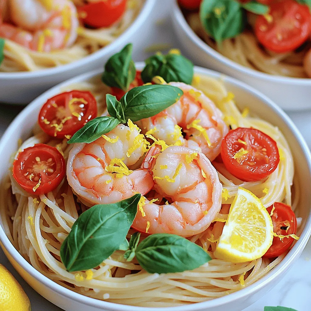 To make Lemon Spaghetti with Shrimp, gather these simple ingredients: - 8 oz spaghetti - 1 lb shrimp, peeled and deveined - 3 tablespoons olive oil - 3 cloves garlic, minced - Zest and juice of 1 large lemon - 1 teaspoon red pepper flakes (adjust to taste) - 1 cup cherry tomatoes, halved - 1/2 cup fresh basil leaves, torn - Salt and pepper to taste - Grated Parmesan cheese for serving Fresh ingredients bring bright flavors to this dish. Using fresh shrimp and basil makes the meal shine. Fresh lemon juice enhances the taste, while cherry tomatoes add sweetness. Pantry staples like spaghetti, olive oil, and garlic create a solid base. You can use dried herbs if fresh ones are not available, but fresh will always taste better. If you can't find some ingredients, don't worry! Here are some substitutes: - Shrimp: Try chicken or tofu for a different protein. - Spaghetti: Any pasta type will work, like linguine or fettuccine. - Olive oil: Use butter or avocado oil for a different flavor. - Cherry tomatoes: Substitute with diced regular tomatoes or sun-dried tomatoes. - Basil: Fresh parsley or arugula can add unique flavors. Feel free to experiment with these swaps to make the dish your own! The full recipe can guide you on how to put it all together. First, gather all your ingredients. You need: - 8 oz spaghetti - 1 lb shrimp, peeled and deveined - 3 tablespoons olive oil - 3 cloves garlic, minced - Zest and juice of 1 large lemon - 1 teaspoon red pepper flakes (adjust to taste) - 1 cup cherry tomatoes, halved - 1/2 cup fresh basil leaves, torn - Salt and pepper to taste - Grated Parmesan cheese for serving Next, bring a large pot of salted water to a boil. Cook the spaghetti until al dente, which usually takes about 8-10 minutes. Reserve one cup of the pasta water before draining the spaghetti. Set it aside for later. In a large skillet, heat the olive oil over medium heat. Once hot, add the minced garlic. Sauté for about 30 seconds until it smells amazing. Be careful not to burn it. Add the shrimp next. Season them with salt, pepper, and red pepper flakes. Cook for 2-3 minutes until they turn pink and opaque. Once cooked, remove the shrimp and set them aside. In the same skillet, toss in the cherry tomatoes. Cook them for 2-3 minutes until they start to blister. This step really brings out their flavor. Now, return the shrimp to the skillet. Add the cooked spaghetti, lemon zest, and lemon juice. Toss everything together. If the mixture seems dry, add some of the reserved pasta water. This will help create a nice sauce. Remove the skillet from heat and gently mix in the fresh basil. Taste your dish and adjust the seasoning if needed. For serving, plate the pasta in shallow bowls. To make it look great, garnish each serving with extra basil leaves and a sprinkle of lemon zest. Finish with a generous amount of grated Parmesan cheese on top. This adds flavor and a lovely touch to your dish. Enjoy the full recipe for more details! To get the best shrimp, choose fresh, high-quality shrimp. Look for shrimp with a mild smell. They should look moist and shiny. When cooking, make sure the skillet is hot. This helps the shrimp cook fast and stay juicy. Cook them just until they turn pink. They will turn tough if overcooked. For a creamy sauce, use the reserved pasta water. Start by adding a little at a time. This gives you control over the sauce thickness. You want it to coat the spaghetti well but not drown it. The lemon juice adds brightness, so don’t skip that. Toss everything together, so the flavors mix well. This dish pairs well with a crisp salad. A simple arugula salad with olive oil and lemon is great. You can also serve it with garlic bread for a nice crunch. For drinks, try a chilled white wine. A Sauvignon Blanc or Pinot Grigio complements the lemon flavor perfectly. For more tips and a detailed process, check out the Full Recipe. {{image_2}} You can easily make this dish gluten-free. Just swap regular spaghetti for gluten-free pasta. Many brands offer great taste and texture. Cook it the same way as regular spaghetti. The lemon and shrimp flavors will still shine through. If you want more protein, try chicken or scallops. Cook them just like the shrimp. You can also use firm tofu for a vegetarian option. It adds a nice texture and soaks up the lemon flavor well. Add new flavors to your dish with simple tweaks. Try using capers for a salty bite. A splash of white wine can add depth. Fresh herbs like parsley or chives can brighten the dish. For a spicy kick, use more red pepper flakes. Each change can create a new twist on this classic recipe. Check out the Full Recipe for more ideas! After enjoying Lemon Spaghetti with Shrimp, let the leftovers cool down. Place the pasta in an airtight container. This keeps the flavors fresh and prevents drying out. Store it in the fridge for up to three days. If you notice any sauce separation, don’t worry. Just mix it before reheating. To reheat, use a skillet on medium heat. Add a splash of olive oil or water to help with moisture. Toss the pasta gently until heated through. You can also use the microwave. Place the spaghetti in a bowl, cover it with a damp paper towel, and heat in short bursts. Stir in between to keep it even. If you want to save some for later, freezing is a great option. Pack the cooled spaghetti and shrimp in a freezer-safe container. Keep it sealed tight to avoid freezer burn. You can freeze it for up to two months. When ready to eat, thaw it in the fridge overnight. Reheat as mentioned above. Enjoy your tasty meal any time! For the full recipe, check out the earlier sections! You can swap shrimp for chicken, scallops, or even tofu. Each choice brings a new taste. Chicken works well; just cook it fully. Scallops add a sweet flavor, while tofu gives a nice texture. If you want a veggie option, try using mushrooms or zucchini. Both will soak up the lemon and garlic flavors nicely. Yes, you can make this dish ahead of time. Cook the spaghetti and shrimp, then cool them down. Store them in separate containers in the fridge. When you're ready to eat, just reheat everything together. The fresh flavors stay delicious, but the dish might need a little extra lemon juice. Absolutely! Lemon Spaghetti with Shrimp is great for meal prep. You can pack it in individual containers. It holds up well in the fridge for a few days. Just keep the cheese separate until serving. This way, you keep the pasta fresh and tasty. For a quick meal, just reheat and enjoy! For the full recipe, check the link. To sum up, we explored key ingredients for lemon spaghetti with shrimp. We discussed fresh versus pantry staples and shared good substitutes. The step-by-step guide made the cooking process clear and simple. Our tips ensure perfect shrimp and delicious sauce. Variations let you adapt this dish to your taste. We also covered smart ways to store and reheat leftovers. With these insights, you can make a great meal and impress your guests. Enjoy cooking and savor every bite of your lemon spaghetti!