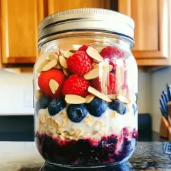 - 1 cup rolled oats - 1 ½ cups almond milk (or any plant-based milk) - ½ cup mixed berries (strawberries, blueberries, raspberries) - 1 tablespoon almond butter - 1 tablespoon chia seeds - 1 tablespoon maple syrup (optional) - ½ teaspoon vanilla extract - Pinch of salt - Sliced almonds for topping Berry almond overnight oats offer a wholesome breakfast packed with flavor. Each ingredient plays a vital role. Rolled oats form the base. They provide fiber and energy for your day. Almond milk adds creaminess and a nutty flavor. You can swap it with any plant-based milk you prefer. Mixed berries add sweetness and antioxidants. Strawberries, blueberries, and raspberries bring color and taste. Almond butter gives a nice nutty flavor and healthy fats. Chia seeds are tiny but mighty. They add protein and help keep you full. If you want a touch of sweetness, add maple syrup. You can skip it if you prefer less sugar. A bit of vanilla extract enhances the overall flavor. Lastly, a pinch of salt balances the sweetness. Top with sliced almonds for crunch. This mix is not just tasty; it’s also good for you. 1. In a mixing bowl, combine: - 1 cup rolled oats - 1 tablespoon chia seeds - Pinch of salt Mix these well. 2. In another bowl, whisk together: - 1 ½ cups almond milk - 1 tablespoon almond butter - ½ teaspoon vanilla extract - 1 tablespoon maple syrup (optional) Keep whisking until smooth. 3. Pour the almond milk mix over the oats. Stir until all ingredients blend well. 4. Gently fold in: - ½ cup mixed berries Reserve a few berries for later. Store your mixture in two jars or airtight containers. Seal them tightly. Refrigerate overnight or for at least 4-6 hours. This soaking time helps the oats absorb the milk and soften. When you're ready to serve, stir the oats well. If you like, add a splash of almond milk for creaminess. Top with reserved mixed berries and a handful of sliced almonds for a nice crunch. Enjoy your tasty breakfast! For the complete recipe, check out the Full Recipe. You can change your berry almond overnight oats to fit your taste. Here are some ideas: - Flavor variations: Use different berries like blackberries or peaches. You can even try nut butters like peanut or cashew. - Sweetness adjustments: If you want it sweeter, add more maple syrup or honey. You can also use mashed bananas for natural sweetness. Getting the right texture makes your oats enjoyable. Follow these tips: - Tips for creaminess: Use more almond milk if you like it creamier. Stir in a bit of yogurt for a rich texture. - How to avoid sogginess: Don’t let your oats soak too long. Six hours is best. If you worry about sogginess, add berries just before serving. Make this recipe fit your diet with these options: - Gluten-free alternatives: Use certified gluten-free oats. This keeps your meal safe and tasty. - Nut-free options: Replace almond milk with oat or coconut milk. Skip the almond butter and use sunflower seed butter instead. For the full recipe, check the [Full Recipe]. {{image_2}} You can change your Berry Almond Overnight Oats based on the season. Try using fresh fruits that are in season. In spring, add strawberries or cherries. In summer, blueberries or peaches work well. In fall, consider apples or pears. These fruits add unique flavors and nutrients. You can also spice things up with cinnamon or nutmeg. A pinch of these spices can warm your oats and give a cozy taste. Almond milk is a great choice, but you can try other plant-based milks too. Options like oat milk or coconut milk can change the flavor. Each milk type gives a different texture. Oat milk is creamier, while coconut milk adds a tropical touch. Adjusting the milk can help you find your favorite flavor. If you want to make this recipe fully vegan, swap honey for maple syrup. You can also add protein powder for extra nutrition. This helps if you want a high-protein breakfast. Other great vegan options include using nut butters like peanut butter or sunflower seed butter. These swaps keep your meal tasty and healthy. For a protein boost, consider adding nuts or seeds. They add crunch and flavor while keeping it vegan. For the full recipe, check the section above! Store your berry almond overnight oats in the fridge. They stay fresh for up to five days. Use airtight containers to keep them moist. This helps prevent the oats from drying out. You may want to reheat your oats if you prefer them warm. Only heat if you stored them longer than a day. Use a microwave for quick reheating. Heat in short bursts to avoid burning. Stir between each burst for even warmth. You can freeze overnight oats for later use. Divide the mixture into freezer-safe containers. Label them with the date to track freshness. To thaw, move them to the fridge overnight. Serve them cold or warm them in the microwave. You can store berry almond overnight oats in the fridge for up to five days. Make sure to keep them in a sealed container. This keeps the oats fresh and tasty. If you notice any off smell or change in texture, it’s best to discard them. Yes, you can make these oats in advance. They are perfect for meal prep! Just prepare your jars on Sunday for the week. This saves time and ensures you have a healthy breakfast ready each day. If you don’t have almond milk, you can use other plants-based milks like soy, oat, or coconut milk. For dairy options, regular milk works fine too. Each milk type brings its own unique flavor, so choose what you like best. Absolutely! If you prefer warm oats, you can heat them up. Just transfer the oats to a bowl and microwave for about 30-60 seconds. Stir well to ensure even heating. Enjoy your warm berry almond overnight oats! You now have a simple recipe for berry almond overnight oats. We covered the essential ingredients, their benefits, and a clear step-by-step guide. You learned how to customize flavors and textures to suit your tastes. Remember to explore seasonal fruits for variation and keep your oats fresh in the fridge. Enjoy this healthy breakfast option anytime! I hope you find joy in preparing and eating it.