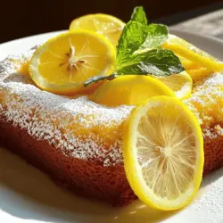 - 1 ½ cups all-purpose flour - 1 cup granulated sugar - ½ cup unsalted butter, softened - 3 large eggs - ½ cup buttermilk - 1 tablespoon lemon zest (from about 2 lemons) - ¼ cup fresh lemon juice - 1 teaspoon baking powder - ½ teaspoon baking soda - ¼ teaspoon salt - 1 teaspoon vanilla extract These ingredients create a soft and moist lemon cake. All-purpose flour and sugar form the base. The flour gives structure, while sugar adds sweetness. Eggs bond everything together, making the cake rise. Buttermilk keeps it moist and adds a slight tang. Zesty lemons provide that bright flavor we love. - 1 teaspoon vanilla extract - Optional: powdered sugar for dusting Adding vanilla extract enhances the cake's flavor profile. It pairs perfectly with the lemon. Dusting powdered sugar on top gives your cake a pretty finish. It also adds a touch of sweetness without being too much. For the complete recipe, check out the Full Recipe. This ensures you have all the steps to bake your delightful lemon cake to die for! - Preheating the Oven and Preparing the Pan Start by preheating your oven to 350°F (175°C). This step is key for a good rise. Next, grease and flour a 9-inch round cake pan. You can also use parchment paper for easier removal later. - Creaming Butter and Sugar In a mixing bowl, add ½ cup of softened butter and 1 cup of granulated sugar. Use an electric mixer on medium speed. Mix until the mixture is light and fluffy, about 3-5 minutes. This step adds air to the batter, making your cake soft. - Incorporating Eggs and Lemon Add 3 large eggs to the butter-sugar mix, one at a time. Beat well after each egg. Then, mix in 1 teaspoon of vanilla extract and 1 tablespoon of lemon zest. This adds flavor and freshness to your cake. - Combining Dry and Wet Ingredients In a separate bowl, whisk together 1 ½ cups of all-purpose flour, 1 teaspoon of baking powder, ½ teaspoon of baking soda, and ¼ teaspoon of salt. Gradually add this dry mix to the wet ingredients. Alternate with ½ cup of buttermilk and ¼ cup of fresh lemon juice. Start and end with the flour mixture. Mix just until combined. Be careful not to overmix, or your cake may turn out dense. - Pouring Batter and Baking Time Pour the batter into your prepared cake pan. Spread it evenly with a spatula. Place it in the oven and bake for 25-30 minutes. Check if it’s done by inserting a toothpick in the center. If it comes out clean, it’s ready! - Cooling the Cake Once baked, let the cake cool in the pan for 10 minutes. Then, transfer it to a wire rack to cool completely. This cooling step is important for the cake's texture. You can follow the full recipe for more details and tips on this delightful treat! Using Fresh Lemons vs Bottled Juice For the best flavor, always choose fresh lemons. Fresh juice tastes bright and bold. Bottled juice lacks that zing. When you squeeze fresh lemons, you get the full taste of lemon. It makes your cake special. The Importance of Zest Lemon zest is key for flavor. It adds a strong, fresh scent. Use a microplane to grate the yellow part of the peel. Avoid the white part, as it is bitter. Just one tablespoon boosts the cake's taste. Not Overmixing the Batter Overmixing can make your lemon cake dense. Mix just until you see no more dry flour. This keeps the cake light and fluffy. Remember, less is more when mixing! How to Avoid Dry Cake To keep your cake moist, use buttermilk. It adds richness and tenderness. Always check your oven's temperature with a thermometer. If it's too hot, your cake can dry out. Bake until a toothpick comes out clean. Garnishing and Serving Suggestions For a lovely touch, dust the cake with powdered sugar. Add lemon slices and fresh mint leaves for color. This makes your cake pop and look fancy. Plate Choices for an Elegant Presentation Use bright white plates for serving. They highlight the cake's color. A simple, clean plate makes the cake shine. It draws attention to your beautiful creation. For more details, check the Full Recipe. {{image_2}} You can make a gluten-free lemon cake by using flour alternatives. Try almond flour or coconut flour. These options give a nice texture and taste. You need to adjust the liquid. For every cup of almond flour, add an extra egg. This keeps the cake moist. Always check the package for specific ratios. Adding cream cheese frosting takes this cake to the next level. The rich topping pairs well with the lemon flavor. To make it, beat together cream cheese and butter until smooth. Gradually add powdered sugar and a splash of vanilla. Spread this creamy mix on top of your cooled cake. It adds a sweet and tangy twist. Mixing in blueberries makes a delightful lemon blueberry cake. You can use fresh or frozen blueberries. Fold them gently into the batter before baking. This adds bursts of flavor in every bite. Blueberries also add a nice color contrast. They make the cake look stunning. For detailed steps on making the base, check out the Full Recipe. Store your lemon cake at room temperature if you eat it within two days. Wrap it tightly in plastic wrap. This keeps the cake moist and fresh. If you plan to keep it longer, refrigerate it. Put it in an airtight container to prevent drying out. To freeze your lemon cake, follow these simple steps: - Allow the cake to cool completely. - Wrap it in plastic wrap tightly. - Then place it in a freezer-safe bag or container. - Label it with the date. - Freeze for up to three months. When ready to eat, let it thaw in the fridge overnight. This keeps the texture nice. For the best taste and texture, eat the cake within three days if stored at room temperature. In the fridge, it stays fresh for about one week. If frozen, enjoy it within three months for the best flavor. Always check for any signs of spoilage before eating. Fresh lemon cake is a treat that tastes best when enjoyed soon after baking! You can easily replace buttermilk with a mix of milk and vinegar. Just take one cup of milk and add one tablespoon of white vinegar or lemon juice. Let it sit for about five minutes. This gives you a nice, tangy flavor similar to buttermilk. If you want a zestier taste, add more lemon juice or zest. Try using the juice of one extra lemon. You can also increase the lemon zest to two tablespoons. This will give your cake a bright, bold flavor. To check if your cake is done, use the toothpick test. Insert a toothpick into the center of the cake. If it comes out clean or with a few crumbs, your cake is ready. Also, look for a golden top and a slight bounce when you touch it. Yes! You can use sugar alternatives like honey, maple syrup, or stevia. Just remember that each sweetener has a different sweetness level. You might need to adjust the amount you use. This can help make your cake a bit healthier while still tasting great. For the full recipe, check out the [Full Recipe]. This article covered how to make a delicious lemon cake. We explored the essential and optional ingredients, like flour and fresh lemons. You learned step-by-step instructions, tips for flavor, moisture, and decoration, plus fun variations. When you bake, remember to focus on fresh ingredients for the best taste. With practice, your lemon cake will impress everyone. Enjoy baking and sharing this treat!