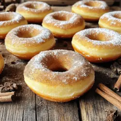 Here’s what you will need to make spiced apple cider donuts: - 2 cups apple cider - 2 ½ cups all-purpose flour - 1 cup granulated sugar - 2 teaspoons baking powder - 1 teaspoon baking soda - 1 teaspoon ground cinnamon - ½ teaspoon ground nutmeg - ½ teaspoon ground allspice - ½ teaspoon salt - ½ cup unsalted butter, melted - 2 large eggs - 1 teaspoon vanilla extract - ½ cup powdered sugar (for coating) - Optional: cinnamon sugar for topping (1/4 cup sugar + 1 teaspoon cinnamon) These ingredients work together to create a warm and cozy flavor. The apple cider gives a sweet and fruity taste. The spices add warmth and depth. Using fresh apple cider makes a big difference in flavor. If you can't find fresh cider, store-bought works too. Melted butter brings richness, while eggs help with structure. The combination of baking powder and baking soda ensures that the donuts rise perfectly. Feel free to experiment with the spices. You could add more cinnamon or even a pinch of cloves for extra warmth. Remember, the goal is to make these donuts your own! For the full recipe, check out the detailed instructions. 1. Boil and reduce apple cider: Start by pouring the apple cider into a medium saucepan. Heat it over medium heat until it boils. Reduce the heat and let it simmer until it thickens to about 1 cup. This takes about 15 to 20 minutes. Once done, set it aside to cool. 2. Mix dry ingredients in a large bowl: In a large mixing bowl, combine the flour, granulated sugar, baking powder, baking soda, cinnamon, nutmeg, allspice, and salt. Whisk them together until they are well mixed. This helps to ensure even flavor in your donuts. 3. Combine wet ingredients separately: In another bowl, whisk the melted butter, eggs, vanilla extract, and the cooled apple cider. Keep mixing until the mixture is smooth. This step adds moisture and flavor to your donuts. 1. Gradually mix wet and dry ingredients: Slowly add the wet mixture to the dry mixture. Stir gently until just combined. It’s okay if there are a few lumps. Do not overmix; this can make your donuts tough. 2. Pipe batter into donut pan: Use a piping bag or a zip-top bag with a corner cut off to transfer the batter. Pipe the batter into the prepared donut pan. Fill each cavity about two-thirds full to allow for rising. 1. Bake donuts and cooling process: Preheat your oven to 350°F (175°C). Bake the donuts for 12 to 15 minutes. They should turn golden brown. Insert a toothpick into a donut; if it comes out clean, they are done. 2. Coating donuts in sugar: Let the donuts cool in the pan for about 5 minutes. Then, transfer them to a wire rack. While they are still warm, roll them in powdered sugar or cinnamon sugar. This adds a sweet touch and enhances the flavor. For detailed instructions, check the Full Recipe. To make the best spiced apple cider donuts, texture is key. Avoid overmixing the batter. Mix just until you see the dry ingredients blend with the wet ones. Some lumps are okay! Overmixing can make the donuts tough, and we want them light and fluffy. Check for doneness by inserting a toothpick into the center of a donut. If it comes out clean, your donuts are ready. If it has batter on it, give them a few more minutes. You can take these donuts to the next level with extra spices. Try adding a pinch of ginger or cloves for a warm kick. You can also add a splash of maple syrup for a sweet twist. For sweet coatings, powdered sugar is great. But if you want something new, mix sugar with cinnamon for a classic topping. You can even use a chocolate glaze for a fun change! A good donut pan is key. Look for a non-stick, silicone one for easy release. This helps your donuts pop out perfectly shaped. Using a piping bag is important too. It makes filling the pan easy and clean. If you don’t have one, use a zip-top bag with the corner cut off. This will help you pipe the batter without mess. For the full recipe, check out the details above. Happy baking! {{image_2}} You can easily play with the flavors of spiced apple cider donuts. One fun twist is adding pumpkin spice. Just mix in one tablespoon of pumpkin spice with the dry ingredients. This gives the donuts a warm, cozy flavor, perfect for fall. Another exciting option is to add chocolate chips. Use about one cup of semi-sweet chocolate chips. Fold them into the batter after mixing the wet and dry ingredients. The chocolate pairs nicely with the spices and makes for a tasty treat. If you need gluten-free options, you can swap out regular flour. Use a gluten-free all-purpose flour blend instead. This keeps the donuts soft and delicious. For a vegan option, replace the eggs with flaxseed meal. Mix one tablespoon of flaxseed with three tablespoons of water. Let it sit for a few minutes until it thickens. This works great as an egg substitute in your batter. Toppings can change the whole vibe of your donuts. For a fall-inspired touch, try using a maple glaze. Mix powdered sugar with maple syrup until smooth. Drizzle this over the warm donuts for a sweet finish. You can also get creative with glazes for different occasions. A simple lemon glaze can brighten the taste. Mix powdered sugar with lemon juice for a fresh twist. This adds a nice zing to your donuts, making them even more fun to eat. For the full recipe, check out the [Full Recipe]. To keep your spiced apple cider donuts fresh, store them in an airtight container. This helps prevent the donuts from drying out. You can also wrap each donut in plastic wrap for extra protection. A cake dome works well, too. Place it on the counter or in a cool area. Avoid direct sunlight to keep them at their best. If you want to save some for later, freezing is a great option. First, let the donuts cool completely. Then, place them in a single layer on a baking sheet. Freeze them for about an hour. After that, transfer the donuts to a freezer-safe bag. Remove as much air as possible before sealing. To enjoy, thaw the donuts in the fridge overnight. For the best taste, warm them in the oven for a few minutes. At room temperature, spiced apple cider donuts last about 2-3 days. If you store them in the fridge, they can last up to a week. Watch for signs of spoilage, like a hard texture or an off smell. If you see mold, it's best to toss them out. Enjoy these warm treats while they are fresh for the best flavor! Spiced apple cider donuts are warm, sweet treats that burst with fall flavors. They are soft and cake-like, made with apple cider and warm spices like cinnamon and nutmeg. The cider gives them a rich apple taste that makes them perfect for autumn. Yes, you can make these donuts ahead of time. Bake them and then store them in an airtight container. They stay fresh for a few days on the counter. You can also freeze them for longer storage. Just thaw them before serving. You can find spiced apple cider donuts at local bakeries or farmers' markets in the fall. Many coffee shops also offer them as seasonal treats. Some grocery stores stock them during autumn, so check the bakery section. Each donut has about 180 calories. They contain sugar, carbs, and some fats from the butter. The exact numbers may vary based on the recipe, so check the Full Recipe for details. Enjoy them in moderation as a special treat! These donuts can last for about 2-3 days at room temperature. If you keep them in the fridge, they may last a bit longer, but they can dry out. For the best taste, eat them fresh or freeze them for longer storage. Yes, you can make these donuts gluten-free! Use a gluten-free all-purpose flour blend in place of regular flour. This swap allows you to enjoy the same great taste while catering to gluten sensitivities. In this post, we explored how to make tasty spiced apple cider donuts. We covered the ingredients, step-by-step instructions, and tips for great results. You learned about flavor variations and how to store these treats. These donuts are perfect for any season, and you can easily adapt them to fit your needs. Enjoy making them and share your experience with friends and family!