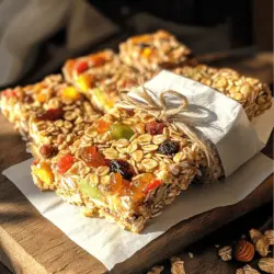 Making homemade granola bars is fun and easy. You need to gather the right ingredients first. Here are the main ones: - 2 cups rolled oats - 1 cup mixed nuts (almonds, walnuts, pecans) - 1/2 cup sunflower seeds - 1/2 cup honey or maple syrup - 1/4 cup almond butter or peanut butter - 1/2 cup dried fruits (cranberries, apricots, raisins) - 1 teaspoon vanilla extract - 1/2 teaspoon cinnamon - A pinch of salt These ingredients work together to create a tasty and filling snack. Rolled oats add fiber, while nuts and seeds bring protein. Dried fruits add sweetness and chewiness. You can customize your bars with fun add-ins. Here are some ideas: - Chocolate chips - Nut butters - Flavorings and spices Chocolate chips can give your bars a sweet twist. Nut butters add creaminess and richness. Try adding spices like nutmeg or ginger for extra flavor. Many people want different options for their granola bars. Here are some ideas for dietary needs: - Gluten-free variations: Use gluten-free oats. - Nut-free alternatives: Replace nuts with seeds like pumpkin or hemp. - Sugar substitutes: Use agave syrup or stevia instead of honey. These adjustments help everyone enjoy homemade granola bars. You can also check the Full Recipe for more tips and details. To start, line your baking dish with parchment paper. Use an 8x8 inch dish for best results. Leave some paper hanging over the edges. This makes it easy to lift out the bars later. Parchment paper is key here. It prevents sticking and keeps your bars intact. In a large bowl, mix the rolled oats, nuts, sunflower seeds, and dried fruits. Be sure to mix well. This helps spread the flavors and textures evenly. The combination of nuts and fruits adds a nice crunch and sweetness. Now, melt the almond butter and honey together in a small saucepan. Heat them on low. Stir until they blend together into a smooth mixture. Once melted, take it off the heat. Add in the vanilla extract, cinnamon, and a pinch of salt. Mixing in these flavors enhances the taste of your bars. Pour the warm nut butter mix over the dry ingredients. Stir everything together until well-coated. You want to achieve a sticky consistency. Next, transfer the mixture to your baking dish. Press it down firmly with a spatula or your hands. This helps the bars hold their shape. Bake in the preheated oven for 20 to 25 minutes. Look for golden brown edges; this means they are done. Once baked, let the granola bars cool completely in the pan. You can use the overhanging parchment paper to lift them out. After cooling, cut them into bars or squares. Enjoy your Nutty Bliss Homemade Granola Bars! For the full recipe, check out the details above. You can create your favorite flavors by adding different ingredients. Try adding chocolate chips for a sweet touch. Dried coconut can bring a tropical vibe. You can also mix in spices like nutmeg or ginger for warmth. Experimenting with textures can make your bars even better. Use crunchy nuts or seeds for a bit of crunch. Soft dried fruits add chewiness. You can even swap some oats for puffed rice for a lighter texture. Balancing flavors is key. Honey or maple syrup can sweeten your bars. If you want less sugar, use mashed bananas. This adds sweetness and moisture. Managing moisture content is also important. If your mixture feels too dry, add a splash of water or more nut butter. If it’s too wet, add extra oats. This will help your bars hold together better. For presentation, wrap your granola bars in parchment paper. Tie them with twine for a rustic look. This makes them perfect for snacks on the go. Pair them with your favorite drinks. A tall glass of milk or a warm cup of tea works great. You can also serve them with yogurt for a tasty breakfast. {{image_2}} Granola bars are fun to make and easy to tweak. You can change the flavors and ingredients to match your taste. Here are some great ideas for different types of granola bars. You can create tropical granola bars by adding coconut. Just mix in shredded coconut with your base ingredients. This gives your bars a chewy and sweet bite that feels like a vacation. Chocolate lovers will enjoy chocolate and nut varieties. You can add dark chocolate chips or cocoa powder to your mix. Pair them with nuts for a tasty treat that satisfies your sweet tooth. If you want a protein-packed bar, consider adding protein powder or seeds. Chia seeds or hemp seeds can boost the protein level without changing the taste much. This makes your snack filling and nutritious. For those watching calories, low-calorie granola bars are a good choice. You can use less honey or choose a sugar substitute. Keep the nuts and seeds light to make it healthy but still tasty. You can use seasonal fruits and nuts to change things up. In summer, try fresh berries or peaches. In fall, go for apples and walnuts. Each season brings new flavors, making your granola bars exciting. Holiday-themed flavors add fun to your snacks. Use spices like cinnamon or nutmeg for a cozy flavor. Add dried cranberries for a festive touch around the holidays. These variations keep your granola bars fresh and fun. Feel free to mix and match flavors! For a complete recipe, check the Full Recipe section. To keep your granola bars fresh, use airtight containers. They protect against air and moisture. Choose a cool, dry place like a pantry or cupboard. Avoid sunlight, which can make them go stale. You can freeze granola bars for longer storage. Wrap each bar in plastic wrap. Place the wrapped bars in a freezer-safe bag. This keeps them fresh for up to three months. To thaw, take them out and leave them at room temperature. You can also heat them in the microwave for about 15 seconds. Homemade granola bars last about a week at room temperature. After that, they may lose their taste and texture. Signs of spoilage include a dry or hard texture and an off smell. If you see any mold, throw them away right away. For freshness, check them often. Enjoy your Nutty Bliss homemade granola bars by following the Full Recipe! Yes, you can use regular oats, but the texture will change. Regular oats cook faster and may turn mushy. Rolled oats hold their shape better and add chewiness. If you want crunchier bars, stick with rolled oats. Look for golden edges and a firm texture. The bars should not be soft in the center. A light touch will help you check; they should feel set but slightly soft. They will firm up as they cool. Absolutely! You can use alternatives like sunflower seed butter or coconut oil. These options still bind the ingredients. You can also use applesauce or mashed bananas for a fruity twist. Just remember, the texture may vary slightly. Homemade granola bars are simple to make. We explored key ingredients, from oats to dried fruits, plus fun add-ins like chocolate chips. We covered steps to prep your baking dish, mix ingredients, and bake for the perfect texture. Customization is key, so feel free to experiment with flavors. Store bars properly to keep them fresh. Remember, these snacks can fit any diet and season. Try your own twist on these nutritious bars today. Enjoy the process and the tasty results that come with it!