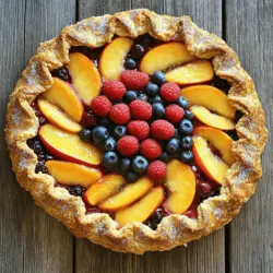 To make a delightful peach and berry galette, you need fresh, simple ingredients. Here is the list: - 2 ripe peaches, sliced - 1 cup mixed berries (blueberries, strawberries, raspberries) - 1 tablespoon lemon juice - 1 tablespoon cornstarch - 2 tablespoons brown sugar - 1 teaspoon vanilla extract - 1 pre-made pie crust (store-bought or homemade) - 1 egg (for egg wash) - 1 tablespoon milk (for egg wash) - Sugar for sprinkling on the crust Each ingredient plays a key role. The peaches give a sweet, juicy base, while the berries add a burst of flavor. The lemon juice brightens up the fruit. Cornstarch helps thicken the filling. Brown sugar enhances the sweetness, and vanilla adds depth. The pie crust wraps it all together. Using a pre-made pie crust saves time. If you prefer homemade, that works too! The egg wash gives the crust a beautiful golden color. A sprinkle of sugar on top adds a lovely crunch. For the full recipe, check the Sweet Summer Peach & Berry Galette section. This list will make your galette shine. 1. First, preheat your oven to 400°F (200°C). This gets the oven ready for baking. 2. Next, line a baking sheet with parchment paper. This helps with easy cleanup. 3. In a large bowl, combine the sliced peaches and mixed berries. 4. Add the lemon juice, cornstarch, brown sugar, and vanilla extract to the fruit. 5. Toss gently to coat the fruit. Let the mixture sit for about 10 minutes to marinate. This helps the flavors blend together. 1. On a lightly floured surface, roll out the pie crust. Aim for a rough 12-inch circle. 2. Carefully transfer the rolled dough to the prepared baking sheet. Make sure it stays flat. 1. Spoon the marinated fruit mixture into the center of the rolled-out dough. 2. Leave about a 2-inch border around the edges. This space will hold the crust. 3. Gently fold the edges of the dough over the fruit filling. Create pleats as you fold, but leave the center open. This makes the fruit the star of the dish. 1. In a small bowl, whisk together the egg and milk to create an egg wash. 2. Brush the edges of the crust with the egg wash. 3. Sprinkle sugar over the crust for added sweetness and a nice crunch. 4. Bake your galette in the preheated oven for about 35-40 minutes. Look for a golden brown crust and bubbly fruit filling. 5. Once done, let it cool for a few minutes before slicing. Enjoy your Peach and Berry Galette! For the complete recipe, check [Full Recipe]. To get that even golden crust, follow these tips: - Chill your dough: Keep your pie crust cold. This helps it bake evenly. - Egg wash: Brush the crust with an egg wash. This gives it a nice shine. - Sprinkle sugar: Dust sugar on the crust. It adds a sweet touch and crunch. To avoid a soggy bottom, try these methods: - Use a cold filling: Let your fruit mix chill before adding it to the crust. - Cornstarch is key: It helps absorb excess juice. This keeps the crust crisp. - Pre-bake the crust: For a few minutes before adding the filling, this can help too. This galette pairs well with several tasty options: - Ice cream: A scoop of vanilla ice cream adds creaminess. - Whipped cream: A dollop gives a light, fluffy touch. - Honey drizzle: A drizzle of honey adds sweetness and shine. For a lovely presentation, consider these ideas: - Slice it neatly: Cut into wedges for easy serving. - Garnish with mint: Fresh mint leaves add color and flavor. - Use a colorful plate: A bright plate makes the galette pop! For the full recipe, check back at the beginning of our article. Enjoy your Peach and Berry Galette! {{image_2}} You can change the fruit in your galette to match the season. In summer, peaches and berries shine. In fall, try apples and pears. Winter brings citrus fruits like oranges and grapefruits. Spring is great for strawberries and rhubarb. Each fruit brings its own flavor and color. This helps keep the galette fresh and fun. Plus, it gives you a chance to try new tastes! Adding spices can elevate your galette. A pinch of cinnamon or nutmeg adds warmth. You can sprinkle some fresh mint for a bright touch. If you like it sweeter, add more brown sugar or honey. For a tangy kick, squeeze in some lemon juice. These changes make the galette fit your tastes. Don't be afraid to experiment! You can mix and match until you find your favorite flavor combo. For the full recipe, check out the Sweet Summer Peach & Berry Galette. To store leftover peach and berry galette, first, let it cool completely. Place it in an airtight container. You can also cover it tightly with plastic wrap. This helps keep the crust crisp and the filling fresh. Store it in the fridge for up to three days. If you want to keep it longer, you can freeze it. Wrap the galette in plastic wrap and foil to prevent freezer burn. It can last up to two months in the freezer. When it's time to enjoy your galette again, reheating is key. Preheat your oven to 350°F (175°C). Place the galette on a baking sheet. This helps the crust get crispy again. Heat it for about 15-20 minutes. Check it often to avoid overcooking. You can also reheat individual slices in a toaster oven. Just heat for about 5-7 minutes. This keeps the crust nice and flaky. Enjoy your delightful treat just like fresh! What can I use instead of cornstarch? You can use flour or tapioca starch. Both will help thicken the juices. If you use flour, add a bit more. Start with 1.5 tablespoons. Can I make it ahead of time? Yes, you can prepare the fruit filling a day ahead. Store it in the fridge to keep it fresh. You can also assemble the galette and chill it before baking. Is it necessary to use a pre-made crust? No, you can make your own crust if you prefer. A homemade crust often tastes better and can be more fun to make. How do I know when the galette is done baking? Look for a golden brown crust. The filling should be bubbly. This usually takes about 35 to 40 minutes in a hot oven. Can I freeze leftover galette? Yes, you can freeze leftover galette. Wrap it tightly in plastic wrap and then in foil. It will keep well for up to three months. When ready, thaw in the fridge and reheat in the oven. You've learned how to make a delicious Peach and Berry Galette. You now know the key ingredients, simple steps, and tips for success without a soggy bottom. Remember, you can swap fruits or add spices to make it your own. Store leftovers properly, and reheat carefully to enjoy later. Baking this galette is fun and tasty. Trust me, you'll impress everyone with your skills! Enjoy sharing this dessert with friends and family. Now, grab your ingredients and start baking!