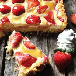 To make the Strawberry Cheesecake Dump Cake, you need some simple ingredients. Here is the list: - 1 box of yellow cake mix - 1 (8 oz) package of cream cheese, softened - 1 cup powdered sugar - 1 cup fresh strawberries, hulled and sliced (or frozen, thawed) - 1/2 cup unsalted butter, melted - 1 cup milk - 1 teaspoon vanilla extract - 1/2 teaspoon almond extract (optional) - Whipped cream or cool whip (for serving) These ingredients create a delicious mix of flavors. The yellow cake mix gives a light base. The cream cheese adds a rich, creamy layer. Fresh strawberries bring a sweet burst of flavor. The butter and milk keep everything moist. Vanilla and almond extracts add a delightful touch. You can serve it with whipped cream for extra sweetness. When you gather these ingredients, you set yourself up for a tasty treat. This recipe is easy to follow and always a hit at gatherings. For the full recipe, check out the instructions that guide you step by step! - Preheat oven to 350°F (175°C). - Beat cream cheese until smooth. - Combine cake mix, milk, and melted butter. Start by preheating your oven. This step is key. While it heats, take a mixing bowl. Add softened cream cheese and beat it. You want it creamy and smooth. Then, grab another large bowl. Mix together the yellow cake mix, milk, and melted butter. It should become a thick batter. - Spread half the batter in a baking dish. - Add cream cheese mixture and sliced strawberries. - Top with remaining cake batter. Now, take a greased 9x13 inch baking dish. Spread half of your cake batter evenly in it. Next, spoon dollops of the cream cheese mixture on top. Sprinkle half of your sliced strawberries over this layer. Finally, pour the rest of the cake batter over everything. Make sure to cover the cream cheese and strawberries well. - Bake for 45-50 minutes. - Toothpick test for doneness. - Cool before serving. Place your dish in the oven. Bake for 45 to 50 minutes. Check for doneness with a toothpick. Insert it into the center of the cake. If it comes out clean, your cake is ready. Let it cool for about 10 minutes before slicing. Now, you can enjoy your warm strawberry cheesecake dump cake! For full details, check the Full Recipe. To make the best Strawberry Cheesecake Dump Cake, follow these simple tips. First, make sure your cream cheese is at room temperature. This helps it mix smoothly. Next, use fresh strawberries for the best flavor. Fresh fruit gives a bright taste. Lastly, don’t overmix the batter. Mixing just until combined keeps the cake light and fluffy. You can serve this cake warm or at room temperature. Warm cake offers a cozy treat. For a special touch, add whipped cream or fresh berries on top. These garnishes make the dessert look fancy and taste even better. Avoid overbaking the cake. Check for doneness with a toothpick. Remove it from the oven when it comes out clean. Another mistake is uneven cream cheese distribution. Make sure to dollop the cream cheese mixture evenly for the best results. This helps every bite taste great. {{image_2}} You can change up the fruit in this recipe. Try blueberries or raspberries for a new twist. They add a fresh taste and change the look. You can also swap the yellow cake mix. Use chocolate or vanilla cake mix instead. Each flavor brings a unique spin to the dessert. If you need gluten-free options, look for gluten-free cake mixes. Many brands offer great choices. For dairy-free diets, use cream cheese made from plant-based ingredients. Both options keep the taste and texture delicious. Want to make it fun? Turn this dump cake into cupcakes. Bake individual portions in muffin tins. You can also layer the cake in a trifle dish for a stunning dessert. Drizzle with chocolate or caramel sauce for extra sweetness. These simple changes make this treat even more special. For the complete recipe, check the Full Recipe section. To store leftovers, let the cake cool completely. Cut it into squares and place them in an airtight container. Keep the container in the fridge. This way, the cake stays fresh. To reheat the cake, take a square and warm it in the microwave. Heat it for about 15-20 seconds. Check if it's warm enough. If not, add a few more seconds. You can keep Strawberry Cheesecake Dump Cake in the fridge for about 3-5 days. After that, it may start to lose its taste and texture. Signs of spoilage include a change in smell or appearance. If you see mold or an off odor, it is best to throw it out. To freeze individual portions, cut the cake into squares as before. Wrap each piece tightly in plastic wrap, then place them in a freezer-safe bag. This helps prevent freezer burn. For thawing, take a piece out of the freezer. Leave it in the fridge overnight to thaw slowly. If you're in a hurry, you can warm it slightly in the microwave. Enjoy your Strawberry Cheesecake Dump Cake anytime! For the full recipe, check out the earlier section. Yes, you can make this cake ahead of time. Prepare it and let it cool completely. After cooling, cover it tightly with plastic wrap or foil. Store it in the fridge for up to three days. This allows the flavors to blend. When ready to serve, you can enjoy it cold or warm it up. Just pop it in the oven at 350°F (175°C) for about 10 minutes. You can swap the yellow cake mix for a gluten-free mix if needed. For cream cheese, use dairy-free cream cheese if you want a dairy-free option. If strawberries are out of season, you can use blueberries or raspberries instead. Frozen fruits work great, too. Just make sure to thaw and drain excess water before use. Yes, this recipe can fit several diets. For gluten-free needs, use a gluten-free cake mix. To make it dairy-free, choose dairy-free cream cheese and milk. For a lower-sugar option, you can use a sugar substitute in the cream cheese mixture. Just keep in mind that substitutions may change the taste and texture a bit. In this blog post, we explored how to make a delicious Strawberry Cheesecake Dump Cake. We discussed all the key ingredients, detailed preparation steps, and offered helpful tips for perfecting your cake. I also shared variations and storage tips to keep your cake fresh. This easy recipe is great for any occasion. With a few simple adjustments, you can cater it to different diets or tastes. Enjoy baking and savoring this delightful treat!