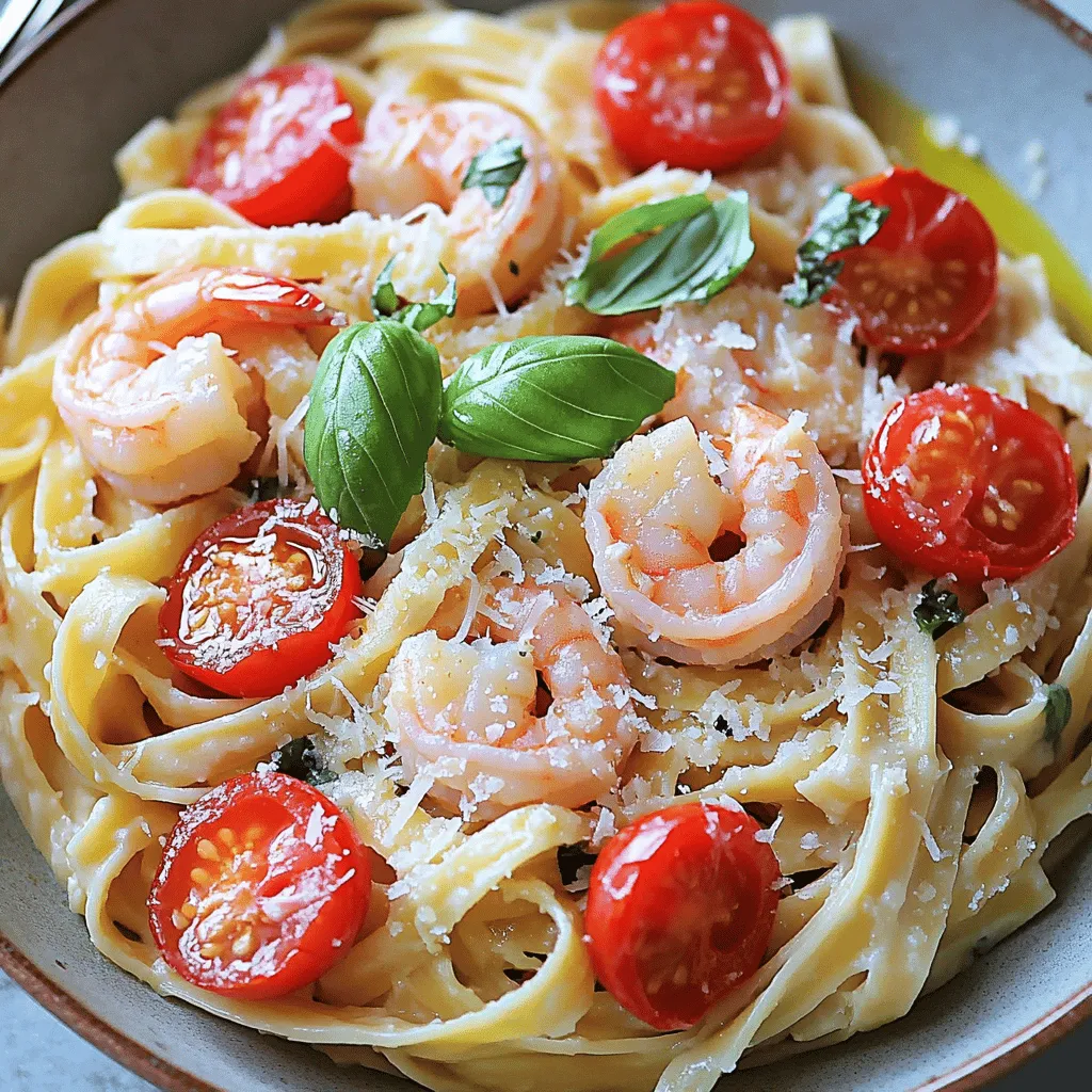 To make Marry Me Shrimp Pasta, gather these key ingredients: - 8 oz fettuccine pasta - 1 lb large shrimp, peeled and deveined - 4 cloves garlic, minced - 1 cup cherry tomatoes, halved - 1 cup heavy cream - 1 cup chicken broth - 1/2 cup grated Parmesan cheese - 2 tablespoons olive oil - 1 teaspoon red pepper flakes (adjust for spice preference) - Salt and pepper to taste - Fresh basil, chopped (for garnish) Each ingredient has a purpose. If you can’t find fettuccine, use any pasta you like. For shrimp, fresh or frozen is fine. Just thaw frozen shrimp before cooking. If you want a lighter sauce, swap heavy cream with half-and-half. You can use vegetable broth for a vegetarian twist. Fresh ingredients make a big difference in taste. Fresh shrimp gives a sweet flavor. Fresh garlic adds a strong aroma. Ripe cherry tomatoes bring sweetness and color. Using fresh basil at the end brightens the dish. When you use fresh items, you create a meal that feels special. Always aim for the best quality you can find. This will make your Marry Me Shrimp Pasta truly shine. For the full recipe, check the earlier section. First, gather your ingredients. You need fettuccine pasta, shrimp, garlic, cherry tomatoes, heavy cream, chicken broth, Parmesan cheese, olive oil, red pepper flakes, salt, and pepper. Fresh basil adds a nice touch at the end. Make sure to peel and devein the shrimp before you start. 1. Cook the Pasta: Start by boiling a large pot of salted water. Add the fettuccine and cook it as directed on the package until it is al dente. Drain the pasta and set it aside. 2. Sauté the Shrimp: In a large skillet, heat two tablespoons of olive oil over medium heat. Add the shrimp to the skillet. Season them with salt, pepper, and red pepper flakes. Cook the shrimp for about 2-3 minutes on each side. They should turn pink and opaque. Once done, remove the shrimp and set them aside. 3. Make the Sauce: In the same skillet, add the minced garlic. Sauté it for about 30 seconds until it smells nice. Then, add the halved cherry tomatoes. Cook them for about 2-3 minutes until they soften. 4. Add Cream and Broth: Pour in the heavy cream and chicken broth. Stir well to mix everything. Bring the mixture to a gentle simmer. Let it cook for about 3-4 minutes to thicken a bit. 5. Combine Pasta and Shrimp: Now, add the cooked fettuccine and shrimp back into the skillet. Stir everything together so the pasta is well coated in the creamy sauce. Gradually add the grated Parmesan cheese and mix until it is melted and creamy. Taste and adjust seasoning with salt and pepper if needed. 6. Serve: Plate your pasta and garnish it with fresh chopped basil. This adds color and flavor. This Marry Me Shrimp Pasta will impress anyone you serve it to. For the full recipe, be sure to check the complete list above! To get the best pasta, use a large pot with lots of water. Salt the water well. This helps flavor the pasta. Cook the fettuccine until it is al dente. This means it should still have a little bite. Drain it, but save a cup of that water. You can add it later if your sauce is too thick. Herbs and spices can take your dish to the next level. Fresh basil adds a sweet touch. You can use it both in the sauce and as a garnish. Red pepper flakes give a nice heat. Start with a little and adjust to your taste. Don’t forget black pepper and salt. They bring out all the flavors. One mistake is overcooking the shrimp. Cook them just until they are pink. If you leave them too long, they become tough. Another mistake is not tasting your sauce. Always taste as you go. Adjust salt, pepper, and spice to make it just right. Finally, don’t skip the cheese. It adds creaminess and depth to your dish. If you're looking for the full recipe, check out the [Full Recipe]. {{image_2}} You can make Marry Me Shrimp Pasta even better by adding vegetables. Spinach, broccoli, or bell peppers are great options. For spinach, add it in the last few minutes of cooking. For broccoli or bell peppers, sauté them with the shrimp. This adds color and nutrients to your dish. If shrimp isn’t your favorite, you can use other proteins. Chicken or scallops work well in this recipe. Cut chicken into small pieces and cook until done. If using scallops, cook them just like shrimp. The sauce will taste great with any protein you choose. To make this dish gluten-free, use gluten-free pasta. Many options are available, like rice or quinoa pasta. For a dairy-free version, swap heavy cream with coconut milk or a nut-based cream. These changes keep the dish creamy without dairy. Enjoy these tasty variations while keeping the spirit of Marry Me Shrimp Pasta. For the complete recipe, check out the Full Recipe. To keep your Marry Me Shrimp Pasta fresh, store leftovers in an airtight container. Let the pasta cool to room temperature first. This step prevents moisture build-up. You can keep it in the fridge for up to three days. If you want to enjoy it later, freezing is a great option. When you're ready to eat, there are easy ways to reheat the pasta. You can use the microwave for quick reheating. Place the pasta in a bowl, cover it with a damp paper towel, and heat in short bursts. Stir in between to ensure even heating. For the stovetop, add a splash of chicken broth to a pan. Gently warm the pasta on low heat, stirring often until it’s hot. Freezing Marry Me Shrimp Pasta is simple. Portion it into freezer-safe containers. Make sure to leave room at the top, as food expands when frozen. It will stay good for three months. To thaw, move it to the fridge overnight. You can then reheat it as noted above. Enjoy your delicious pasta whenever you crave it! For the full recipe, check out the details above. Marry Me Shrimp Pasta stands out for its creamy sauce and fresh shrimp. The mix of garlic, cherry tomatoes, and Parmesan adds layers of flavor. The dish is rich yet light, making it perfect for any occasion. People say it has a special flavor that makes them want to marry it! The combination of tastes and textures feels luxurious, yet it's easy to make at home. You can impress your guests without spending all day cooking. Yes, you can prepare some parts in advance. Cook the pasta and shrimp, then store them in the fridge. Make the sauce ahead and keep it separate. When you're ready to serve, reheat the sauce and mix it with the pasta and shrimp. This method keeps everything fresh and tasty. Just remember, freshly cooked pasta will taste best. If you want to save time, prep ahead but finish cooking on the day of serving. Marry Me Shrimp Pasta pairs well with simple side dishes. Here are some ideas: - Garlic bread for a crunchy texture. - A fresh green salad with a light dressing. - Roasted vegetables to add color and flavor. - Steamed asparagus for a healthy touch. These sides balance the richness of the pasta and create a complete meal. Plus, they are easy to prepare alongside your dish. You can mix and match based on what you like! For the full recipe, check the link provided. In this post, we explored the key ingredients for Marry Me Shrimp Pasta. We discussed their importance and how fresh ingredients enhance flavor. We outlined step-by-step cooking instructions, along with tips for perfect pasta and common mistakes to avoid. Variations include adding veggies and alternative proteins, plus storage tips for leftovers. Embracing these ideas can create a meal you’ll love sharing. Enjoy making this dish and savor every bite!