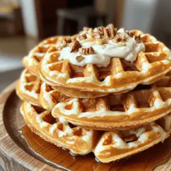 - 1 can of refrigerated cinnamon roll dough (8 rolls) - 1/4 cup milk - 1/4 cup maple syrup - 1 teaspoon vanilla extract - 1 teaspoon ground cinnamon - 1/4 cup chopped pecans or walnuts (optional) - Cream cheese frosting (from the cinnamon roll can) For this recipe, I use standard measurements. Here’s how much of each item you need: - Cinnamon roll dough: One 8-roll can works best. - Milk: 1/4 cup adds moisture. - Maple syrup: 1/4 cup gives sweetness. - Vanilla extract: 1 teaspoon adds flavor. - Ground cinnamon: 1 teaspoon enhances the taste. - Chopped nuts: 1/4 cup, if you like a crunch. - Cream cheese frosting: Use the frosting from the can for topping. You can change this recipe to fit your taste. Try these options: - Add chocolate chips for extra sweetness. - Use diced apples for a fruity twist. - Swap maple syrup with honey for a different flavor. - Experiment with different nuts like almonds or hazelnuts. Feel free to create your own version of cinnamon roll waffles! The Full Recipe provides all you need to get started. Start by preheating your waffle iron. Follow the instructions that come with your machine. This step is key to getting those perfect, crispy edges. Once hot, give it a light spray with cooking oil. This helps prevent sticking and makes cleanup easier. Next, grab a large bowl and open the can of cinnamon roll dough. You will see eight rolls inside. Separate each roll and cut them into quarters. This makes them easier to mix. In the same bowl, add 1/4 cup of milk, 1/4 cup of maple syrup, 1 teaspoon of vanilla extract, and 1 teaspoon of ground cinnamon. Stir these ingredients well to create a smooth batter. Now, fold in the quartered cinnamon rolls until they are well coated. If you want to add nuts, now is the time. Pecans or walnuts work great for extra crunch. Now it's time to cook! Spoon about 1/3 cup of your cinnamon roll mixture onto the center of the waffle iron. Close the lid and cook for 3 to 5 minutes. Check for a golden brown color. This means your waffles are done. Carefully remove them with a fork and place them on a plate. Repeat this step until all the batter is cooked. Finally, drizzle the cream cheese frosting over the warm waffles or serve it on the side for dipping. Enjoy your delicious breakfast treat! For the complete recipe, see the [Full Recipe]. To make the best cinnamon roll waffles, timing is key. Cook them for about 3-5 minutes. Check them at 3 minutes. They should be golden brown and crispy. If they feel soft, close the lid and cook for another minute. Each waffle iron is a bit different, so trust your senses. Sticking can ruin your waffle fun. Always spray the waffle iron with cooking spray before adding batter. This simple step makes a big difference. If you do this, your waffles will slide right out. For extra care, use a silicone spatula to gently lift them. Toppings can take your waffles to the next level. Drizzle warm cream cheese frosting over your waffles. You can serve it on the side for dipping, too. Maple syrup adds sweetness. Chopped nuts give a nice crunch. If you want to impress, dust with powdered sugar. Stacking two waffles on a plate looks fancy and fun. Explore your favorites with the Full Recipe, and enjoy! {{image_2}} You can make gluten-free cinnamon roll waffles. Use gluten-free cinnamon roll dough. Many stores sell this. Follow the same steps as the regular recipe. Check the package for cooking times. This way, everyone can enjoy these tasty treats! To make vegan cinnamon roll waffles, swap the milk with a plant-based milk. Almond or oat milk works great. Use a vegan cinnamon roll dough, which is easy to find. For the frosting, try a vegan cream cheese option. These vegan waffles taste just as good! Get creative with toppings! Try fresh fruit like strawberries or bananas. You can also use chocolate chips or peanut butter. A sprinkle of nuts adds crunch too. For a fun twist, add a drizzle of caramel sauce. Mixing flavors makes your waffles even more special! For the full recipe, check out the section above. To store leftover waffles, let them cool completely. Place them in a sealable plastic bag or an airtight container. This keeps them fresh and tasty. They will last in the fridge for up to three days. If you want to keep them longer, freezing is a great option. When you are ready to enjoy your waffles again, you can reheat them easily. The best way is to use a toaster. Toast them for about 3-4 minutes until they are warm and crispy. You can also use an oven. Preheat your oven to 350°F (175°C) and bake the waffles for about 10 minutes. This way, they stay soft inside. Freezing cinnamon roll waffles is simple. First, let them cool down. Then, place them in a single layer on a baking sheet. Freeze them for about an hour. After they are firm, transfer them to a freezer-safe bag. They can stay in the freezer for up to three months. When you're ready to eat, simply reheat them. Enjoy your delicious waffles any time! For the full recipe, check out the complete guide. Yes, you can. If you don't have a waffle iron, use a frying pan. Heat the pan on medium. Pour the batter in small circles. Cook until golden brown on both sides. This method gives you a similar taste but in a different shape. It’s great for those without a waffle maker. Homemade cinnamon roll waffles last about three days in the fridge. Store them in an airtight container. They may lose some crispness. You can also freeze them for up to three months. Just wrap each waffle tightly in plastic wrap before freezing. This keeps them fresh for later enjoyment. Yes, you can use homemade cinnamon rolls. Make your favorite dough and roll it with cinnamon and sugar. Cut them into smaller pieces before adding to the batter. This way, you can create a unique flavor. Homemade dough gives you more control over taste and texture. For the full recipe, check out the details above. This blog post covered all you need for great cinnamon roll waffles. We explored the ingredients, from main items to fun options. You learned step-by-step how to mix and cook them perfectly. I shared tips to avoid sticking and ideas for tasty toppings. We also discussed variations for gluten-free and vegan diets, plus storage tips for leftovers. Cinnamon roll waffles are fun, easy, and customizable. Enjoy experimenting to find your perfect version!