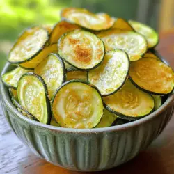 To make tasty zucchini chips, you need a few basic items: - 2 medium zucchinis, sliced thinly (about 1/8 inch) - 2 tablespoons olive oil - 1 teaspoon garlic powder - 1 teaspoon onion powder - 1 teaspoon smoked paprika - 1/2 teaspoon salt - 1/4 teaspoon black pepper These ingredients come together to create a crisp and flavorful snack. If you want to add more taste, try these extras: - 1/4 cup grated Parmesan cheese - Fresh herbs like thyme or oregano - A squeeze of lemon juice Adding Parmesan gives a cheesy bite. Fresh herbs can brighten the chips with flavor. Zucchini is low in calories but high in water. This makes it a great snack option. Here’s a quick look at some of the nutrition: - Zucchini: Low in calories, high in vitamin C - Olive oil: Healthy fats, good for heart health - Garlic powder: May boost your immune system These ingredients not only taste great but also offer health benefits. You can enjoy the chips guilt-free. For the full recipe, check out the provided link. Start by washing your zucchinis well. I like to use medium-sized ones for the best flavor. Slice them thinly, about 1/8 inch thick. A sharp knife or mandoline makes this easy. Thin slices help them get crispy. Next, place the slices in a large bowl. Drizzle 2 tablespoons of olive oil over the zucchini slices. Then, add 1 teaspoon each of garlic powder, onion powder, and smoked paprika. Toss everything well. Make sure each slice gets coated. This step adds great flavor. Sprinkle 1/2 teaspoon of salt and 1/4 teaspoon of black pepper for taste. If you want extra flavor, add 1/4 cup of grated Parmesan cheese. Preheat your oven to 225°F (110°C). Line two baking sheets with parchment paper. Spread the zucchini slices in a single layer on the sheets. They should not overlap. This ensures even crisping. Bake them for about 2 hours. Check them after 1.5 hours. They should look golden and crisp, but not browned. Time may change based on slice thickness. After baking, let them cool for a few minutes. They will get crispier as they cool. Enjoy your crispy zucchini chips! For the complete recipe, see [Full Recipe]. To get the best oven-baked zucchini chips, slice the zucchinis thinly. I recommend about 1/8 inch thick. Thin slices cook faster and become crispier. Arrange the slices in a single layer on the baking sheet. This step is key! Overlapping slices can lead to soggy chips. If you have extra zucchini, bake in batches for even crisping. Keep your zucchini chips in an airtight container. This helps them stay crisp for up to a week. If you want them extra crunchy, add a silica gel packet to the container. This absorbs moisture. Avoid storing them in the fridge, as it can make them soft. Instead, a cool, dry place works best. Pair your chips with fun dips! Ranch dressing adds a creamy touch. Tzatziki sauce brings a fresh flavor to the table. You can also try salsa or guacamole for a twist. For a simple taste, serve with hummus. These dips enhance the flavor and make snacking even more fun! For more ideas, check out the Full Recipe for more inspiration. {{image_2}} You can change up the flavor of your zucchini chips with different seasonings. Try using Italian herbs like oregano and basil for a Mediterranean twist. You can also go spicy with cayenne or chili powder for a kick. If you enjoy a sweet flavor, sprinkle a bit of cinnamon before baking. The options are endless, so feel free to experiment! If you prefer dairy-free snacks, skip the Parmesan cheese. Instead, try nutritional yeast for a cheesy flavor without the dairy. It adds a nice nutty taste and is packed with nutrients. You can also use a dairy-free cheese substitute. This way, you can enjoy crispy chips while keeping them plant-based. Zucchini chips taste great on their own, but you can mix in other veggies too! Sweet potatoes, carrots, or beets make excellent choices. Just slice them thinly, like the zucchini, to ensure they cook evenly. Each vegetable adds its unique flavor and color, making for a fun and vibrant snack. For the full recipe, you can check out the complete guide. To keep your leftover chips fresh, place them in an airtight container. Avoid stacking them, as this can make them soggy. I like to use parchment paper between layers. This helps keep them crisp for longer. Make sure the container is completely sealed to block out air. Store the container in a cool, dry place. When you're ready to enjoy your chips again, the oven is your best friend. Preheat your oven to 350°F (175°C). Spread the chips in a single layer on a baking sheet. Heat them for about 5 to 10 minutes. This method restores their crunch. You can also use an air fryer for quick reheating. Just a few minutes will do the trick! These tasty chips can last up to a week when stored properly. After that, they may lose their crispness or flavor. If you notice any signs of moisture or a change in smell, it’s best to toss them. I find that they taste best when enjoyed fresh, so try to eat them within a few days for maximum flavor and crunch. Bake zucchini chips for about 2 hours at 225°F (110°C). Check them after 1.5 hours. The chips should be golden and crisp, but not brown. Baking time can vary based on how thick you slice the zucchini. Yes, you can use other squash like yellow squash or butternut squash. Each type has a unique taste and texture. Just remember to slice them thinly, like the zucchini. This helps them bake evenly and become nice and crunchy. Use a sharp knife or a mandoline slicer to cut zucchini. Aim for slices about 1/8 inch thick. This thickness ensures the chips cook well and get crispy. Try to keep the slices even for the best results. Oven-baked zucchini chips are a healthy snack choice. They have fewer calories than regular chips and offer vitamins and fiber. Using olive oil and seasonings adds flavor without extra fat or calories. They make a nutritious choice for any snack time. You can freeze zucchini chips, but they may lose some crunch. Start by baking them first, then cool and store in an airtight container. When you're ready to eat, reheat them in the oven for a few minutes. This helps restore some crispness. For the full recipe, check the earlier section. Oven-baked zucchini chips are a tasty and healthy snack. We covered the main ingredients, how to make them, and tips for the perfect crunch. I shared storage tips and variations to keep it fun. You can even customize them with your favorite flavors. Remember, these chips are best enjoyed fresh, but they can be stored for later. Enjoy making your own crispy snacks. Dive into this recipe and taste the goodness yourself!