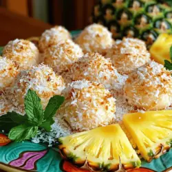 Coconut macaroons are simple yet delightful treats. Here's what you need to make them: - 3 cups shredded coconut - 1 cup sweetened condensed milk - 1 teaspoon vanilla extract - 1/4 teaspoon almond extract - 2 large egg whites - 1/4 cup all-purpose flour - 1/2 cup semi-sweet chocolate chips (optional) - 1/4 teaspoon salt 1. Shredded coconut: This is the star of the show! Use sweetened coconut for a burst of flavor. 2. Sweetened condensed milk: This thick milk adds sweetness and helps bind the coconut together. 3. Flavorings: I love adding 1 teaspoon of vanilla extract for warmth. A touch of almond extract (1/4 teaspoon) gives a nice twist. 4. Binding agents: Two large egg whites help the mixture hold together. The 1/4 cup of all-purpose flour adds structure. 5. Optional chocolate chips: If you want a rich treat, add 1/2 cup of semi-sweet chocolate chips. 6. Seasoning: A pinch of salt (1/4 teaspoon) balances the sweetness and enhances the flavor. These ingredients work together to create a chewy, sweet bite that melts in your mouth. You can find the full recipe for mixing and baking these treats. Each ingredient plays a key role in making coconut macaroons a favorite dessert! Step 1: Preheating the oven Start by preheating your oven to 325°F (160°C). This step is key to getting a nice, golden color on your macaroons. Step 2: Preparing the baking sheet Line a baking sheet with parchment paper. This helps the macaroons not stick. A clean sheet is important for easy cleanup. Step 3: Combining coconut and wet ingredients In a large bowl, mix 3 cups of shredded sweetened coconut with 1 cup of sweetened condensed milk. Add in 1 teaspoon of vanilla extract, 1/4 teaspoon of almond extract, and 1/4 teaspoon of salt. Stir until the coconut is coated well. Step 4: Beating egg whites and folding in In a separate bowl, beat 2 large egg whites until stiff peaks form. This means the egg whites should hold their shape. Gently fold the beaten egg whites into the coconut mixture. Be careful not to deflate the egg whites. Step 5: Forming macaroons and spacing on the sheet Using a tablespoon or a small cookie scoop, drop spoonfuls of the mixture onto the prepared baking sheet. Space them about 1 inch apart to allow for spreading. Step 6: Baking time and checking for doneness Bake in your preheated oven for 15-20 minutes. Keep an eye on them. You want the edges to be golden brown. If you want to add chocolate, melt it and drizzle it over the macaroons right after baking. Enjoy the process and look forward to your sweet coconut treats! For the full recipe, check out the details above. To get the best coconut macaroons, focus on making stiff peaks with your egg whites. Stiff peaks mean the egg whites hold shape well. This helps your macaroons rise and stay fluffy. When you fold the egg whites into the coconut mix, do it gently. This keeps air in your batter, which makes the macaroons light and airy. Baking on parchment paper gives you the best results. It helps the macaroons not stick to the pan. If you use greased sheets, they might spread too much. Keep your oven temperature at 325°F (160°C) for even baking. This helps the edges turn golden without burning. Always check your macaroons towards the end of baking time for the perfect color. Add a fun chocolate drizzle to your macaroons for extra flair. Melt semi-sweet chocolate chips in the microwave. Drizzle it over warm macaroons as soon as they come out of the oven. For a lovely presentation, arrange the macaroons on a colorful platter. You can also garnish with fresh mint leaves. Serve with pineapple slices for a tropical touch. This makes your treat look and taste even better. For the full recipe, follow the instructions and tips above to create your own coconut macaroons. {{image_2}} You can change up your coconut macaroons with fun flavors. Try adding pineapple or lime zest for a tropical twist. This brightens up the sweet coconut. You can also mix in chopped almonds or hazelnuts. These nuts add a nice crunch and depth. If you need gluten-free macaroons, use almond flour instead of all-purpose flour. This keeps the treat light and tasty. For vegan options, swap the egg whites with aquafaba, the liquid from canned beans. It whips up just like egg whites and binds the macaroons well. You can make special macaroons for holidays, too. For example, use peppermint extract for a fresh winter treat. Or, try pumpkin spice for a cozy autumn flavor. You can also shape the macaroons into fun forms. Use cookie cutters for birthdays or celebrations. These variations keep coconut macaroons exciting and fun to make. Check out the Full Recipe to get started on your tasty journey! Store your coconut macaroons at room temperature for short-term use. They taste best fresh. If you want to keep them longer, refrigeration works too. Use an airtight container to prevent them from drying out. This helps maintain their sweet taste and chewy texture. Homemade macaroons can last about five days at room temperature. In the fridge, they may last up to ten days. Always check for signs of spoilage. If they smell off or look dry, it’s time to toss them. Fresh macaroons should feel soft and moist. To freeze coconut macaroons, place them in a single layer on a baking sheet. Freeze them for about an hour. Once they are firm, transfer them to a freezer-safe bag. Make sure to remove as much air as possible. To thaw, leave them in the fridge overnight. This keeps their soft texture intact. For the full recipe, check out the Tropical Coconut Delights section. Macaroons and macarons are quite different. Macaroons are thick, chewy cookies made with coconut. They often have a sweet, moist texture. On the other hand, macarons are delicate sandwich cookies made with almond flour. They have a crisp shell and a creamy filling. The key difference lies in their main ingredients and texture. Yes, you can use unsweetened coconut. However, the taste will be less sweet. If you choose unsweetened coconut, add more sugar or sweetened condensed milk. This will help balance the flavors. Sweetened coconut gives that lovely taste and texture we all love. To make your coconut macaroons chewier, try a few tricks. First, add a bit more sweetened condensed milk. This adds moisture. Second, bake them for a shorter time. A slightly softer center will keep them chewy. Lastly, use larger coconut flakes for a more satisfying bite. Here are common mistakes to avoid: - Not measuring ingredients correctly: This can change the texture. - Overmixing the batter: Mix just enough to combine the ingredients. - Not beating egg whites enough: Stiff peaks are key for a light texture. - Baking at the wrong temperature: Ensure your oven is at 325°F for even baking. Follow these tips to make perfect macaroons! For the full recipe, check out the Tropical Coconut Delights. Coconut macaroons are simple yet delicious treats. By combining shredded coconut, sweetened condensed milk, and egg whites, you create a chewy delight. Remember, stiff peaks and proper folding make a big difference. You can also explore variations to match any celebration or diet. Store them correctly to keep them fresh longer. Now that you know the steps, tips, and tricks, it's time to bake! Enjoy the process, and share your tasty results with others. Happy baking!