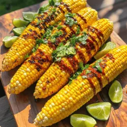 To make Chili Lime Corn on the Cob, gather these fresh and simple ingredients: - 4 fresh ears of corn, husked - 2 tablespoons unsalted butter, softened - 1 tablespoon lime juice - 1 teaspoon chili powder - 1/2 teaspoon garlic powder - 1/4 teaspoon salt - Pinch of cayenne pepper (optional, for extra heat) - Fresh cilantro, chopped (for garnish) - Lime wedges (for serving) These ingredients come together to create a burst of flavor. Fresh corn is the star, with its sweet, juicy kernels. The butter blends well with lime juice and spices. This mixture gives the corn that zesty kick. Feel free to adjust the cayenne pepper for your desired heat level. I love using fresh cilantro on top to add a vibrant touch. Lime wedges add extra zing when served. This recipe is easy and fun, perfect for summer cookouts or family dinners. You can find the full recipe in the article. Enjoy the delicious taste of this grilled delight! 1. Start by husking the corn. Pull back the green leaves and remove all silk strands. 2. Rinse each ear of corn under cold water. This helps remove any dirt. 3. Pat the corn dry with a clean towel. This step is important to help the butter stick. 1. In a small bowl, combine softened butter, lime juice, chili powder, garlic powder, salt, and cayenne pepper. 2. Mix these together well. You want a smooth and creamy texture. This butter adds great flavor to the corn. 1. Preheat your grill to medium-high heat. If you don’t have a grill, a grill pan works too. 2. Generously brush each ear of corn with the chili lime butter. Make sure every part is covered. 3. Place the corn directly on the grill. Cook for about 10-12 minutes. Turn the corn occasionally. You will know it's done when it’s charred and tender. Follow these steps to make delicious chili lime corn on the cob. You can find the full recipe for more details. Enjoy your grilling! To get those perfect grill marks, start by preheating your grill. A hot grill helps sear the corn better. Place the corn directly on the grill grates, turning it every few minutes. This action ensures even cooking and those beautiful lines. If you notice the corn starting to burn, turn it more often. This way, you keep it from charring too much. You can take the flavor of your chili lime corn up a notch. Try adding smoked paprika or cumin for a deeper taste. A bit of sugar can help balance the tartness of lime too. Adjust spice levels according to your taste. Always remember, less is more when combining flavors. For a fun presentation, serve the corn on a rustic wooden board. Arrange lime wedges around the corn for a pop of color. You can also sprinkle extra cilantro on top for a fresh look. Use simple dishware to let the corn shine. A clean white plate can make your grilled corn stand out beautifully. {{image_2}} For those who crave heat, you can spice things up! Try adding more cayenne pepper to the butter. A pinch can wake up the flavor. You can also use fresh chili peppers, like jalapeños or serranos. Just chop them finely and mix them in. This brings out a bold kick! If you want even more heat, consider using a spicy chili powder blend to enhance the taste even further. You can easily make this dish vegan by swapping out the butter. Use plant-based butter or olive oil instead. It gives a nice flavor and keeps the dish creamy. You can also add fresh herbs like parsley or basil. They add a fresh taste that complements the corn well. Consider using a sprinkle of nutritional yeast for a cheesy flavor without dairy. Chili lime corn on the cob pairs well with many grilled sides. Serve it alongside grilled veggies for a colorful plate. It also goes great with burgers or grilled chicken. To make it a complete meal, add a light salad or some rice. This way, you have a fun mix of flavors and textures on your table. To keep your chili lime corn fresh, follow these steps: - Wrap each ear in plastic wrap or aluminum foil. - Place the wrapped corn in an airtight container. - Store it in the fridge. This method ensures the corn stays moist. You can keep it for up to three days. After that, the quality may drop. When you're ready to enjoy your corn again, you have a few options: - Grill Method: Preheat the grill to medium heat. Place the corn on the grill and cook for 5-7 minutes, turning often. This helps to revive the flavor. - Microwave Method: Wrap the corn in a damp paper towel. Microwave for about 1-2 minutes. This method is quick but may not keep the grilled flavor as well. - Stovetop Method: Heat a pan over medium heat. Add a little butter or oil. Sauté the corn for about 5 minutes, turning until warm. Using these methods, you can enjoy your chili lime corn with great taste! Yes, you can use frozen corn. It is a great option when fresh corn is not available. Just remember to thaw it first. Place the frozen corn in the fridge overnight or run it under cold water. For best results, grill the corn quickly to maintain its crispness. Look for a few signs. The corn should have dark grill marks and a nice char. The kernels should feel tender but still crisp. I usually grill it for about 10-12 minutes. Keep turning the corn every few minutes for even cooking. Yes, you can prepare it ahead. Grill the corn and let it cool. Wrap it tightly in foil or plastic wrap to keep it fresh. When ready to serve, you can reheat it on the grill or in the oven. Just brush on some extra chili lime butter for added flavor. There are many tasty ways to use leftover chili lime butter. Spread it on bread for a zesty garlic toast. You can use it to flavor other grilled vegetables. It also works great on seafood like shrimp or fish. Don't let it go to waste! In this article, we covered making delicious Chili Lime Corn on the Cob. You learned about the ingredients, preparation, grilling, and storage. We explored tips, variations, and answers to common questions. Now, you're ready to grill with flavor and confidence. Enjoy this tasty treat at your next gathering, and don’t forget to share it with friends! Happy grilling!
