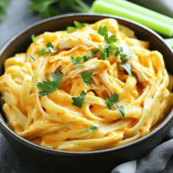 Buffalo Chicken Alfredo Pasta Perfectly Creamy Dish