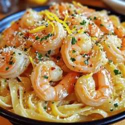 To make this tasty dish, gather these ingredients: - 1 pound large shrimp, peeled and deveined - 4 tablespoons unsalted butter - 4 cloves garlic, minced - 1 teaspoon red pepper flakes (adjust for spice preference) - 1 lemon, juiced and zested - 1/4 cup fresh parsley, chopped - Salt and pepper to taste - 8 ounces linguine or spaghetti - Grated Parmesan cheese for serving (optional) You will need some basic tools to cook this meal: - Large pot for boiling pasta - Large skillet for cooking shrimp - Measuring spoons - Chef's knife for chopping - Cutting board for prep - Pasta strainer for draining Choosing fresh shrimp is key for great taste. Here’s how to pick the best: - Look for shrimp that feel firm and springy. - Fresh shrimp should smell like the ocean, not fishy. - Check for a shiny shell and vibrant color. - If buying frozen, ensure they are solid, not clumped together. - Buy shrimp that are wild-caught when possible for better flavor. Fresh shrimp makes all the difference in Garlic Butter Shrimp Scampi. Enjoy the process of choosing great ingredients! For the full recipe, check out the detailed instructions. 1. Cook Pasta: Start by boiling a large pot of salted water. Add 8 ounces of linguine or spaghetti. Cook it until it's al dente, following the package instructions. Remember to reserve 1/2 cup of pasta water before draining. Set the pasta aside. 2. Prepare the Shrimp: In a big skillet over medium heat, melt 2 tablespoons of unsalted butter. Once it's melted, add 4 cloves of minced garlic and 1 teaspoon of red pepper flakes. Sauté for about 1 minute. The garlic should smell good but not brown. 3. Cook Shrimp: Add 1 pound of peeled and deveined shrimp to the skillet. Season with salt and pepper. Cook the shrimp for 2-3 minutes on each side. They should turn pink and opaque. Be careful not to overcook them. 4. Combine: Stir in the juice and zest of 1 lemon, plus the remaining 2 tablespoons of butter. Then, add the drained pasta to the skillet. Toss everything together. If the sauce seems dry, add some reserved pasta water until it’s creamy. 5. Finish Up: Mix in 1/4 cup of chopped fresh parsley. Taste and adjust the seasoning if needed. Heat everything for another minute to blend the flavors. 6. Serve: Plate the garlic butter shrimp scampi in bowls. Garnish with extra parsley and some grated Parmesan cheese if you like. - Always use plenty of salted water for boiling pasta. It helps flavor the pasta. - Stir the pasta occasionally while cooking to prevent it from sticking. - Taste the pasta a minute before the time is up. This helps you catch it at the right texture. - Overcooking: Shrimp cook quickly. If you leave them too long, they turn rubbery. - Not Thawing: If you use frozen shrimp, make sure they are fully thawed. This helps them cook evenly. - Too Much Heat: Cooking shrimp over high heat can lead to burning. Keep it medium for best results. To elevate your garlic butter shrimp scampi, focus on fresh ingredients. Use fresh garlic for a stronger taste. Fresh parsley adds a bright touch. Don’t skip the lemon juice; it brightens the dish. For a richer flavor, add a splash of white wine before cooking the shrimp. This adds depth and a lovely aroma. Using high-quality butter makes a noticeable difference in the sauce. If you like heat, add more red pepper flakes. Start with half a teaspoon, then taste. You can always add more. If you prefer less spice, use just a pinch. Another option is to skip the red pepper flakes altogether. You can also balance spice with extra lemon juice or a little sugar. This way, you can adjust the heat to fit your taste. Garlic butter shrimp scampi pairs well with many sides. A simple green salad adds freshness. Garlic bread is perfect for soaking up the sauce. You might also enjoy it with steamed vegetables like broccoli or asparagus. For drinks, a crisp white wine complements the dish well. Try a Sauvignon Blanc or Pinot Grigio. This pairing enhances the flavors without overpowering them. {{image_2}} If you want to make this dish fit your needs, swap out a few ingredients. Use olive oil instead of butter for a dairy-free option. You can also replace the shrimp with firm tofu for a plant-based choice. For gluten-free pasta, try rice noodles or zucchini noodles. These swaps keep the dish tasty while meeting different diets. You can cook shrimp scampi in many ways. If you want a lighter option, bake the shrimp in the oven. Preheat your oven to 400°F (200°C). Place shrimp on a baking tray, add butter, garlic, and spices, then bake for about 10 minutes. Grilling is another fun way to cook shrimp. Just marinate them in garlic and lemon juice, then grill until pink and cooked through. With each season, you can change the flavors. In spring, add fresh asparagus or peas for a pop of color and crunch. For summer, toss in cherry tomatoes for sweetness. In fall, consider adding roasted butternut squash for a warm flavor. During winter, you can mix in spinach or kale. Each season brings a new twist to this classic dish. For the full recipe, check out Garlic Butter Shrimp Scampi. To keep your garlic butter shrimp scampi fresh, place it in an airtight container. Make sure to cool it down to room temperature before sealing. This helps stop bacteria from growing. You can use glass or plastic containers. I like to use glass because it keeps food fresh longer. If you have leftover pasta, store it separately. It helps keep the texture nice. When stored correctly, garlic butter shrimp scampi can last about 3 days in the fridge. Make sure to check for any off smells or changes in color before eating. If you want to keep it longer, you can freeze it. In the freezer, it can last up to 3 months. Just remember to label your container with the date. When it’s time to enjoy your leftovers, reheating is key. I recommend using a skillet over low heat. This way, the shrimp won't overcook. Add a splash of water or broth to keep it moist. Stir gently until heated through. You can also use the microwave. Just cover it with a damp paper towel and heat in short bursts. If you do this, be careful not to overheat. This keeps the shrimp tender and tasty. For the best flavor, serve it with fresh parsley and a squeeze of lemon juice. The best shrimp for Garlic Butter Shrimp Scampi are large shrimp. I like to use 16-20 count shrimp. This means there are 16 to 20 shrimp per pound. They cook evenly and stay juicy. You can also use jumbo shrimp if you prefer. Fresh shrimp always taste better, but frozen shrimp works too. Just make sure they are peeled and deveined. Yes, you can make this dish without pasta. Instead of pasta, serve the shrimp over rice or quinoa. You could also enjoy it on top of steamed vegetables. This way, you keep all the great garlic and butter flavor. It still tastes amazing without the carbs! To make Garlic Butter Shrimp Scampi gluten-free, use gluten-free pasta or rice. Many brands offer gluten-free options that taste great. Always check the label to ensure it is gluten-free. If you skip pasta, serve the shrimp with veggies or gluten-free grains. Enjoying this dish gluten-free is easy and still delicious! [Full Recipe] This guide provided all you need for garlic butter shrimp scampi. You learned about fresh ingredients, cooking steps, and handy tips. My advice helps you avoid mistakes and improve flavor. You can also switch ingredients to meet dietary needs. Remember to store your leftovers properly for great taste later. With these tips, you can impress friends and family with this delicious dish. Enjoy your cooking journey!
