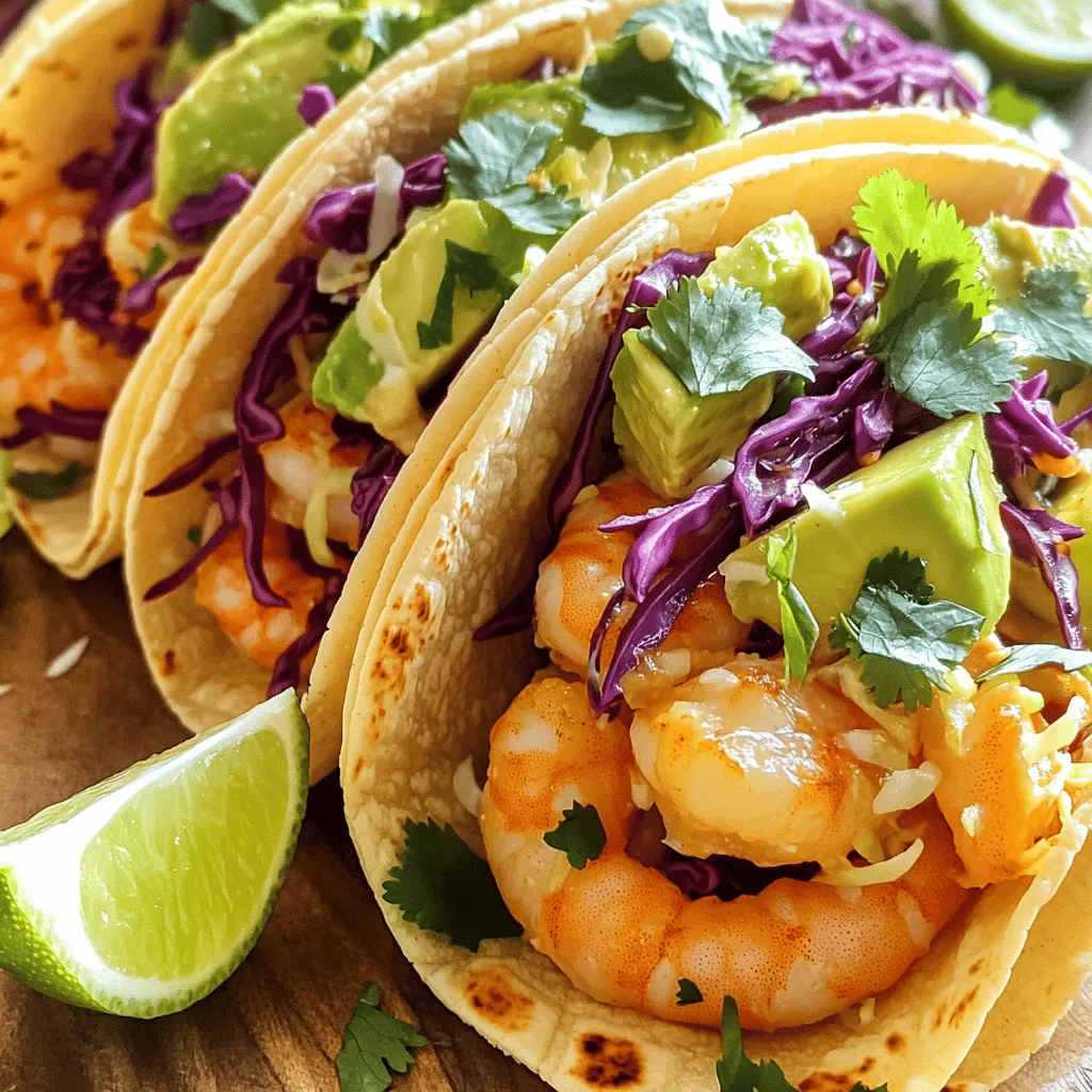 To make Coconut Lime Shrimp Tacos, you need fresh and tasty ingredients. Here’s what you’ll need: - 1 lb large shrimp, peeled and deveined - 1 cup coconut milk - 2 tablespoons lime juice - 1 tablespoon lime zest - 2 cloves garlic, minced - 1 teaspoon ground cumin - Salt and pepper to taste - 8 small corn tortillas - 1 cup shredded red cabbage - 1 avocado, sliced - Fresh cilantro for garnish - Lime wedges for serving These ingredients work perfectly together. The shrimp brings a sweet and tender bite. Coconut milk adds a creamy richness, while lime juice and zest give a bright kick. Garlic and cumin add depth and warmth to the mix. The crunchy red cabbage and creamy avocado balance the taco with texture. Fresh cilantro on top adds a pop of color and flavor. You can find the full recipe for Coconut Lime Shrimp Tacos in the section above. Enjoy cooking! Start by mixing the marinade. In a bowl, combine the coconut milk, lime juice, lime zest, minced garlic, and cumin. Mix well until it’s blended. Add salt and pepper to taste. Next, add the shrimp to this mix. Make sure each shrimp is well-coated. Let it marinate for at least 15 minutes. This step helps the shrimp soak up all the flavors. Now, heat a large skillet over medium heat. Once it’s hot, add the marinated shrimp along with all the marinade. Cook the shrimp for about 3-4 minutes on each side. You want them to turn opaque and firm. This shows they are fully cooked. Keep an eye on them, as shrimp cook quickly. While the shrimp cook, warm the corn tortillas in another skillet. Heat them for a few seconds on each side until soft. Once the shrimp are done, it’s time to build your tacos. Take a warm tortilla and place a handful of shredded cabbage on it. Then, add a few shrimp and slices of avocado on top. Garnish with fresh cilantro. Finish with a squeeze of lime juice for extra zest. Serve these tacos right away, and enjoy the burst of flavor with each bite! For the full recipe, refer to the earlier section. To make your shrimp burst with flavor, let them marinate. Mix coconut milk, lime juice, lime zest, garlic, cumin, salt, and pepper. Whisk this well. Add the shrimp, coating them fully in the mix. Let them sit for at least 15 minutes. This step helps the shrimp soak up all the tasty goodness. For perfectly cooked shrimp, heat your skillet over medium heat. Add the marinated shrimp with all the marinade. Cook for about 3-4 minutes on each side. They should turn opaque and firm. Be careful not to overcook them, or they will get tough. Perfect shrimp should be tender and juicy. When it's time to serve, warm your corn tortillas in a skillet. Place shredded red cabbage on each tortilla. Add a few shrimp on top, then some avocado slices. Fresh cilantro adds a nice touch, and a squeeze of lime juice brings brightness. Enjoy these tacos right away for the best taste! For the full recipe, check above. {{image_2}} You can enjoy shrimp tacos even if you don’t eat shrimp. Use grilled or roasted veggies instead. Zucchini, bell peppers, and corn work great. For a protein boost, add black beans or chickpeas. They soak up flavors well. You can still use the coconut-lime marinade for veggies. This adds a nice tropical twist to your tacos. Not a fan of heat? You can skip the spices or use mild ones. Try adding a pinch of smoked paprika for a nice flavor without heat. If you like it spicy, add fresh jalapeños or a dash of hot sauce. You can mix in some chili powder too. Adjusting spice levels can make the meal your own. Feel free to get creative with toppings. Instead of red cabbage, try green cabbage or even arugula for a peppery taste. Add diced mango or pineapple for a sweet kick. You can also sprinkle feta cheese for a salty touch. A drizzle of creamy yogurt or sour cream can add richness. Experiment and find what you love best! Store any leftover shrimp tacos in an airtight container. They stay fresh for up to two days in the fridge. Keep the shrimp, tortillas, and toppings separate. This helps maintain their texture and flavor. Before you eat them, check for any signs of spoilage. If they smell off, it’s best to toss them. You can freeze the shrimp before cooking them. Place the marinated shrimp in a freezer-safe bag. Remove as much air as possible. This way, they can last up to three months. But, do not freeze the cooked tacos. They do not taste as good once thawed. When you’re ready to eat, gently reheat the shrimp. Use a skillet over low heat for even warming. You can also microwave them for 30 seconds at a time. Make sure to cover them with a damp paper towel to keep them moist. Warm the tortillas separately so they stay soft. Enjoy your tasty meal! For the full recipe details, check out the Full Recipe. I recommend using large shrimp for tacos. They have a nice bite and cook well. Look for shrimp that are fresh or frozen, peeled, and deveined. This saves time and makes cooking easier. You can also choose wild-caught shrimp for better flavor and sustainability. Yes, you can prepare some parts ahead. Marinate the shrimp and store it in the fridge for up to two hours. You can also warm the tortillas and slice the avocado just before serving. However, I suggest cooking the shrimp right before you serve. This keeps them juicy and fresh. These tacos pair well with a side of rice or a fresh salad. You can also add a zesty mango salsa for extra flavor. Another great option is black beans or corn salad. They add nutrition and balance to your meal. For a drink, try a cold limeade or a light beer. Enjoy your meal! Check out the Full Recipe for more details. You now know how to make delicious Coconut Lime Shrimp Tacos. We covered the key ingredients, step-by-step cooking, and helpful tips. I shared fun variations and storage info to keep your tacos fresh. These tacos are not just tasty; they are also versatile. Enjoy making them your own with added toppings or different flavors. Share them with friends and family. You’ll love the smiles they bring!