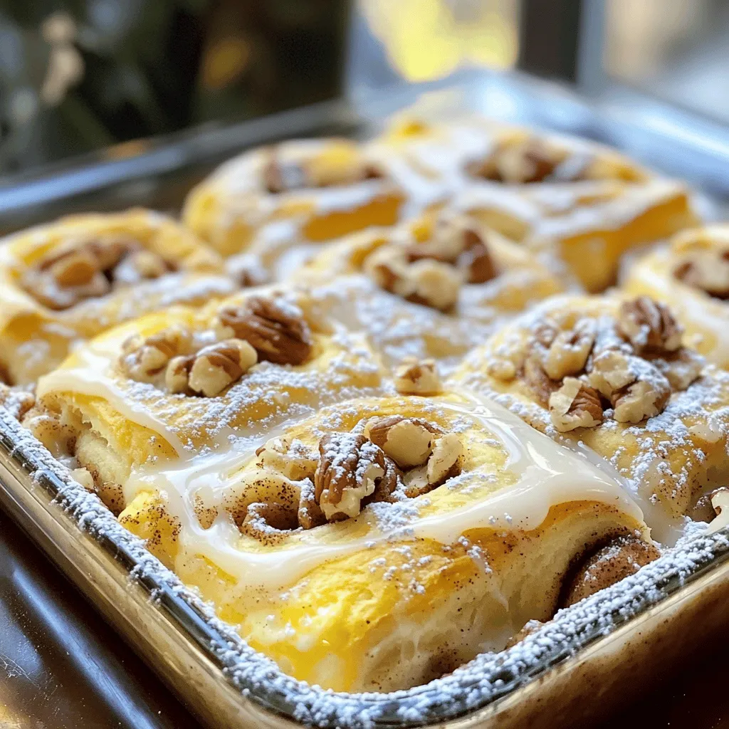 To make my tasty cinnamon roll casserole, you need a few simple ingredients. This dish combines sweet cinnamon rolls with eggs and milk. It creates a fluffy, satisfying breakfast that everyone loves. Here’s what you need for the main recipe: - 2 cans of refrigerated cinnamon rolls (with icing) - 6 large eggs - 1 cup milk - 1 teaspoon vanilla extract - 1 teaspoon ground cinnamon - 1/2 cup maple syrup These ingredients mix well to create a delicious treat. The eggs and milk give it a rich texture. The cinnamon rolls add sweetness and flavor. You can also add these optional ingredients for more flavor: - 1/2 cup chopped pecans - Powdered sugar for dusting The pecans add a nice crunch. If you like a sweeter touch, sprinkle some powdered sugar on top. These extras make the casserole even better! For the complete recipe, check the Full Recipe section. Start by gathering all your ingredients. You need two cans of refrigerated cinnamon rolls, six large eggs, one cup of milk, one teaspoon of vanilla extract, one teaspoon of ground cinnamon, half a cup of maple syrup, and optional chopped pecans. 1. Preheat your oven to 350°F (175°C). This step is key for even baking. 2. Grease a 9x13-inch baking dish. Use butter or cooking spray to prevent sticking. 3. Open the cans of cinnamon rolls. Cut each roll into quarters. This makes it easier to mix. 4. Place the pieces evenly in the baking dish. Try to spread them out for even cooking. Now, let’s make the custard. 1. In a large bowl, whisk together the eggs, milk, vanilla extract, ground cinnamon, and maple syrup. Whisk until it looks smooth. 2. Pour this mixture evenly over the cinnamon roll pieces. Make sure every piece gets some of the egg mix. 3. If you want, sprinkle chopped pecans on top. This adds a nice crunch. 4. Bake in the preheated oven for 25-30 minutes. The center should be set and the top golden brown. Once baked, remove the dish from the oven. Let it cool for about 10 minutes. This helps the casserole set better. 1. Drizzle the icing from the cinnamon roll cans over the top. This adds sweetness and flavor. 2. Optionally, dust with powdered sugar for a special touch before serving. Serve warm and watch everyone enjoy this tasty breakfast delight! For more detailed steps, check out the Full Recipe. To make your cinnamon roll casserole shine, start with fresh cinnamon rolls. If they are too cold, they won’t rise well. Cut the rolls into quarters for even cooking. Make sure to coat all pieces in the egg mixture. This helps each bite be soft and sweet. If you want a crispy top, bake a few minutes longer. Keep an eye on it so it doesn’t burn. Serve your casserole warm right from the oven. You can drizzle the included icing over the top. For added flair, sprinkle some powdered sugar. This gives a nice touch and extra sweetness. Add fresh fruit like berries or bananas for color and flavor. Pair it with a side of bacon or sausage for a full breakfast. Don’t skip greasing your baking dish. This helps prevent sticking. Avoid overmixing the egg mixture. Too much mixing can make the casserole tough. If you add nuts, mix them in rather than just topping them. This way, every bite has that nutty crunch. Lastly, let it cool for a bit before serving. This helps it set and makes it easier to cut. {{image_2}} You can mix flavors in your cinnamon roll casserole. Try adding chocolate chips for a sweet twist. Just sprinkle 1 cup of chocolate chips over the cinnamon roll pieces before pouring the egg mix. For fall vibes, use pumpkin puree. Add 1 cup of pumpkin puree and 1 teaspoon of pumpkin spice to the egg mixture. These small changes make the dish fun and new every time. To make this dish gluten-free, use gluten-free cinnamon rolls. Many brands offer tasty options. For a vegan version, swap the eggs with flax eggs. Mix 1 tablespoon of ground flaxseed with 2.5 tablespoons of water for each egg. Use plant-based milk, like almond or oat milk, in place of regular milk. These changes keep the flavor while meeting dietary needs. Top your casserole with fresh fruits like strawberries, bananas, or blueberries. A dollop of whipped cream adds richness. You can also drizzle some caramel or chocolate sauce for extra sweetness. If you like crunch, add chopped nuts like walnuts or pecans on top. Just remember, the right topping can take your cinnamon roll casserole to the next level. For the complete recipe, check the Full Recipe section above. To store leftovers, let the casserole cool first. Then, cover it tightly with plastic wrap or foil. You can also place it in an airtight container. This helps keep it fresh. Store the casserole in the fridge for up to three days. When you want to enjoy your leftovers, preheat your oven to 350°F (175°C). Place the casserole in a baking dish. Cover it with foil to keep it moist. Heat for about 15-20 minutes or until warm throughout. You can also use a microwave. Just heat in short bursts, stirring in between, until hot. Yes, you can freeze this casserole! First, let it cool completely. Cut it into smaller portions for easy use. Wrap each piece tightly with plastic wrap, then place it in a freezer bag. Be sure to remove as much air as possible. It will keep for up to three months. To eat, thaw in the fridge overnight and follow the reheating instructions. For the Full Recipe, check back to the earlier section! Yes, you can make this casserole ahead of time. Prepare it the night before and store it in the fridge. Just cover it tightly with plastic wrap. When ready, bake it in the morning. This saves time and makes breakfast easy. The casserole is done when the center feels firm and the top is golden brown. You can also insert a toothpick into the center. If it comes out clean, your casserole is ready to enjoy. Absolutely! Homemade cinnamon rolls work great in this recipe. Just cut them into quarters like the canned ones. This adds a personal touch and can enhance the flavor. You can serve this casserole with fresh fruit like berries or bananas. A side of crispy bacon or sausage pairs nicely too. For drinks, try coffee or a glass of milk. These options balance the sweet flavors perfectly. For more details, check out the Full Recipe. The cinnamon roll casserole is a delicious dish you can easily make. We covered the full recipe, the ingredients to use, and optional ones too. I shared baking steps, cooling tips, and how to serve it well. We also talked about avoiding common mistakes and creative variations for different diets. Lastly, storing and reheating leftovers is simple. Remember, this dish can fit any meal or occasion. Enjoy sharing this treat with friends and family. Your love for cooking will shine through each bite.
