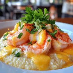 - 1 lb large shrimp, peeled and deveined - 1 cup grits (stone-ground, if available) - 4 cups water or low-sodium chicken broth - 4 tablespoons unsalted butter - 4 cloves garlic, minced - 1 cup shredded sharp cheddar cheese - 2 green onions, sliced (for garnish) - 1 teaspoon paprika - 1 teaspoon lemon juice - Salt and pepper to taste - Fresh parsley, chopped (for garnish) Each ingredient plays a key role in creating flavor. Use one pound of shrimp. This gives a nice portion for four people. For the grits, one cup is perfect. It cooks well in four cups of water or broth. This broth adds extra flavor. Butter enhances richness, so use four tablespoons. Garlic brings a strong taste, so don’t skip the four cloves. The cheddar cheese adds creaminess, needing one cup. For topping, slice two green onions. Paprika and lemon juice add depth and brightness. If you want to change things up, try adding some spice. You can include red pepper flakes for heat. You might also want to mix in some diced tomatoes for color. Fresh herbs like thyme or basil can add a fresh taste too. Start by boiling water or low-sodium chicken broth in a medium saucepan. Use four cups of liquid for one cup of grits. Once the liquid boils, stir in the grits slowly. Lower the heat and stir often. Cook for about 20-25 minutes. The grits should become thick and creamy. After cooking, mix in shredded sharp cheddar cheese. Add salt and pepper to taste. Keep the grits warm on low heat. In a large skillet, melt two tablespoons of butter over medium heat. Add minced garlic and cook for about one minute. The garlic should smell good but not brown. Next, add the shrimp to the skillet. Sprinkle paprika, salt, and pepper over the shrimp. Cook for 3-4 minutes on each side. The shrimp will turn pink and opaque when done. Squeeze lemon juice over the shrimp and mix in the rest of the butter. It should melt into a tasty sauce. To serve, grab a plate and spoon a generous amount of cheesy grits onto it. Top the grits with the garlic butter shrimp. Make it pretty by garnishing with sliced green onions and chopped parsley. This adds color and freshness to your dish. Enjoy the flavors of this Southern classic! For the full recipe, check out the complete instructions above. When picking shrimp, size matters. I like to use large shrimp for this dish. They have a nice bite and cook well. Fresh shrimp is best, but frozen works too. If you choose frozen, thaw them in the fridge overnight. Look for shrimp that smells fresh and sweet, not fishy. This will ensure the best flavor in your garlic butter shrimp. For creamy grits, use stone-ground grits if you can find them. They have a richer taste and better texture. Boil water or chicken broth before adding the grits. Stir them in slowly to prevent lumps. Cook them on low heat, stirring often, for about 20-25 minutes. You want them thick but still creamy. Mix in cheese at the end for extra flavor and creaminess. While garlic and butter are stars in this dish, you can add more. A pinch of cayenne pepper adds heat without overpowering the shrimp. You can also try a splash of hot sauce for a kick. Fresh herbs like thyme or basil can add brightness. Don't be shy with lemon juice; it lifts all the flavors. Use these tips from the Full Recipe to make your dish shine! {{image_2}} Want a kick? Add some heat to your shrimp! Use cayenne pepper or red pepper flakes. Start with a pinch and taste as you go. This adds a spicy twist that pairs well with the creamy grits. You can also try a dash of hot sauce for extra flavor. This variation brings a new level to the dish. If you prefer a veggie meal, swap shrimp for mushrooms. Use large portobello or cremini mushrooms. Sauté them in garlic butter just like you would the shrimp. They soak up that rich flavor nicely. Add fresh herbs like thyme or rosemary for a fragrant touch. This version still gives you a hearty meal without the seafood. Cheese can change the whole taste! While sharp cheddar is classic, try other kinds. Gruyère offers a nutty flavor, while pepper jack adds spice. For a milder taste, use mozzarella. You can even mix different cheeses for depth. Just melt it into the grits for a creamy finish. Each cheese brings its unique flair to the dish. For the full recipe, check out the Garlic Butter Shrimp and Grits. After enjoying your garlic butter shrimp and grits, store leftovers in an airtight container. Place them in the fridge for up to three days. Keep the grits and shrimp separate if possible. This way, they stay fresh longer. To reheat, use a microwave or a skillet. If you use the microwave, heat in 30-second bursts. Stir between each burst to heat evenly. If using a skillet, add a splash of water or broth. Heat over low heat, stirring often, until warm. This keeps the grits creamy. You can freeze garlic butter shrimp and grits for up to two months. Use freezer-safe bags or containers. Make sure to cool the dish before freezing. When ready to eat, thaw in the fridge overnight. Reheat as mentioned above for the best taste. Enjoy your meal again! To make grits creamy, use stone-ground grits. Start with four cups of water or low-sodium chicken broth. Bring the liquid to a boil, then add one cup of grits. Lower the heat and stir frequently. Cook for 20 to 25 minutes until thick. For extra creaminess, stir in shredded sharp cheddar cheese. It adds flavor and smoothness. Season with salt and pepper for a tasty finish. Yes, you can use frozen shrimp. Just make sure to thaw them first. Overnight in the fridge is best. If you’re short on time, place them in cold water for about 15-20 minutes. After thawing, peel and devein the shrimp if needed. Cook them just like fresh shrimp. The flavor will still be great! Garlic Butter Shrimp and Grits taste wonderful with several sides. A fresh green salad adds a nice crunch. Try roasted asparagus or sautéed spinach for color and nutrients. For a classic twist, serve with coleslaw. Cornbread is another great choice; it complements the dish well. Feel free to mix and match to find your favorite pairings. To make this dish healthier, choose low-fat cheese or skip it altogether. You can use vegetable broth instead of chicken broth for a lighter base. Add more veggies, like bell peppers or zucchini, to boost nutrition. Consider using less butter or a healthier oil for cooking. These swaps keep the dish tasty without losing flavor. Yes, you can use quick-cooking grits. They cook faster, usually in about 5 to 10 minutes. Keep in mind that the texture may differ from stone-ground grits. For a creamier result, still add cheese and seasonings. Adjust your cooking time based on package directions to ensure perfect texture. Store any leftovers in an airtight container. Keep them in the fridge for up to three days. If you have leftover grits, they may thicken. Add a little water or broth when reheating to bring back creaminess. Shrimp can also be stored, but try to eat it soon for the best taste. If you want to swap shrimp, try using chicken or scallops. Both options cook well and absorb flavors nicely. For a vegetarian option, sauté mushrooms or use tofu. These alternatives will still give you a delicious dish with similar flavors. This blog post showed you how to make delicious garlic butter shrimp and grits. You learned about the key ingredients, precise measurements, and optional add-ins. I guided you through step-by-step cooking, perfecting your shrimp and grits. We discussed tips for selecting fresh shrimp and enhancing flavors. You also discovered tasty variations and how to store leftovers. Cooking can be fun and rewarding. Enjoy trying out these recipes and make them your own!