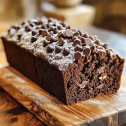 To make Chocolate Zucchini Bread, you need these simple ingredients: - 1 medium zucchini (about 1 cup shredded) - 1 cup all-purpose flour - 1/2 cup unsweetened cocoa powder - 1 teaspoon baking soda - 1/2 teaspoon baking powder - 1/4 teaspoon salt - 1/2 cup granulated sugar - 1/2 cup brown sugar, packed - 2 large eggs - 1/2 cup vegetable oil (or melted coconut oil) - 1 teaspoon vanilla extract - 1/2 cup semi-sweet chocolate chips (plus extra for topping) Each ingredient plays a key role in giving the bread its rich flavor and moist texture. The zucchini adds moisture without changing the taste much. It’s a great way to sneak in some veggies! Cocoa powder gives that deep chocolate flavor you crave. Both sugars add sweetness and help the bread rise. Using two types of sugar makes the bread extra tasty. The baking soda and baking powder create the right lift. Eggs provide structure and moisture. The oil keeps the bread soft and fluffy. Lastly, the chocolate chips make every bite delightful. For the full recipe, follow the steps closely to enjoy this delicious treat! First, set your oven to 350°F (175°C). This step is key for even baking. Grease a 9x5-inch loaf pan. You can also line it with parchment paper. This makes it easy to take the bread out later. Grab your medium zucchini and grate it with a box grater. You need about 1 cup of shredded zucchini. Take a clean kitchen towel and place the grated zucchini inside. Squeeze it hard to remove extra moisture. Set this aside while you work on other steps. In a medium bowl, whisk together the flour, cocoa powder, baking soda, baking powder, and salt. Make sure there are no lumps. This mix gives the bread its structure and rich flavor. Set it aside for now. In a large bowl, mix the granulated sugar, brown sugar, and eggs. Beat them well until everything is blended. Then, add the vegetable oil and vanilla extract. Stir it until the mixture is smooth. Slowly add the dry ingredient mix to the wet mixture. Stir gently just until combined. Be careful not to overmix, as this can make the bread tough. You want it to stay light and fluffy. Now, gently fold in the drained zucchini and chocolate chips. Use a spatula to mix them in evenly. This is where the magic happens! The zucchini keeps the bread moist, and the chips add rich flavor. Pour the batter into your prepared loaf pan. Use a spatula to smooth the top. For a fun touch, sprinkle some extra chocolate chips on top. This will make it look extra yummy when it bakes. Place the loaf pan in your preheated oven. Bake for 50-60 minutes. Check for doneness by inserting a toothpick in the center. It should come out clean or with a few moist crumbs. After baking, let the bread cool in the pan for about 10 minutes. Then, carefully transfer it to a wire rack to cool completely. This helps it set and improves the texture. For the full recipe, check the details above. Enjoy your delicious Chocolate Zucchini Bread! To bake a perfect chocolate zucchini bread, start with fresh zucchini. Grate it finely for the best texture. Make sure to wring out excess moisture. This step keeps your bread from becoming too wet. Mix dry and wet ingredients separately before combining them. Do not stir too much when mixing. A little lumps are okay and help keep the bread fluffy. A soggy bread can ruin your treat. First, properly remove moisture from the zucchini. Use a clean towel to squeeze out water. Next, check your oven temperature with an oven thermometer. If it's too low, the bread may not bake well. Lastly, bake until a toothpick comes out clean. This ensures the inside is fully cooked. To serve your chocolate zucchini bread beautifully, slice it when cool. Use a sharp knife for clean cuts. Place slices on a rustic wooden board for a charming look. You can sprinkle powdered sugar on top for a sweet touch. A dollop of whipped cream on the side adds a nice contrast. For extra flair, top with chocolate chips before serving. Enjoy this delightful treat fresh and warm! {{image_2}} You can add nuts to your chocolate zucchini bread for extra texture. Chopped walnuts or pecans work well. Add about 1/2 cup of nuts to the batter. Mix them in when you fold in the zucchini and chocolate chips. This will give your bread a crunchy twist. If you need a gluten-free option, swap the all-purpose flour for a gluten-free blend. Make sure it’s a one-to-one substitute. You can also check if the baking soda and baking powder are gluten-free. This way, you can still enjoy the moist, rich flavors of this bread without gluten. Spices can elevate your chocolate zucchini bread. Try adding 1 teaspoon of cinnamon or nutmeg. You can also add a splash of orange juice or zest for a hint of citrus. This adds a unique flavor that pairs nicely with chocolate. Feel free to get creative with your favorite spices or extracts. Experiment to find your perfect mix! For the full recipe, refer back to the ingredients and instructions provided earlier. To keep your chocolate zucchini bread fresh, store it in an airtight container. Place a piece of parchment paper between the bread and the lid. This keeps moisture away. You can also wrap it in plastic wrap for extra protection. If you want to freeze your bread, first let it cool completely. Then, wrap it tightly in plastic wrap. After that, place it in a freezer-safe bag or container. This helps prevent freezer burn. You can freeze it for up to three months. Chocolate zucchini bread lasts for about 3-4 days at room temperature. If you store it in the fridge, it can last up to a week. Always check for any signs of mold or off smells before eating. Enjoy your delicious treat! For the full recipe, refer to the earlier section. Yes, you can make this recipe vegan. To do this, you will need to replace the eggs. You can use several options as egg substitutes. Try using: - 1/4 cup unsweetened applesauce (per egg) - 1/4 cup mashed banana (per egg) - 1 tablespoon flaxseed meal mixed with 2.5 tablespoons water (let sit for 5 minutes) These options work well in chocolate zucchini bread. Yes, you can reduce the sugar. You can cut both sugars by 1/4 cup. You can also use a sugar alternative, like monk fruit sweetener. This makes the bread healthier without changing the taste much. To drain zucchini, first, grate it using a box grater. Then, place the grated zucchini in a clean kitchen towel. Squeeze the towel to remove excess moisture. This step is key to avoid a soggy loaf. This recipe for chocolate zucchini bread mixes fun flavors and healthy ingredients. You learned how to prepare the zucchini, mix the dough, and bake the bread. We also covered tips to avoid soggy bread and ways to store it. Remember, you can easily make this bread nutty or gluten-free. I hope you try this recipe soon. Enjoy the rich taste and extra nutrition from the zucchini! It’s a win-win for your taste buds and health.