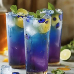 - 2 tablespoons dried butterfly pea flowers - 2 cups boiling water - 1 tablespoon honey (or to taste) - 1 tablespoon freshly squeezed lime juice - Mint leaves for garnish - Ice cubes (optional) The main star of this drink is the dried butterfly pea flowers. These bright blue blooms give the tea its stunning color. When you steep them in boiling water, they release their vibrant hue. This tea has a mild flavor that is slightly earthy. Then, we need boiling water to extract all the goodness from the flowers. The hot water helps to bring out the color and flavor. Adding honey gives your tea a touch of sweetness. You can adjust this to make it just right for you. Fresh lime juice adds a zesty twist. Its acidity not only enhances flavor but also changes the tea's color from blue to purple. For garnishes, use mint leaves. They add a nice pop of green and a fresh aroma. - Additional sweeteners - Flavor enhancers (e.g., ginger, lemongrass) If you want to tweak the flavor, consider other sweeteners. Maple syrup or agave work well too. You can also add flavor enhancers like ginger or lemongrass. These will give your tea a unique twist. Experiment to find your favorite mix! For the full experience, check the [Full Recipe]. To make Blue Lagoon Butterfly Pea Tea, start by steeping the flowers. Place 2 tablespoons of dried butterfly pea flowers in a teapot or heatproof pitcher. Next, pour 2 cups of boiling water over the flowers. Let this mix sit for about 5-10 minutes. As the tea steeps, watch for the water to change to a vibrant blue. This color is a sign that the flowers are releasing their beautiful hues. After steeping, the next step is to enhance the flavor. Strain the tea to remove the flowers. If you like cold drinks, let it cool to room temperature. Then, chill it in the refrigerator. Once your tea is cool, stir in 1 tablespoon of honey and 1 tablespoon of freshly squeezed lime juice. The lime juice will change the tea's color to a lovely purple. Adjust the honey to your taste. You can make it sweeter or less sweet based on what you like. Now, let’s make it look great! Serve the tea over ice cubes in tall glasses. This makes it extra refreshing. For a lovely touch, garnish each glass with mint leaves. This not only adds flavor but also makes the drink visually appealing. Enjoy your beautiful Blue Lagoon Butterfly Pea Tea! If you'd like to see the full process, check the Full Recipe. To make the best Blue Lagoon Butterfly Pea Tea, start with the right steeping time. I recommend steeping the butterfly pea flowers for 5-10 minutes. This timing gives the tea its vibrant blue color. If you steep it for too long, the tea can become bitter. Next, focus on the water temperature. Use boiling water to get the best flavor. If your water is not hot enough, you won’t extract the full taste. You can easily customize this tea. Adding citrus fruits can enhance the flavor. I love using fresh lime or lemon juice. The bright acidity adds a lovely twist. You can also try orange or grapefruit for a different taste. For sweeteners, honey works great, but you have options! Maple syrup or agave nectar can also shine in this tea. Each sweetener brings its unique flavor, so feel free to experiment. Butterfly pea flowers are full of antioxidants. These compounds help protect your body from harmful free radicals. Drinking this tea can support overall wellness. The ingredients, like honey and lime juice, add more benefits. Honey can soothe your throat, while lime juice provides vitamin C. Together, they make a tasty and healthy drink. For the full recipe, check out the Blue Lagoon Butterfly Pea Tea section. Enjoy your refreshing beverage! {{image_2}} To make a refreshing iced version, follow these simple steps: - Brew the tea as usual, using 2 tablespoons of dried butterfly pea flowers in 2 cups of boiling water. - Let it steep for 5-10 minutes until it turns bright blue. - Strain out the flowers and let the tea cool. - Once cool, add honey and lime juice to taste. - Pour the tea over ice cubes in tall glasses. This iced tea is perfect for hot days! You can easily turn this tea into a fun mocktail. Here’s how: - Start by making the basic Blue Lagoon Butterfly Pea Tea. - After straining the tea, add your favorite fruit juices. - Pineapple or orange juice works great! - Mix in some sparkling water for fizz. - Serve it in a fancy glass with a slice of fruit. This mocktail makes a lovely drink for parties! Combining butterfly pea tea with other herbs adds great flavor. Here are some ideas: - Add a few mint leaves when brewing for a fresh taste. - You can also mix in chamomile for a calming effect. - Experiment with ginger for a spicy kick. These herbal infusions make each cup unique and delicious! For the complete recipe, check out the Full Recipe section. If you have leftover Blue Lagoon butterfly pea tea, store it right. First, let the tea cool to room temperature. Then, pour it into an airtight container. This helps keep the flavor fresh. Put it in the fridge. It stays good for about 3-5 days. Always check for any strange smells or colors before drinking. Dried butterfly pea flowers can last a long time if stored well. Keep them in a cool, dark place. Use an airtight container to protect them from moisture and light. This method helps them last up to a year. Always check the date on the package, too. If they smell off, it’s best to toss them. To reheat your brewed tea, do it gently. Pour the tea into a small pot. Warm it on low heat. Stir it occasionally to keep the flavor even. Avoid boiling the tea, as that can change its taste. Once warm, enjoy it again! Blue Lagoon Butterfly Pea Tea has a mild, earthy flavor. It tastes like green tea but with a floral hint. The aroma is light and soothing. When you add lime juice, the taste shifts. The tea becomes tangy and refreshing. It is not too sweet, allowing you to enjoy its natural flavor. Yes, you can drink Blue Lagoon Butterfly Pea Tea daily. It has no caffeine, making it a great choice. Enjoying this tea can bring health benefits. However, moderation is key. Aim for one to two cups a day. Too much could cause stomach upset for some people. You can find Blue Lagoon Butterfly Pea Tea at health food stores. Many online shops offer dried butterfly pea flowers. Look for trusted brands that focus on quality. Some popular choices include local tea shops or specialty grocery stores. Check for organic options to ensure freshness. For a tasty experience, try the Full Recipe. In this blog post, we explored how to make Blue Lagoon Butterfly Pea Tea. We covered key ingredients, step-by-step instructions, and flavor enhancements. I shared tips for brewing the perfect cup, along with storage methods. We also discussed variations like iced tea and mocktails. This tea not only tastes great but also offers health benefits. Experiment with flavors and enjoy exploring new ways to drink this vibrant tea. Your journey with Blue Lagoon Butterfly Pea Tea can be fun and refreshing.