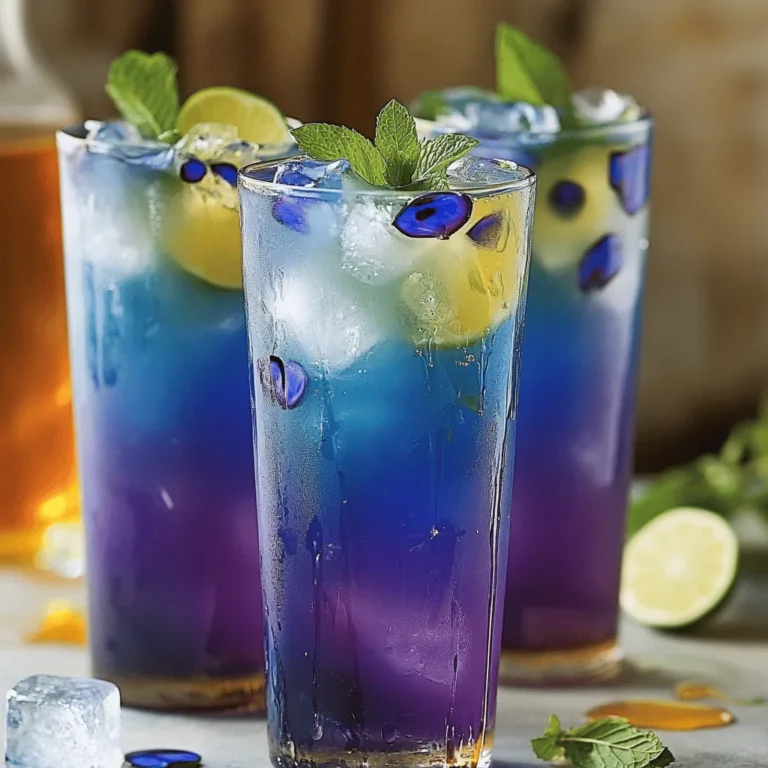 - 2 tablespoons dried butterfly pea flowers - 2 cups boiling water - 1 tablespoon honey (or to taste) - 1 tablespoon freshly squeezed lime juice - Mint leaves for garnish - Ice cubes (optional) The main star of this drink is the dried butterfly pea flowers. These bright blue blooms give the tea its stunning color. When you steep them in boiling water, they release their vibrant hue. This tea has a mild flavor that is slightly earthy. Then, we need boiling water to extract all the goodness from the flowers. The hot water helps to bring out the color and flavor. Adding honey gives your tea a touch of sweetness. You can adjust this to make it just right for you. Fresh lime juice adds a zesty twist. Its acidity not only enhances flavor but also changes the tea's color from blue to purple. For garnishes, use mint leaves. They add a nice pop of green and a fresh aroma. - Additional sweeteners - Flavor enhancers (e.g., ginger, lemongrass) If you want to tweak the flavor, consider other sweeteners. Maple syrup or agave work well too. You can also add flavor enhancers like ginger or lemongrass. These will give your tea a unique twist. Experiment to find your favorite mix! For the full experience, check the [Full Recipe]. To make Blue Lagoon Butterfly Pea Tea, start by steeping the flowers. Place 2 tablespoons of dried butterfly pea flowers in a teapot or heatproof pitcher. Next, pour 2 cups of boiling water over the flowers. Let this mix sit for about 5-10 minutes. As the tea steeps, watch for the water to change to a vibrant blue. This color is a sign that the flowers are releasing their beautiful hues. After steeping, the next step is to enhance the flavor. Strain the tea to remove the flowers. If you like cold drinks, let it cool to room temperature. Then, chill it in the refrigerator. Once your tea is cool, stir in 1 tablespoon of honey and 1 tablespoon of freshly squeezed lime juice. The lime juice will change the tea's color to a lovely purple. Adjust the honey to your taste. You can make it sweeter or less sweet based on what you like. Now, let’s make it look great! Serve the tea over ice cubes in tall glasses. This makes it extra refreshing. For a lovely touch, garnish each glass with mint leaves. This not only adds flavor but also makes the drink visually appealing. Enjoy your beautiful Blue Lagoon Butterfly Pea Tea! If you'd like to see the full process, check the Full Recipe. To make the best Blue Lagoon Butterfly Pea Tea, start with the right steeping time. I recommend steeping the butterfly pea flowers for 5-10 minutes. This timing gives the tea its vibrant blue color. If you steep it for too long, the tea can become bitter. Next, focus on the water temperature. Use boiling water to get the best flavor. If your water is not hot enough, you won’t extract the full taste. You can easily customize this tea. Adding citrus fruits can enhance the flavor. I love using fresh lime or lemon juice. The bright acidity adds a lovely twist. You can also try orange or grapefruit for a different taste. For sweeteners, honey works great, but you have options! Maple syrup or agave nectar can also shine in this tea. Each sweetener brings its unique flavor, so feel free to experiment. Butterfly pea flowers are full of antioxidants. These compounds help protect your body from harmful free radicals. Drinking this tea can support overall wellness. The ingredients, like honey and lime juice, add more benefits. Honey can soothe your throat, while lime juice provides vitamin C. Together, they make a tasty and healthy drink. For the full recipe, check out the Blue Lagoon Butterfly Pea Tea section. Enjoy your refreshing beverage! {{image_2}} To make a refreshing iced version, follow these simple steps: - Brew the tea as usual, using 2 tablespoons of dried butterfly pea flowers in 2 cups of boiling water. - Let it steep for 5-10 minutes until it turns bright blue. - Strain out the flowers and let the tea cool. - Once cool, add honey and lime juice to taste. - Pour the tea over ice cubes in tall glasses. This iced tea is perfect for hot days! You can easily turn this tea into a fun mocktail. Here’s how: - Start by making the basic Blue Lagoon Butterfly Pea Tea. - After straining the tea, add your favorite fruit juices. - Pineapple or orange juice works great! - Mix in some sparkling water for fizz. - Serve it in a fancy glass with a slice of fruit. This mocktail makes a lovely drink for parties! Combining butterfly pea tea with other herbs adds great flavor. Here are some ideas: - Add a few mint leaves when brewing for a fresh taste. - You can also mix in chamomile for a calming effect. - Experiment with ginger for a spicy kick. These herbal infusions make each cup unique and delicious! For the complete recipe, check out the Full Recipe section. If you have leftover Blue Lagoon butterfly pea tea, store it right. First, let the tea cool to room temperature. Then, pour it into an airtight container. This helps keep the flavor fresh. Put it in the fridge. It stays good for about 3-5 days. Always check for any strange smells or colors before drinking. Dried butterfly pea flowers can last a long time if stored well. Keep them in a cool, dark place. Use an airtight container to protect them from moisture and light. This method helps them last up to a year. Always check the date on the package, too. If they smell off, it’s best to toss them. To reheat your brewed tea, do it gently. Pour the tea into a small pot. Warm it on low heat. Stir it occasionally to keep the flavor even. Avoid boiling the tea, as that can change its taste. Once warm, enjoy it again! Blue Lagoon Butterfly Pea Tea has a mild, earthy flavor. It tastes like green tea but with a floral hint. The aroma is light and soothing. When you add lime juice, the taste shifts. The tea becomes tangy and refreshing. It is not too sweet, allowing you to enjoy its natural flavor. Yes, you can drink Blue Lagoon Butterfly Pea Tea daily. It has no caffeine, making it a great choice. Enjoying this tea can bring health benefits. However, moderation is key. Aim for one to two cups a day. Too much could cause stomach upset for some people. You can find Blue Lagoon Butterfly Pea Tea at health food stores. Many online shops offer dried butterfly pea flowers. Look for trusted brands that focus on quality. Some popular choices include local tea shops or specialty grocery stores. Check for organic options to ensure freshness. For a tasty experience, try the Full Recipe. In this blog post, we explored how to make Blue Lagoon Butterfly Pea Tea. We covered key ingredients, step-by-step instructions, and flavor enhancements. I shared tips for brewing the perfect cup, along with storage methods. We also discussed variations like iced tea and mocktails. This tea not only tastes great but also offers health benefits. Experiment with flavors and enjoy exploring new ways to drink this vibrant tea. Your journey with Blue Lagoon Butterfly Pea Tea can be fun and refreshing.
