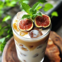 To make a Vanilla Fig Iced Latte, you need a few main ingredients: - 1 cup brewed espresso or strong coffee, cooled - 1 cup milk (dairy or non-dairy) - 2-3 fresh figs, halved - 2 tablespoons vanilla syrup (or homemade vanilla extract) - Ice cubes These ingredients blend to create a rich, flavorful drink. The figs provide a sweet and fruity taste. The espresso gives you a nice caffeine boost. If you want your latte sweeter, consider these options: - 1 tablespoon honey - Maple syrup - Agave nectar These sweeteners can enhance the flavor of the latte. You can adjust the amount based on your taste. If you prefer non-dairy options, try these milk alternatives: - Almond milk - Oat milk - Coconut milk Each milk alternative adds its unique flavor. Almond milk is nutty, oat milk is creamy, and coconut milk is tropical. Choose one that suits your taste! For the full recipe, check out the [Full Recipe]. To start, grab your fresh figs. You will need 2 to 3 figs for this recipe. Slice them in half and place them in a blender. Add 2 to 3 tablespoons of water to help them blend smoothly. Blend until the figs turn into a puree. Next, use a fine mesh sieve to strain the mixture. This will give you the juice and leave the pulp behind. Discard the pulp and set the fig juice aside. This juice adds a lovely flavor to your latte. Now it is time to mix the coffee base. Take a large glass or shaker and pour in 1 cup of your cooled espresso or strong coffee. Add the fig juice you just made. Then, add 2 tablespoons of vanilla syrup. If you like your latte sweeter, you can stir in 1 tablespoon of honey. Mix it well by stirring or shaking until everything is combined. This base is where the magic begins! For the final step, grab another glass and fill it halfway with ice cubes. Pour in 1 cup of your choice of milk. This could be dairy or a non-dairy alternative. Slowly pour the coffee and fig mixture over the milk. This will create a beautiful layered effect. To make it even prettier, add fresh fig slices on top and a sprig of mint. You can drizzle a bit of extra fig juice for decoration, too. Now you have a stunning Vanilla Fig Iced Latte ready to enjoy! To get the best flavor from your figs, choose ripe ones. Ripe figs taste sweeter and more fragrant. When you blend the figs, add just enough water. This helps create a smooth juice without making it too runny. Strain the mixture well. This step removes the pulp, giving you a nice, clear fig juice. You want the figs to shine in your latte! If you want to switch up the sweetness, think about using maple syrup or agave. Both add a unique flavor to your drink. You can also try using a few dates. They blend well and give a nice caramel taste. If you want it less sweet, skip the extra honey or syrup. The figs already add a lovely sweetness on their own. Layering your latte makes it look stunning. Start by pouring milk over ice first. This gives a nice base. Then, slowly pour the coffee and fig mixture over the milk. Use the back of a spoon to help with the pouring. This technique keeps the layers separate. The goal is to see distinct layers of milk and coffee. It adds to the visual appeal and makes your drink feel special! For a delightful experience, follow the [Full Recipe]. {{image_2}} To make a dairy-free version, simply swap regular milk with almond, oat, or coconut milk. These options give your latte a unique flavor. Almond milk adds a nutty touch, while oat milk brings a creamy texture. Coconut milk gives a sweet, tropical twist. Use the same amounts as in the original recipe. This way, you keep all the deliciousness without dairy. If you want a sugar-free latte, replace vanilla syrup with sugar-free vanilla extract. You can also use stevia or monk fruit sweetener as a natural option. These sweeteners add flavor without the calories. Adjust the amount based on your taste. This keeps your latte tasty and light. You can elevate your Vanilla Fig Iced Latte with extra flavors. Try adding a pinch of cinnamon for warmth. Nutmeg can give it a cozy feel. A splash of hazelnut or caramel syrup can also work well. You could even blend in a bit of cocoa powder for a chocolatey twist. These small changes can transform your drink into something special. After making your Vanilla Fig Iced Latte, you might have some ingredients left. Store the fresh figs in a cool, dry place. Keep them in a paper bag to let them breathe. If you have extra fig juice, put it in an airtight container and refrigerate it. The vanilla syrup can stay in your pantry if it is sealed well. You can refrigerate your prepared latte, but it’s best enjoyed fresh. If you must store it, use a sealed container. It can last in the fridge for about 24 hours. The ice will melt, so the drink may become watery. You can stir it well before serving again. To keep figs fresh, store them in the fridge. Place them in a container lined with paper towels. This will absorb moisture and help keep them from spoiling quickly. Use fresh figs within a few days for the best taste. If you see any soft spots, eat those figs first. They are the ripest and sweetest! A Vanilla Fig Iced Latte is a blend of simple, fresh ingredients. You need: - 1 cup brewed espresso or strong coffee, cooled - 1 cup milk (dairy or non-dairy) - 2-3 fresh figs, halved - 2 tablespoons vanilla syrup - 1 tablespoon honey (optional) - Ice cubes - Fresh fig slices and mint for garnish This drink brings together the robust taste of coffee and the sweet flavor of figs. The vanilla syrup adds a nice touch, making it smooth and creamy. You can find Vanilla Fig Iced Lattes at many coffee shops. Look for cafes that focus on creative drinks or seasonal menus. Some places might offer it as a special. If you want it often, try making it at home. The recipe is simple and fun, and you can adjust it to your taste. Yes, you can use dried figs, but the taste and texture will change. Fresh figs add a juicy sweetness. Dried figs are sweeter and denser. If you use dried figs, soak them in warm water for about 10 minutes. This softens them and makes blending easier. The flavor will be different but still delicious! This blog post covered how to make a Vanilla Fig Iced Latte. We discussed key ingredients and optional sweeteners. I shared tips for blending figs and the best ways to layer your drink. I also offered variations like dairy-free and sugar-free options. Understanding storage is vital for keeping your ingredients fresh. Now you can enjoy a delicious, homemade latte. Experiment with flavors and find what you like best. It's all about creating a drink that brings you joy.