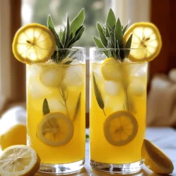 To make Pineapple Sage Lemonade, gather these ingredients: - 2 cups fresh pineapple juice - 1 cup fresh lemon juice - 1 cup water - 1/2 cup sugar (or to taste) - 1 cup fresh sage leaves, packed - 4 cups cold water (for diluting) - Lemon slices, for garnish - Fresh sage sprigs, for garnish Each ingredient adds great taste and health perks. - Pineapple juice brings sweetness and vitamins. It boosts your immune system. - Lemon juice is tart and refreshing. It aids digestion and adds vitamin C. - Sage has calming effects. It may help with digestion and has antioxidants. - Sugar adds sweetness but can be adjusted for health. - Fresh water keeps the drink light and hydrating. To keep your Pineapple Sage Lemonade fresh, follow these tips: - Use fresh pineapple and lemons. They taste better than bottled juice. - Choose young sage leaves. They have a stronger flavor and aroma. - Serve the drink cold. It’s more refreshing on hot days. - Garnish with lemon slices and sage sprigs right before serving. This keeps the drink vibrant and appealing. You can find the full recipe to create this delightful drink easily. To make Pineapple Sage Lemonade, start with the simple syrup. In a medium saucepan, mix 1 cup of water and sugar. Heat it on medium until the sugar dissolves. This step makes your sweet base. Next, add fresh sage leaves to the syrup. Lower the heat and let it simmer. This infuses the sage flavor. After about 10 minutes, remove it from the heat. Let it cool, then strain out the sage leaves. For the best sage infusion, use fresh sage leaves. Dried sage will not give the same flavor. When you simmer the sage, keep an eye on the heat. Too high can burn the leaves, which tastes bitter. If you want a stronger flavor, let it simmer a few minutes longer. Always cool the syrup before straining. This step helps preserve the flavor. In a large pitcher, add fresh pineapple juice and lemon juice. Pour in the sage-infused syrup and stir well. This mix creates a bright, tasty base. Then, add 4 cups of cold water to the pitcher. Stir again and taste. If it needs more sweetness, add sugar little by little. Stir until the sugar dissolves completely. Chill it for at least an hour. This time allows the flavors to blend well. When serving, pour over ice and garnish with lemon slices and sage sprigs. Enjoy your refreshing drink! For the full recipe, check the details above. You can change the lemonade's sweetness to match your taste. Start with the half cup of sugar in the recipe. After you mix all the juices, taste it. If it’s not sweet enough, add more sugar. Stir well until it melts. Remember, you can always add but can’t take away! Serve your Pineapple Sage Lemonade in tall glasses for a nice look. Add ice cubes to keep it cold. Garnish each glass with a slice of lemon. A sprig of fresh sage on top adds a pretty touch. You can even use colorful straws to make it fun! Want to add more flavor? Consider adding fresh ginger or mint. Both can give your drink a bright twist. You can also add a splash of coconut water for creaminess. Try mixing in other fruits like strawberries or raspberries for a fruity mix. Experiment and discover what you love! {{image_2}} You can switch up the pineapple juice for other fruits. Try mango, peach, or orange juice. Each fruit brings a new taste. Mixing fruits can make your drink fun and exciting. Blend different juices to create your perfect drink. Pineapple sage lemonade is great for everyone. For a non-alcoholic drink, simply serve it as is. It’s refreshing and tasty all on its own. If you want an adult drink, add rum or vodka. This change makes it a fun cocktail for parties. You can change this drink with the seasons. In summer, use fresh berries like strawberries or blueberries. In fall, try adding some apple cider. Winter can call for spice, so think of adding ginger or cinnamon. Each season has its own flavors to enjoy. To keep your Pineapple Sage Lemonade fresh, store it in a clean, airtight container. Glass jars or pitchers work well. Make sure the container is full to limit air exposure. This helps to keep the flavors bright and tasty. Always place it in the fridge right after making it. Avoid leaving it out at room temperature for long periods. Pineapple Sage Lemonade tastes best within the first few days. If stored properly in the fridge, it can last up to five days. After that, the flavors may fade. Check for any off smells or changes in color. If it looks or smells strange, it's best to toss it out. You can freeze Pineapple Sage Lemonade for longer storage. Pour it into ice cube trays for easy portions. Once frozen, transfer the cubes into a freezer bag. This way, you can use them later in drinks or smoothies. It can last up to three months in the freezer. When ready to use, just thaw the cubes in the fridge or add them directly to your drink for a refreshing chill. For the full recipe, check the ingredients and steps above. Yes, you can use bottled juices. However, fresh juice gives the best flavor. Fresh pineapple and lemon juice make the drink bright and tasty. Bottled juices often have extra sugar and preservatives. This can change the taste. If you use bottled juice, choose ones with no added sugar. This keeps the drink closer to the fresh flavor you want. Sage has many health benefits. It can help with digestion and has antioxidants. These can help your body fight off illness. Pineapple is also healthy. It is high in vitamin C, which supports your immune system. Pineapple also helps with digestion due to bromelain. Together, they create a tasty drink that is good for you. To reduce the sweetness, cut back on the sugar in the recipe. You can start with half the amount of sugar. Taste it after mixing, and then add more if needed. Another way is to add more lemon juice or water. This adds flavor without extra sweetness. You can also use a sugar substitute for a lower-calorie option. Enjoy adjusting the recipe to find what tastes best for you! We explored how to make Pineapple Sage Lemonade, outlining key ingredients and their benefits. I shared step-by-step instructions to help you craft the perfect drink. Tips on adjusting sweetness and serving ideas will enhance your experience. I also highlighted fun variations and storage tips to keep your lemonade fresh. Finally, I answered common questions, ensuring you have all the info you need. Enjoy this refreshing drink, and get creative with it!