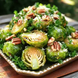 - 1 lb Brussels sprouts, trimmed and halved - 3 tablespoons olive oil - 2 tablespoons honey - 2 tablespoons Dijon mustard - 1 teaspoon garlic powder - Salt and pepper to taste - Optional: ¼ cup chopped pecans - Optional: ¼ cup grated Parmesan cheese - Fresh parsley for garnish Honey mustard Brussels sprouts are simple yet packed with flavor. The key is fresh Brussels sprouts. Look for ones that are firm and bright green. You will need olive oil to help the sprouts roast nicely. Honey adds sweetness, while Dijon mustard gives a tangy kick. Garlic powder brings a rich taste that complements the other flavors. Salt and pepper are essential for balancing everything. If you want more texture, add chopped pecans. They add a nice crunch. For a cheesy twist, sprinkle some grated Parmesan on top. Finally, fresh parsley makes a lovely garnish. It adds color and a hint of freshness. Gather these ingredients, and you are ready to create a tasty side dish. Check the [Full Recipe] to see how to put them together for a delicious experience! - Preheat oven to 400°F (200°C). - Prepare the honey mustard mixture. - Coat the Brussels sprouts. Start by preheating your oven to 400°F (200°C). This ensures even cooking for your Brussels sprouts. While the oven warms up, grab a large mixing bowl. In this bowl, combine three tablespoons of olive oil, two tablespoons of honey, and two tablespoons of Dijon mustard. Add one teaspoon of garlic powder, along with salt and pepper to taste. Whisk everything together until it blends well. Next, take one pound of Brussels sprouts. Trim the ends and cut them in half. Place the halved Brussels sprouts into your honey mustard mixture. Toss them well so that every piece is coated in that sweet and tangy sauce. - Arrange Brussels sprouts on baking sheet. - Roast Brussels sprouts in preheated oven. - Final touches: add pecans and Parmesan cheese if desired. Now, take a baking sheet and line it with parchment paper. Spread the coated Brussels sprouts in a single layer on the sheet. Make sure they have space between them; this helps them roast evenly. Roast them in the preheated oven for about 25 to 30 minutes. Stir them halfway through to promote even browning. You want them tender and caramelized. If you like, add one-fourth cup of chopped pecans for the last five minutes of roasting. This gives them a nice crunch. When done, take them out of the oven. Let them cool slightly. If desired, sprinkle one-fourth cup of grated Parmesan cheese while they are still warm. This adds a rich flavor. Finally, garnish with fresh parsley before serving. Enjoy your tasty side dish! For the full recipe, check the link above. To get the best results with Honey Mustard Brussels Sprouts, start with even roasting. Make sure you cut the Brussels sprouts the same size. This helps them cook evenly. Spread them out on the baking sheet. Avoid crowding them, as this can lead to steaming instead of roasting. Adjust the sweetness and tanginess to match your taste. If you want it sweeter, add more honey. For a tangy kick, increase the Dijon mustard. Taste the honey mustard mixture before coating the sprouts. This way, you can find the perfect balance for your palate. To achieve crispy Brussels sprouts, roast them at a high temperature. I recommend 400°F (200°C). Stir halfway through roasting to help them brown on all sides. If you want extra crunch, add chopped pecans in the last five minutes of roasting. This will toast them just right for a great finish. For this recipe, you will need some essential kitchen tools. A large mixing bowl is key for combining the honey mustard mixture and Brussels sprouts. A good whisk helps blend everything smoothly. You will also need a sturdy baking sheet. I suggest using one with a rim to catch any drips. Parchment paper makes for easy cleanup and helps the sprouts crisp up. A spatula is helpful for flipping the Brussels sprouts halfway through roasting. These tools will make your cooking experience smoother and more enjoyable. For the full recipe, make sure to check the earlier sections for all details. {{image_2}} Brussels sprouts are true stars, but you can swap them out for other veggies. Try using green beans, cauliflower, or broccoli. Each option brings its own flavor and texture. You can also switch the mustard. If you want a spicier kick, use whole grain mustard. For a milder taste, go for yellow mustard. Each type adds a unique twist to the dish. Seasonal swaps work well too. In fall, use sweet potatoes or butternut squash. In spring, try asparagus or snap peas. These changes keep the dish fresh all year round. Adding spices or herbs can transform your Brussels sprouts. Try garlic, thyme, or rosemary for extra depth. A pinch of cayenne pepper can add heat if you like spice. Nuts and cheese elevate the dish even more. Pecans add crunch, while walnuts offer a different flavor. You can also sprinkle feta or goat cheese for a creamy touch. For full details on how to make this tasty side dish, check the Full Recipe. You can keep leftover Honey Mustard Brussels Sprouts in the fridge. Place them in an airtight container. They stay fresh for about 3 to 5 days. To reheat, use your oven or microwave. For the oven, set it to 350°F (175°C). Heat for about 10-15 minutes until warm. If you use a microwave, heat in short bursts, checking often. Yes, you can freeze these Brussels sprouts! Freezing helps keep their taste and texture. To freeze, first let them cool completely. Then, place them in a freezer bag. Make sure to remove as much air as possible. They can last for up to 3 months in the freezer. To thaw, simply transfer them to the fridge overnight. When ready to eat, you can roast them again to regain their crispiness. Can I make Honey Mustard Brussels Sprouts ahead of time? Yes, you can prepare Honey Mustard Brussels Sprouts in advance. Cook them fully and let them cool. Store them in an airtight container in the fridge for up to three days. When ready to eat, simply reheat them in the oven for about 10 minutes at 350°F (175°C). This method keeps their flavor and texture. What can I serve with this dish? Honey Mustard Brussels Sprouts pair well with many main dishes. You can serve them with roasted chicken, grilled salmon, or a hearty steak. They also taste great alongside a grain dish, like quinoa or farro. For a vegetarian option, try them with a creamy risotto or a fresh salad. How do I choose fresh Brussels sprouts? When selecting Brussels sprouts, look for firm, compact heads. They should be bright green and free of yellow leaves. Avoid any that are soft or have brown spots. Fresh Brussels sprouts should feel heavy for their size. Choose smaller ones for a sweeter flavor and tender texture. Basic nutritional facts for one serving One serving of Honey Mustard Brussels Sprouts (about 1 cup) contains: - Calories: 150 - Protein: 4g - Fat: 10g - Carbohydrates: 14g - Fiber: 5g - Sugar: 4g Dietary considerations (like vegetarian or gluten-free) This dish is vegetarian and can be made gluten-free by ensuring your mustard is gluten-free. The recipe is also suitable for those looking for healthy side options, rich in vitamins and fiber. This blog post covers how to make Honey Mustard Brussels Sprouts. We discussed the key ingredients, steps for preparing and cooking, and tips to perfect the dish. I also shared storage advice and answered common questions. Honey Mustard Brussels Sprouts are tasty and easy to make. You can tweak flavors and use alternatives based on what you have. Enjoy this dish as a healthy side or a main event. It is fun to explore while cooking!