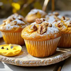 To make the best pumpkin spice muffins, gather these simple ingredients. Each one plays a key role in creating that fluffy texture and rich flavor. - 1 cup canned pumpkin puree - 1/2 cup vegetable oil - 1 cup brown sugar, packed - 2 large eggs - 1 teaspoon vanilla extract - 2 cups all-purpose flour - 1 teaspoon baking soda - 1 teaspoon baking powder - 1 teaspoon cinnamon - 1/2 teaspoon nutmeg - 1/2 teaspoon ginger - 1/2 teaspoon salt - 1/3 cup chopped pecans (optional) - 1/4 cup mini chocolate chips (optional) Using canned pumpkin puree gives the muffins a smooth texture. Vegetable oil keeps them moist. Brown sugar adds sweetness and a hint of caramel. The eggs help everything bind together. Vanilla extract adds a warm flavor. All-purpose flour forms the base of the muffins. Baking soda and baking powder create lift, making them fluffy. The spices—cinnamon, nutmeg, and ginger—give those classic fall flavors. If you want to add a twist, toss in optional mix-ins. Chopped pecans add crunch, while mini chocolate chips provide a sweet surprise. For the full recipe, check the instructions that follow. This mix of ingredients makes your muffins not just tasty but also delightful! Start by preheating the oven to 350°F (175°C). This step is key for even baking. Next, get your muffin tin ready. You can line it with paper liners or spray it with cooking spray. Both methods help the muffins pop out easily. In a large bowl, combine the canned pumpkin puree, vegetable oil, brown sugar, eggs, and vanilla extract. Use a whisk to mix them well. You want a smooth and creamy texture. This mix brings moisture and sweetness to the muffins. In a separate bowl, whisk together the all-purpose flour, baking soda, baking powder, cinnamon, nutmeg, ginger, and salt. This step ensures that the leavening agents and spices are evenly spread. Now, gradually add this dry mix to the wet ingredients. Stir gently until just combined. Be careful not to overmix, as this keeps the muffins fluffy. If you want to add more flavor, fold in the chopped pecans and mini chocolate chips. They add a nice crunch and sweetness. Next, divide the batter evenly among the muffin cups. Fill each cup about 3/4 full. This gives the muffins room to rise without spilling over. Place the muffin tin in the preheated oven. Bake for 18-20 minutes. To check if they are done, insert a toothpick in the center of a muffin. If it comes out clean, they are ready. Once baked, let the muffins cool in the tin for 5 minutes. Then, transfer them to a wire rack to cool completely. Enjoy them warm for the best taste! For the full recipe, check the earlier section. To bake perfect muffins, use a scale for measuring. Accurate amounts give the best results. Always preheat your oven. This helps muffins rise nicely. Use fresh baking powder and baking soda. Old leavening agents can lead to flat muffins. Fill each muffin cup about 3/4 full. This allows room for rising but avoids overflow. To keep muffins light, avoid overmixing the batter. Mix until just combined; lumps are okay. Also, use room-temperature eggs. Cold eggs can shock the batter. Lastly, ensure your oven temperature is correct. An oven thermometer can help with this. Serve these muffins warm for the best flavor. Dust them with powdered sugar for a sweet touch. Pair with cream cheese spread for extra creaminess. Enjoy with a cup of coffee or tea for a cozy snack. Store muffins in an airtight container. They stay fresh at room temperature for three days. To freeze, wrap them tightly in plastic wrap before placing them in a freezer bag. For reheating, microwave for 10-15 seconds. This brings back their fluffy texture. You can also warm them in the oven at 350°F for about 5 minutes. Enjoy your Pumpkin Spice Muffins from the Full Recipe! {{image_2}} You can make gluten-free pumpkin spice muffins. Start by swapping all-purpose flour with a gluten-free blend. Look for a blend that includes xanthan gum. This helps keep the muffins fluffy. Use the same amount of the gluten-free flour as the recipe states. Check the baking time; it may change slightly. To make vegan pumpkin spice muffins, replace eggs with flaxseed meal. Mix 1 tablespoon of flaxseed meal with 2.5 tablespoons of water. Let it sit for 5 minutes to thicken. Use a plant-based oil instead of vegetable oil. You can also use almond milk instead of any dairy milk. This keeps the muffins moist and tasty. You can add different nuts or spices for fun twists. Try walnuts or almonds for crunch. You can also mix in dried fruits like cranberries or raisins. For a spicier kick, add cloves or allspice. Experiment and find your favorite combo! This keeps every batch exciting. For the full recipe, check above. To keep your pumpkin spice muffins fresh, store them in an airtight container. This helps prevent them from drying out. You can use a zip-top bag or a plastic container. If you plan to eat them within a few days, just leave them on the counter. If you want to keep them longer, refrigerate them. Avoid stacking muffins, as they can get squished. Freezing is a great way to save muffins for later. To freeze them, first let them cool completely. Then, wrap each muffin in plastic wrap. Place the wrapped muffins in a freezer-safe bag or container. They will stay fresh for about three months in the freezer. When you want to eat them, simply thaw them at room temperature or heat them in the microwave. Pumpkin spice muffins can last about three to four days at room temperature. If stored in the fridge, they can last up to a week. Keep an eye out for signs of spoilage. If you see mold or if the muffins smell off, it is best to throw them away. Fresh muffins will be soft and have a sweet aroma. Enjoy your pumpkin spice muffins with these storage tips for the best taste! For the full recipe, check out the details above. These muffins stay moist due to the canned pumpkin puree and the vegetable oil. The pumpkin adds moisture while the oil helps keep the texture soft. Together, they make each bite light and fluffy. Yes, you can use fresh pumpkin. Just cook it until soft, then puree it. Make sure to drain any excess water. This gives you a rich flavor and a great texture, just like canned pumpkin. To lower the sugar, you can cut the brown sugar by half. You can also use a sugar substitute like stevia or monk fruit. Just remember that this may change the taste and texture slightly. Some easy substitutions include: - Using applesauce for oil to cut fat - Replacing all-purpose flour with whole wheat flour - Adding walnuts instead of pecans for a different nut flavor These swaps can change the taste but still keep the muffins yummy. Yes, you can make mini muffins! Simply fill the mini muffin tins 3/4 full. Bake for about 12-15 minutes instead of 18-20 minutes. Check with a toothpick for doneness. These mini treats are perfect for snacks or lunchboxes. For the full recipe, see above. In this post, we explored everything needed for perfect pumpkin spice muffins. You learned about key ingredients, step-by-step instructions, and helpful tips for great results. We also shared tasty variations and storage methods. Baking these muffins is fun and simple. Enjoy the warm, spiced aroma in your kitchen. With practice, you'll impress everyone with your baking skills. Happy baking!