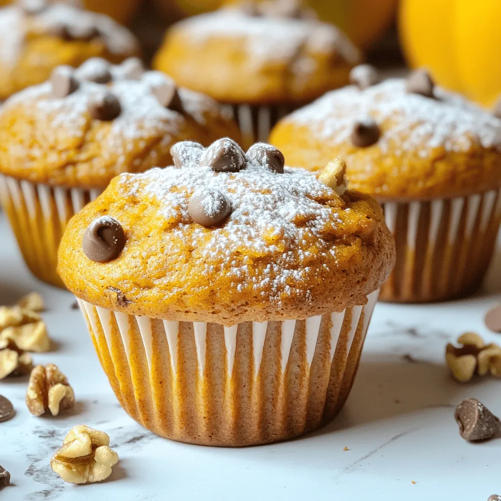 - 1 cup canned pumpkin puree - 1/2 cup vegetable oil - 1 cup brown sugar, packed - 2 large eggs - 1 teaspoon vanilla extract - 2 cups all-purpose flour - 1 teaspoon baking soda - 1/2 teaspoon baking powder - 1 tablespoon pumpkin spice - 1/2 teaspoon salt - 1/2 cup chopped walnuts or pecans - 1/2 cup chocolate chips Gathering the right ingredients is key for these easy pumpkin spice muffins. You will need canned pumpkin puree for that rich flavor. Vegetable oil keeps the muffins moist. Brown sugar adds sweetness and depth. Next, include eggs for structure and vanilla for a hint of flavor. All-purpose flour provides the base. The baking soda and baking powder help the muffins rise. Pumpkin spice brings that classic fall flavor. If you want to add a twist, consider nuts or chocolate chips. They add texture and taste. Salt can enhance the sweetness of the muffins. For the full recipe, refer to the details above. Happy baking! - Preheat your oven to 350°F (175°C). - Line a muffin tin with paper liners or grease it lightly. - In a large bowl, mix the canned pumpkin, vegetable oil, brown sugar, eggs, and vanilla extract until well combined. - In a separate bowl, whisk together the flour, baking soda, baking powder, pumpkin spice, and salt. - Gradually add the dry mixture to the pumpkin mixture. Stir gently until just combined. Do not overmix! - Scoop the batter into the muffin tin, filling each cup about two-thirds full. - Bake the muffins for 15-20 minutes. Check for doneness by inserting a toothpick. If it comes out clean, they are ready. - Allow the muffins to cool in the tin for 5 minutes. - Transfer them to a wire rack to cool completely. Now you have a simple and delicious recipe for Easy Pumpkin Spice Muffins! For the full recipe, check the details above. Enjoy your baking! To make the best pumpkin spice muffins, avoid overmixing the batter. This keeps your muffins light and fluffy. When you mix, stop as soon as you see no dry flour. Also, precise measurements are key. Use measuring cups and spoons for the best results. You can serve these muffins warm or cold. For a tasty treat, dust them with powdered sugar. You can also add whipped cream on top for extra joy. Try making your own pumpkin spice blend for a unique taste. You can mix cinnamon, nutmeg, and ginger in your own way. Adding a pinch of salt can make the sweetness pop. It’s a simple trick that boosts flavor. {{image_2}} You can make these muffins healthier with a few swaps. Use whole wheat flour instead of white flour. This adds fiber and nutrients. If you need gluten-free options, almond flour works well too. You can also cut back on sugar. Try using half the sugar and add a bit of vanilla extract for sweetness. Mixing in dried fruits adds fun flavor. Raisins or cranberries can give a nice twist. You can also try different spices. Adding a pinch of cardamom or allspice can change the taste. If you want a seasonal touch, mix in chopped apples or cranberries. They pair great with pumpkin! These muffins are great in any size! You can make mini muffins for bite-sized treats. Just bake them for 10 to 15 minutes. If you want bakery-style muffins, fill the cups to the top. This gives you a nice, tall muffin. Each size offers a new way to enjoy your pumpkin spice muffins. For the full recipe, check the main section above. Store your pumpkin spice muffins at room temperature. Place them in an airtight container. This keeps them soft and fresh for up to three days. If you want to keep them even fresher, you can wrap each muffin in plastic wrap before placing them in the container. To save muffins for later, freeze them. First, let them cool completely. Then, wrap each muffin tightly in plastic wrap. Place the wrapped muffins in a freezer bag. Try to remove as much air as possible. They will stay good in the freezer for about three months. When you're ready to enjoy them, thaw muffins overnight in the fridge. You can reheat them in the microwave for about 15 to 20 seconds. These muffins last about three days at room temperature. If stored in the fridge, they can last up to a week. Look for signs of spoilage like mold or an off smell. If they feel dry or hard, it’s best to toss them. Enjoy your Easy Pumpkin Spice Muffins while they are fresh! You can find the full recipe above. Yes, you can use fresh pumpkin. Fresh pumpkin has a different texture and flavor than canned pumpkin. Canned pumpkin is smooth and consistent, while fresh pumpkin may be chunkier and watery. If using fresh, cook and puree it first. Drain any excess water to achieve the right consistency. To make muffins moist, use oil or melted butter in your mix. Adding yogurt or sour cream can also help. Avoid overbaking; check for doneness with a toothpick. Remove the muffins from the oven once the toothpick comes out clean but not dry. You can use several substitutes for eggs. Try 1/4 cup applesauce for each egg. Mashed banana works too, but it will change the flavor. Silken tofu is another option; blend it until smooth. For a flax egg, mix 1 tablespoon flaxseed meal with 2.5 tablespoons water and let it sit until thick. Yes, you can make these muffins ahead of time. Bake them, then let them cool completely. Store them in an airtight container at room temperature for up to three days. For longer storage, freeze them for up to three months. Just reheat in the oven or microwave before serving. You now know how to make easy pumpkin spice muffins from scratch. We covered the main ingredients, baking steps, and tips for perfecting the recipe. You can try healthy swaps or fun flavor add-ins to make them your own. Remember to store them properly for long-lasting freshness. With these simple steps, you can enjoy delicious muffins anytime. Bake with joy and share with others!