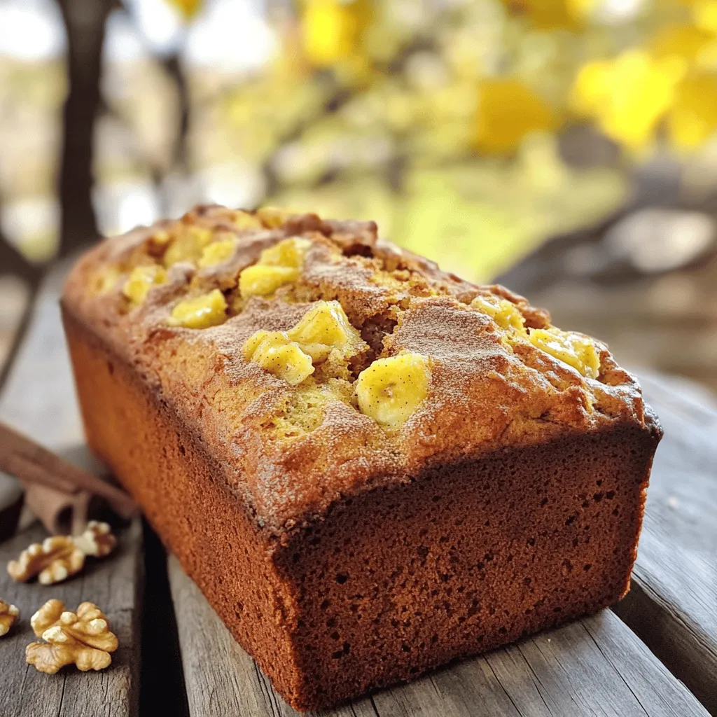 - 3 ripe bananas, mashed - 1/3 cup melted coconut oil - 1/2 cup sugar (or brown sugar) - 1 large egg, beaten - 1 teaspoon vanilla extract - 1 teaspoon baking soda - Pinch of salt - 1 1/2 cups all-purpose flour - Optional: 1/2 cup chopped walnuts or pecans - Optional: 1/2 teaspoon ground cinnamon I love using ripe bananas for this recipe. They give the bread a rich sweetness. You want bananas with brown spots, as they are perfect for mashing. Coconut oil adds moisture and a light flavor. You can use regular oil if you prefer. For sweetness, both white and brown sugar work well. Brown sugar gives a deeper taste, while white sugar keeps it simple. Beating the egg provides structure and helps the bread rise. Next, we add vanilla extract for warmth. Baking soda is key to making the bread rise well. A pinch of salt balances the sweetness. All-purpose flour holds everything together. If you like nuts, add them! Walnuts and pecans add crunch and flavor. Ground cinnamon is a lovely touch for added warmth. This combination of ingredients makes a moist and tasty bread. You can find the full recipe above for easy reference. Enjoy baking! - Preheat oven to 350°F (175°C). - Grease a 9x5-inch loaf pan. Start by setting your oven to 350°F. This warm temperature helps the bread rise perfectly. Next, grab a 9x5-inch loaf pan and grease it well. Use coconut oil or butter for good results. This step keeps the bread from sticking. - Combine mashed bananas with melted coconut oil. - Add sugar and beaten egg, then vanilla extract. In a big bowl, mash three ripe bananas. You want them smooth but a few lumps are fine. Pour in 1/3 cup of melted coconut oil and mix well. Then, add 1/2 cup of sugar and one beaten egg. Stir in one teaspoon of vanilla extract. This mix brings sweet flavor and moisture to your bread. - Sprinkle baking soda and salt, mix gently. - Fold in all-purpose flour and optional ingredients. Next, sprinkle in one teaspoon of baking soda and a pinch of salt. Stir the mixture gently to avoid lumps. Now, fold in 1 1/2 cups of all-purpose flour. If you like, add walnuts or pecans for crunch. Just be careful not to overmix; a few flour streaks are okay. - Pour batter into the loaf pan. - Bake and check doneness with a toothpick. Pour your batter into the greased loaf pan. Smooth the top with a spatula. Now, let it bake in the oven for about 60 minutes. To check if it’s done, insert a toothpick in the center. If it comes out clean, your banana bread is ready! Enjoy this simple and moist banana bread with family and friends. For a detailed recipe, check the Full Recipe. - Use overripe bananas for sweetness. The black spots mean more flavor. - Avoid overmixing the batter. Mix until just combined for a fluffy texture. - Coconut oil alternatives include vegetable oil or melted butter. Both work well. - For sugar substitutes, try honey or maple syrup. These add a nice twist. - Use proper mixing methods. Start slow and increase speed only if needed. - Ensure ingredients are at room temperature. This helps blend everything smoothly. Using these tips, your banana bread will be moist and delicious. For the full recipe, check the recipe section. Enjoy your baking! {{image_2}} You can add fun ingredients to your banana bread. Dried fruits like cranberries or raisins bring a sweet twist. They add texture and flavor. Chocolate chips are another great choice. They melt and create little pockets of chocolate joy in every bite. Want a healthier option? Try using whole wheat flour. It gives the bread a nutty taste and more fiber. You can also swap oils. Olive or avocado oil works well. This change can add richness without losing moisture. If you want a vegan banana bread, it's easy. Substitute the egg with ground flaxseed or applesauce. This keeps the bread moist. Use plant-based milk, like almond or soy, instead of regular milk. You can still enjoy that classic banana flavor without any animal products. To keep your banana bread fresh, store it at room temperature. Wrap it in plastic wrap or foil. This keeps the moisture in and prevents it from drying out. Place it in a cool, dark spot, like a pantry. It will stay good for about three days. If you want it to last longer, you can put it in the fridge. When you store it in the fridge, wrap it tightly. This will prevent it from picking up any strange smells. It can stay fresh for up to a week. However, the bread may lose some of its moist texture. So, only refrigerate it if needed. If you want to save your banana bread for later, freezing is the best option. First, let the bread cool completely. Then, wrap it tightly in plastic wrap or foil. You can also use a freezer bag. Be sure to squeeze out any air to avoid freezer burn. Label the bag with the date. This way, you can keep track of how long it has been frozen. Properly wrapped, banana bread can last in the freezer for up to three months. When you want to eat it, take the bread out and let it thaw. You can leave it at room temperature for a few hours. For faster results, you can microwave it for a short time. Just be careful not to overheat it. Enjoy your banana bread warm for the best taste! For the best banana bread, use very ripe bananas. Look for bananas with brown spots. The more brown spots, the sweeter the bananas. This ripeness gives your bread a rich flavor. If your bananas are still yellow, let them sit a few days. You can also speed up ripening by placing them in a paper bag. Yes, you can make banana bread without eggs. Use a few simple substitutes. Mashed bananas can replace eggs. Use about 1/4 cup of mashed banana for each egg. Other options include applesauce or yogurt. Both work well to bind the ingredients. These options keep your bread moist and delicious. Banana bread lasts about 3 to 4 days at room temperature. Wrap it in plastic wrap to keep it fresh. For longer storage, place it in the fridge for up to a week. If you freeze it, banana bread can last for about 3 months. Just wrap it well to avoid freezer burn. If your banana bread is dense, try a few fixes. First, check your mixing method. Overmixing can lead to a heavy loaf. Use a light hand when combining ingredients. Also, check the flour measurement. Too much flour can make it dense. Use less next time. Adding a bit of baking powder can help too. In this blog post, we explored the essential ingredients and steps to make classic banana bread. I shared tips for moisture, ingredient swaps, and variations to elevate your dish. Remember, using overripe bananas and not overmixing are key for success. Whether you stick to the classic recipe or try something new, following these tips will help you bake a delicious treat. Get ready to enjoy warm, homemade banana bread that everyone loves!