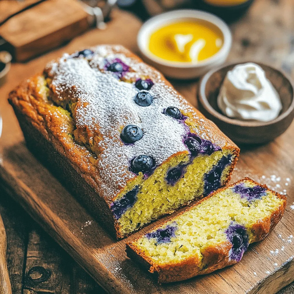 The heart of this lovely bread lies in its key components. You will need: - 1 cup grated zucchini (about 1 medium zucchini) - 1 cup fresh blueberries (you can use frozen if needed) - 1/2 cup granulated sugar - 1/4 cup brown sugar, packed - 1/3 cup vegetable oil Grated zucchini keeps the bread moist. Fresh blueberries add sweetness and color. The sugars balance flavors, while vegetable oil provides richness. Next, we have the dry ingredients. They give structure to your bread. Gather these items: - 1 cup all-purpose flour - 1/2 teaspoon baking powder - 1/2 teaspoon baking soda - 1/4 teaspoon salt - Optional: 1/2 teaspoon cinnamon for added warmth All-purpose flour is your base. Baking powder and soda help the bread rise. Salt enhances the taste, and cinnamon adds a cozy flavor. Now, let’s boost the taste! Flavor enhancers make this bread special. You will want: - Zest of 1 lemon - 1 tablespoon lemon juice - 1 teaspoon vanilla extract - 2 large eggs Lemon zest and juice give a bright, fresh taste. Vanilla adds depth. Eggs bind everything together and provide moisture. These ingredients work together to create a delicious Lemon Blueberry Zucchini Bread that anyone can make. For the complete method, check out the Full Recipe. First, preheat your oven to 350°F (175°C). This is key for even baking. While the oven heats, get a 9x5 inch loaf pan. Grease the pan with a little oil or line it with parchment paper. This helps the bread come out easily after baking. In a large bowl, mix together the granulated sugar, brown sugar, and vegetable oil. Whisk them until they blend well. Next, add in the eggs, vanilla extract, lemon zest, and lemon juice. Stir until everything is smooth. This mix gives your bread a nice, rich flavor. Now, grab another bowl for the dry ingredients. Combine the all-purpose flour, baking powder, baking soda, salt, and optional cinnamon. Mix these well. Slowly add the dry mix to the wet mix, stirring gently. Do not overmix—some lumps are just fine. This keeps your bread light and fluffy. Pour your batter into the prepared loaf pan. Smooth the top with a spatula for a nice finish. Bake in your preheated oven for about 50-60 minutes. To check if it’s done, insert a toothpick into the center. If it comes out clean, your bread is ready! Let it cool in the pan for about 10 minutes before moving it to a wire rack to cool completely. This step-by-step guide will help you create a delicious Lemon Blueberry Zucchini Bread that everyone will love. For the complete recipe, check out the Full Recipe section. To get the best texture, avoid overmixing the batter. Overmixing makes the bread tough instead of soft. Mix just until the dry ingredients are combined with wet ones. A few lumps are okay! Make sure to evenly distribute all ingredients. This helps the zucchini and blueberries spread out in every slice. You want the flavors to shine through, so mix gently. Fresh blueberries taste better than frozen ones. When you use fresh blueberries, they burst with flavor. If you use frozen, let them thaw first. This keeps the batter from turning blue. Adding spices like cinnamon gives warmth to the bread. Just half a teaspoon can make a big difference. You can also mix in nutmeg for a different twist. Once the bread cools, dust the top with powdered sugar. This gives it a beautiful finish. You can also serve it with whipped cream or lemon curd. These toppings add a creamy touch to each slice. For a fun twist, try toasting it lightly before serving. Toasted bread has a crisp edge and a warm center. It makes every bite even more delightful! For the full recipe, be sure to check the complete instructions. {{image_2}} You can easily change the fruit in this recipe. Try using raspberries or strawberries for a new twist. Both fruits pair well with lemon and add a nice color. If you want a vegan option, you can substitute flax eggs for regular eggs. Mix 1 tablespoon of flaxseed meal with 2.5 tablespoons of water. Let it sit for a few minutes until it thickens. This mix works great in baked goods! Adding nuts or seeds can give your bread a crunchy texture. Chopped walnuts or sunflower seeds add both flavor and a nice bite. You can also swap lemon zest with orange or lime zest for a fruity twist. Each citrus brings its unique taste, making your bread special. If you need a gluten-free option, use almond flour or coconut flour. Both flours work well but may need some adjustments. You should use a little less flour compared to regular flour. You may also need to add an extra egg or some applesauce to keep the bread moist. Always check the baking time, as gluten-free bread can bake differently. For the complete recipe, check out the Full Recipe above! To store leftover lemon blueberry zucchini bread, keep it at room temperature. Place the bread in an airtight container. This helps keep it fresh for about three days. If you don't have an airtight container, wrap the bread in plastic wrap. This will protect it from air and moisture. If your kitchen is warm, consider storing it in the fridge. However, this may change the texture a bit. For longer storage, freezing is your best option. First, slice the bread into pieces. Wrap each slice tightly in plastic wrap. Then, place the wrapped slices in a freezer bag. This method protects the bread from freezer burn. When you want to enjoy some, just take out a slice and thaw it. For the best texture, thaw the bread in the fridge overnight. You can also leave it at room temperature for a few hours. To bring back the flavor of your bread, try reheating it. The best way is to use a toaster or an oven. If using an oven, preheat it to 350°F (175°C). Place the bread on a baking sheet and heat for about 10 minutes. This warms the bread and makes it soft again. Avoid using the microwave, as it can make the bread dry. If you find it a bit dry, try spreading a little butter or cream cheese on top. This adds moisture and enhances the flavor. Enjoy your delicious lemon blueberry zucchini bread even after a few days! For the full recipe, check out the section above. Can I use yellow squash instead of zucchini? Yes, you can use yellow squash. The taste will be mild. This swap works well. Just make sure to grate it the same way. What can I do if my bread is too moist? If your bread is too moist, try a few tips. First, bake it longer. Check the center with a toothpick. It should come out clean. If it is still wet, let it cool longer in the pan. This helps it firm up. You can also add a bit more flour next time. Basic nutritional breakdown per slice Each slice of this bread has about 150 calories. It also has 3 grams of protein and 5 grams of fat. You'll get 2 grams of fiber too. Health benefits of key ingredients Zucchini adds fiber and vitamins. Blueberries are full of antioxidants. Lemon zest packs in vitamin C. Together, they make this bread tasty and healthy. Recommended drinks to serve with bread This bread pairs well with tea or coffee. A glass of lemonade works great too. For a twist, try it with a light sparkling water. Creative uses for leftover bread If you have leftover bread, use it for toast. Top it with butter or cream cheese. You can also turn it into French toast. Just dip slices in egg and cook on a pan. It's a fun way to enjoy it again. For the full recipe, check out the complete guide to making Lemon Blueberry Zucchini Bread. Lemon blueberry zucchini bread blends fresh flavors and health benefits into a tasty treat. We explored key ingredients like zucchini, blueberries, and flavor enhancers. I shared step-by-step instructions to help you bake with ease. Use tips to perfect your bread texture and enhance its flavor. Don't forget to try variations and smart storage methods. This bread makes a lovely snack or breakfast choice. Now, you’re ready to bake a delicious loaf that your family will love.