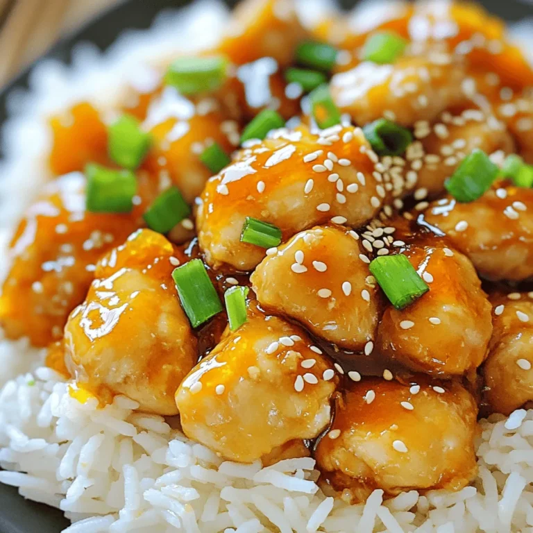 To make this tasty orange chicken, you need just four simple ingredients: - 1 pound boneless, skinless chicken thighs, cut into bite-sized pieces - 1 cup orange marmalade - 1/4 cup soy sauce - 2 tablespoons cornstarch mixed with 2 tablespoons cold water (this makes a slurry to thicken the sauce) These ingredients work together to create a sweet and zesty flavor that pairs perfectly with the chicken. For the best results, I recommend specific brands. For orange marmalade, try Smucker's or Bonne Maman. They have a rich flavor that shines in the dish. For soy sauce, Kikkoman is a great choice. It adds depth to the sauce. Use a pure cornstarch brand like Argo for the best thickening results. These brands make a noticeable difference in taste. While the orange chicken tastes great on its own, you can add fun garnishes. Consider topping your dish with: - Sesame seeds for crunch - Chopped green onions for freshness - Fresh cilantro for an herbaceous kick These garnishes not only enhance the look but also the flavor of your meal. Enjoy your cooking adventure! Start by cutting the chicken thighs into bite-sized pieces. This helps them cook evenly. Heat a splash of oil in a large skillet over medium-high heat. Once the oil is hot, add the chicken pieces. Cook them for about 5 to 7 minutes until they turn golden brown. Make sure to stir them often. This step ensures all sides get nice and cooked. In a separate bowl, mix the orange marmalade and soy sauce. Stir them together until they blend well. This mixture brings a sweet and savory taste to the dish. It is also the key to making your chicken flavorful. Set the sauce aside for now; you will add it to the chicken soon. Once the chicken is golden and cooked, it’s time to add the sauce. Pour the orange sauce over the chicken in the skillet. Stir it well to coat all the pieces. Bring the sauce to a simmer. Now, add the cornstarch slurry slowly. Stir constantly for about 2 to 3 minutes. This will make the sauce thick and glossy. After it thickens, remove it from the heat. Let it sit for a minute before serving. You can find the full recipe [here]. I prefer using a skillet for this dish. A skillet cooks the chicken quickly and evenly. You get a nice, golden brown color. The high heat helps the sauce stick well to the chicken. If you use an oven, the chicken may not get as crispy. A baking dish is better for slow-cooked meals. For orange chicken, stick to the skillet for the best taste. To prevent overcooking, keep an eye on the chicken’s color. Cook it until it turns golden brown. This usually takes about 5-7 minutes. Use a meat thermometer if you want to be sure. The chicken should reach 165°F (75°C) inside. If you cook it too long, it will become dry. Remember, it’s better to undercook slightly than overcook. One common mistake is not cutting the chicken evenly. If the pieces are different sizes, some will cook faster. Always cut the chicken into bite-sized pieces to keep cooking times the same. Another mistake is adding the cornstarch slurry too fast. If you pour it in all at once, the sauce may clump. Stir it in gradually for a smooth texture. For more tips, check out the Full Recipe. {{image_2}} You can add vegetables to your orange chicken for more taste and nutrition. Bell peppers, snap peas, and broccoli work well. Cut them into small pieces, so they cook fast. Add them to the skillet when the chicken is almost done. Stir them in and cook for about three minutes. This adds color and crunch to your dish. If you want a change, try using tofu or shrimp. Both options absorb the orange sauce well. For tofu, use firm or extra-firm types. Cut it into cubes and sauté until golden. For shrimp, use large, peeled shrimp. Cook them until they are pink and tender. Both options make the meal quick and easy. You can make your orange chicken spicy if you like heat. Add red pepper flakes to the orange sauce mix. Start with a small amount, like a pinch. Taste it before adding more. You can also use sriracha or chili paste for extra flavor. Adjust it to your taste, and your meal will be just right! Store leftover orange chicken in an airtight container. Keep it in the fridge. It stays fresh for up to three days. Make sure the chicken cools down before sealing it. This way, it won’t steam and get soggy. For the best taste, reheat the chicken gently. You can use a skillet on low heat. Stir often to warm it evenly. If you prefer the microwave, heat in short bursts. Check every 30 seconds to avoid overcooking. You can freeze orange chicken for up to three months. Use a freezer-safe bag or container. Remove as much air as you can before sealing. When you're ready to eat, thaw it in the fridge overnight. Then, reheat as mentioned above. This keeps the chicken tasty and safe to eat. For the full recipe, check out the earlier section. Yes, you can make Four Ingredient Orange Chicken ahead of time. This dish keeps well in the fridge for up to three days. To prepare, cook the chicken and sauce as directed. Then, let it cool before storing in an airtight container. When you're ready to eat, just reheat it on the stove or in the microwave. This helps save time on busy days. You can serve Orange Chicken with many tasty sides. Here are some great options: - Steamed jasmine rice - Fluffy white rice - Fried rice with veggies - Crispy stir-fried vegetables - A fresh green salad These sides balance the sweet and zesty flavor of the chicken. They also add color and nutrition to your meal. Yes, you can make Orange Chicken gluten-free. Simply swap regular soy sauce for gluten-free soy sauce or tamari. This keeps the dish flavorful without gluten. Always check the labels to ensure your ingredients are gluten-free. You can enjoy this dish without worry! For the full recipe, check out the detailed instructions above. Orange chicken can be simple and fun to make. We explored the key ingredients, like the four main ones, and discussed the best brands for great flavor. You learned step-by-step cooking methods and key tips to avoid mistakes. Variations let you add your touch, like swapping proteins or adding veggies. Don’t forget how to store and reheat leftovers. With these insights, you can make a tasty feast that everyone will love. Enjoy your cooking adventure and make it your own!