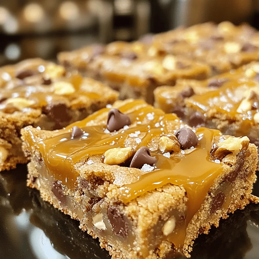 To make Knock-You-Naked Cookie Bars, you'll need these key ingredients: - 1 cup unsalted butter, softened - 1 cup brown sugar, packed - 1/2 cup granulated sugar - 2 large eggs - 1 tablespoon vanilla extract - 2 1/2 cups all-purpose flour - 1 teaspoon baking soda - 1 teaspoon salt - 2 cups milk chocolate chips - 1 cup caramel sauce (store-bought or homemade) - Sea salt for garnish These ingredients come together to create rich, gooey bars that everyone loves. If you want to enhance the taste, consider adding: - 1 cup chopped walnuts - A pinch of cinnamon - A splash of almond extract These optional ingredients can give your cookie bars a special twist. You can swap some ingredients if needed: - Use margarine instead of butter for a dairy-free option. - Replace brown sugar with coconut sugar for a healthier choice. - Use dark chocolate chips if you prefer a richer flavor. - For gluten-free bars, try a 1:1 gluten-free flour blend. These substitutions ensure everyone can enjoy these delicious treats. For the full recipe, check the details above. To start, gather your ingredients. You will need: - 1 cup unsalted butter, softened - 1 cup brown sugar, packed - 1/2 cup granulated sugar - 2 large eggs - 1 tablespoon vanilla extract - 2 1/2 cups all-purpose flour - 1 teaspoon baking soda - 1 teaspoon salt - 2 cups milk chocolate chips - 1 cup chopped walnuts (optional) - 1 cup caramel sauce (store-bought or homemade) - Sea salt for garnish Now, preheat your oven to 350°F (175°C). Grease a 9x13-inch baking dish or line it with parchment paper. This step helps with easy removal later. In a large bowl, cream the softened butter, brown sugar, and granulated sugar. Do this until it is light and fluffy, which takes about 3-4 minutes. Then, add the eggs one at a time, mixing well after each addition. Stir in the vanilla extract until combined. Next, in another bowl, whisk the flour, baking soda, and salt. Gradually mix the dry ingredients into the wet ingredients until just combined. Then, fold in the milk chocolate chips and nuts if you want them. Spread half of the cookie dough evenly in your prepared dish. Press it down gently. Drizzle half of the caramel sauce over this layer, spreading it out a bit. Now, spoon the remaining dough over the caramel layer. Carefully spread it out to cover the caramel. Place the dish in the oven and bake for 25-30 minutes. You know it’s done when the edges turn golden brown. A toothpick inserted in the center should come out with a few moist crumbs. After baking, allow the cookie bars to cool in the pan for at least 10 minutes. This helps them set. Once cooled, drizzle the remaining caramel sauce on top. Sprinkle sea salt for an added flavor boost. Now, cut the bars into squares or rectangles. These bars are great for sharing at parties or enjoying as a sweet treat at home. For the full recipe, check out the detailed steps above. When baking Knock-You-Naked Cookie Bars, avoid overmixing the dough. Overmixing can lead to tough bars. Mix just until the flour disappears. Another mistake is using cold butter. Always use softened butter for the right texture. If you skip preheating the oven, your bars may bake unevenly. Always check your oven temperature with a thermometer for accuracy. To get the best texture, use the right flour. All-purpose flour works well. Do not pack it tightly when measuring. This can make your bars dense. For a chewy texture, bake them until the edges are golden. A toothpick should come out with a few moist crumbs. Letting them cool in the pan will help them set properly. You can boost the flavor of your cookie bars with simple swaps. For a richer taste, try using dark brown sugar instead of light brown sugar. Adding a pinch of espresso powder can enhance the chocolate flavor too. Consider mixing in a bit of sea salt on top for a sweet and salty kick. Lastly, feel free to add in extras like toffee bits or crushed pretzels for added crunch and flavor. For the full recipe, check the detailed ingredients and instructions above. {{image_2}} You can change the type of chocolate in these bars. Try dark chocolate for a richer taste. White chocolate adds a sweet, creamy layer to your bars. If you love mint, use mint chocolate chips for a fresh twist. Mix different types of chocolate. This adds depth and fun to each bite. If you need a nut-free treat, just leave out the walnuts. The bars still taste great without them. For gluten-free options, swap all-purpose flour with gluten-free flour. Check the label to ensure it works for baking. This way, everyone can enjoy these bars, no matter their diet. Get creative with seasonal flavors! In fall, add pumpkin spice to the dough. For spring, mix in chopped fruits like strawberries or cherries. In summer, consider adding coconut flakes. These small changes can make your cookie bars unique. Each season brings a chance to try new flavors and ideas. To keep your Knock-You-Naked cookie bars fresh, store them in an airtight container. You can stack them in layers with parchment paper in between. This prevents sticking and keeps them soft. Place the container in a cool, dry place. They can last about a week at room temperature. For longer storage, the fridge is a great option. Freezing is easy and keeps cookie bars tasty for later. First, let the bars cool completely. Then, cut them into squares. Wrap each square in plastic wrap. Place the wrapped bars in a freezer bag or container. Press out the air before sealing. These can freeze well for up to three months. When you want one, just thaw it at room temperature. If you enjoy warm cookie bars, reheating is simple. Preheat your oven to 350°F (175°C). Place the bars on a baking sheet. Heat them for about 5-10 minutes. This makes them soft and gooey again. You can also use the microwave. Just heat each square for about 10-15 seconds. Enjoy them warm with a drizzle of extra caramel sauce if you like! Knock-You-Naked Cookie Bars are soft, rich, and chewy cookie bars. They combine layers of cookie dough and gooey caramel. You can add milk chocolate chips and nuts for extra flavor. They taste amazing warm or cool. The name comes from their deliciousness that can surprise you. These cookie bars can last up to five days when stored properly. Keep them in an airtight container at room temperature. If you want them to last longer, you can refrigerate them. Just remember to bring them back to room temperature before serving for the best taste. Yes, you can make these cookie bars ahead of time. Prepare the dough and store it in the fridge for up to 24 hours. You can also bake them and store them once cooled. This way, you have a sweet treat ready to go when you need it. You can serve Knock-You-Naked Cookie Bars in many fun ways. Try adding a scoop of vanilla ice cream on top. Drizzle more caramel on each piece for a sweet touch. You can also sprinkle some sea salt for a nice contrast. Share them at parties or keep them for a cozy night in. They are always a hit! This blog post covered the key ingredients and easy steps to make cookie bars. We discussed essential items and tasty options for flavor. I shared tips to avoid mistakes and perfect your bars. We also explored fun variations and how to store them well. Now, you can confidently bake your own delicious cookie bars and impress everyone. Enjoy your baking adventure!