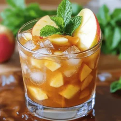- 2 ounces bourbon - 1 ounce apple butter - 3/4 ounce fresh lemon juice - 1/2 ounce maple syrup - 6 fresh mint leaves - Ice cubes - Apple slices and mint sprigs for garnish To make a great Apple Butter Bourbon Smash, you need fresh ingredients. Each item plays a key role in the drink. The bourbon gives warmth. The apple butter adds sweetness and depth. Fresh lemon juice brightens the flavor. Maple syrup gives a hint of earthiness. Mint leaves add a refreshing note. Ice cubes chill the drink and keep it crisp. Finally, apple slices and mint sprigs make lovely garnishes. - Alternative spirits: You can swap bourbon for rye whiskey or spiced rum. Each spirit brings its own unique flavor. - Different sweeteners: If you prefer, use honey or agave syrup instead of maple syrup. These can change the taste a bit. - Seasonal fruit options: Use other fruits like pears or cranberries. They work well with the apple butter and add a fun twist. Feel free to experiment with these substitutions to suit your taste. Remember, cooking is all about discovering what you love! For the full recipe, check out the section above. 1. Muddling the mint leaves: Start by taking six fresh mint leaves. Place them in a cocktail shaker. Add half an ounce of maple syrup. Use a muddler or the back of a spoon to press down gently. This helps release the mint's fresh aroma and flavor. Be careful not to tear the leaves too much. 2. Mixing the ingredients in the shaker: Next, add two ounces of bourbon, one ounce of apple butter, and three-quarters of an ounce of fresh lemon juice to the shaker. Each ingredient adds a unique taste. The bourbon gives warmth, the apple butter adds sweetness, and the lemon juice brings brightness. 3. Shaking the cocktail for optimal chill: Fill the shaker with ice cubes. Seal it tightly and shake vigorously for about fifteen seconds. This step chills the drink and mixes all the flavors well. You want it nice and cold for that perfect sip. - Glassware recommendations: I love using a rocks glass for this cocktail. It allows you to enjoy the drink's beautiful color and makes it easy to sip. - Ice options: You can use regular ice cubes or larger ice spheres. Larger ice melts slower, keeping your drink cold longer without dilution. - Garnishing tips: For a lovely touch, garnish your cocktail with thin apple slices and a sprig of mint. This not only looks pretty but also adds to the drink's scent and flavor. You can find the full recipe for Apple Butter Bourbon Smash Cocktails in the earlier section. Enjoy making this delightful drink! To make a great Apple Butter Bourbon Smash, start with muddling. Muddling is a key step. Place mint leaves in your shaker. Add maple syrup and press gently. This releases the mint's fresh scent and taste. Don't over-muddle, or you’ll get a bitter flavor. Next, balance your sweet and sour. The apple butter brings sweetness, while fresh lemon juice adds a nice tartness. This mix makes each sip refreshing. Adjust the lemon juice to your taste. If it’s too sweet, add more lemon juice. Choosing a good bourbon is also crucial. Look for bourbon with a smooth taste. A higher-quality bourbon enhances the drink. It adds depth and warmth to your cocktail. Many people make a few common mistakes. One mistake is over-muddling the mint. This can ruin your drink's taste. Always muddle just enough to release the flavor. Another mistake is incorrect measuring of ingredients. Too much or too little can change the drink. Use a jigger for precise measurements. This ensures you get the right balance every time. Finally, don’t skip the chilling step. Shaking your drink with ice cools it down. A warm cocktail isn't pleasant. Always shake until well chilled for the best flavor. For the full recipe, check out the [Full Recipe]. {{image_2}} You can easily change the taste of your Apple Butter Bourbon Smash. Adding seasonal fruits can make it special. Try pear or cranberry for a twist. Both fruits add a fresh flavor that pairs well with bourbon. You can also play with herbs. Instead of mint, use basil or thyme. Each herb brings its own charm. Basil adds a sweet and peppery taste, while thyme gives a nice earthy note. Just a few leaves can change the whole drink. Want a chillier drink? Make a frosty apple butter bourbon smash. Blend the ingredients with ice until smooth. This gives you a slushy texture that’s great for hot days. You can enjoy it by the pool or at a summer party. If you want a non-alcoholic version, try an apple butter bourbon smash mocktail. Just skip the bourbon and use extra apple juice or ginger ale instead. This drink remains flavorful and fun for everyone. You can find the full recipe for both versions in the main article. How to store apple butter Apple butter is best stored in the fridge. Place it in a clean jar. Make sure to close it tight. It can last up to two weeks. If you want it to last longer, freeze it. Use an airtight container for freezing. It can stay good for up to six months in the freezer. Keeping mint fresh To keep mint fresh, you can store it in water. Place the mint stems in a glass of water. Cover the leaves with a plastic bag. This keeps the mint moist. You can also wrap the mint in a damp paper towel. Place it in a plastic bag and store it in the fridge. This helps it stay fresh for about a week. Can you prepare in advance? Yes, you can mix the cocktail in advance. But it’s best to add ice just before serving. If you mix it too early, the ice will melt and water it down. To save time, you can muddle the mint and add the other ingredients. Store the mix in the fridge until you are ready to serve. How to best store mixed cocktail If you have leftover mixed cocktail, store it in the fridge. Use an airtight container to keep it fresh. It is best to drink it within one day. After that, the flavors may change. If you want to make it last, don’t add ice until you serve it. For more details about how to make this drink, check the Full Recipe. What is apple butter, and where can I find it? Apple butter is a thick spread made from slow-cooked apples. It has a rich, sweet flavor. You can find it in stores near jams and jellies. Many local farmers' markets sell homemade apple butter, too. Can I make this cocktail without bourbon? Yes, you can swap bourbon for another spirit. Try using rum or whiskey for a twist. You can also use non-alcoholic options like apple cider for a fun mocktail. How can I adjust the sweetness of my cocktail? To change the sweetness, add more or less maple syrup. You can also alter the amount of apple butter. If it's too sweet, add a splash of lemon juice for balance. What should I pair with this cocktail? This cocktail pairs well with cheese and charcuterie boards. Try sharp cheddar or salty prosciutto. You can also enjoy it with apple pie or cinnamon pastries for a cozy dessert. How does the flavor profile change when using different ingredients? Using different spirits will change the taste. For instance, rum adds a tropical flair, while gin brings herbal notes. Different sweeteners, like honey, can add unique flavors, too. Each choice gives the cocktail its own personality. This blog post covered how to make a delicious Apple Butter Bourbon Smash. We looked at key ingredients, preparation steps, and serving tips. I also shared common mistakes to avoid and ways to store ingredients. In my view, using fresh ingredients is vital for the best flavor. This drink is easy to customize, so feel free to experiment. Enjoy making your drink and impress your friends with your skills!