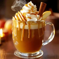 To create this flavorful drink, gather these ingredients: - 4 cups apple cider - 2 medium apples, diced (preferably honeycrisp or fuji) - 1/4 cup brown sugar - 1 cinnamon stick - 1 teaspoon ground cinnamon - 1/4 teaspoon ground nutmeg - 1 tablespoon vanilla extract - 1/2 cup caramel sauce (store-bought or homemade) - Whipped cream for topping (optional) - Sliced apples and cinnamon sticks for garnish For the best flavor, I recommend using honeycrisp or fuji apples. These apples are sweet and crisp. If you want a tart taste, consider using granny smith apples. They add a nice balance. You can also mix different types of apples for a more complex flavor. Try pink lady or gala apples for a unique twist. Toppings can take your cider to the next level. I love adding whipped cream on top for a creamy finish. For a fun and pretty look, slice fresh apples and add them to your mug. A cinnamon stick makes a great stirrer and adds a lovely aroma. You can also drizzle extra caramel sauce on top for more sweetness. These small touches make your cider feel special. To start, gather your ingredients. You will need apple cider, diced apples, brown sugar, a cinnamon stick, ground cinnamon, nutmeg, vanilla extract, caramel sauce, and whipped cream for topping. 1. Pour the apple cider into a large saucepan. Set it over medium heat. 2. Add in the diced apples, brown sugar, cinnamon stick, ground cinnamon, and nutmeg. 3. Stir everything well and bring it to a gentle simmer. Let it simmer for about 15 to 20 minutes. This helps the flavors blend and the apples soften. 4. Once done, remove it from the heat. Stir in the vanilla extract to add depth. 5. Strain the cider using a fine mesh strainer into a pitcher or bowl. Discard the solid bits. 6. If you want, warm the cider again until it is just hot. 7. As you serve, drizzle caramel sauce into each mug or glass before pouring the cider over it. 8. If you like, top with whipped cream. Garnish with a slice of apple and a cinnamon stick for a lovely touch. Simmering is key to a rich flavor. Keep these tips in mind: - Use a medium heat. Too high can burn the cider. - Stir occasionally to mix the flavors well. - Let the cider simmer long enough. This allows the spices to infuse. - Taste as you cook. Adjust sweetness if needed. Add more brown sugar or caramel for extra sweetness. Presentation makes a difference. Here are some easy ideas to serve your cider: - Use clear mugs or glasses to show off the cider's color. - Drizzle extra caramel on top of the whipped cream for a sweet touch. - Add a slice of apple or a cinnamon stick in each glass for flair. - Serve with warm cinnamon rolls or apple pie for a cozy treat. This recipe, Apple Cinnamon Caramel Cider, is a perfect drink for fall. Enjoy its warm flavors and share it with friends! To make the best apple cinnamon caramel cider, focus on quality ingredients. Fresh apple cider enhances taste. You want a blend of sweet and tart apples. Honeycrisp and Fuji are my favorites. They give a great balance. Always simmer the cider gently. This helps the flavors mix well. Let it simmer for at least 15 minutes. This is key for softening the apples and blending the spices. Use a fine mesh strainer to remove solids. This keeps your cider smooth. You can add spices to boost flavor. Consider using allspice or cloves for a warm touch. A pinch of ginger can add a nice kick. When it comes to sweeteners, brown sugar is perfect. It adds depth. You can experiment with maple syrup for a unique twist. If you like it sweeter, add more caramel. Drizzle it into each serving. This makes the cider rich and decadent. Overcooking your cider can lead to a bitter taste. Keep an eye on the heat. Avoid using too many spices. They can overpower the natural apple flavor. Don't skip the straining step; it makes a big difference. Leaving solids can make the cider gritty. Lastly, remember to taste as you go. Adjust sweetness and spice to suit your preference. Following these tips will help you create a delicious drink. Enjoy every sip of your homemade cider! For the Full Recipe, check above. {{image_2}} You can easily change the drink to fit your mood. For a spiked version, add alcohol. A splash of rum or bourbon works well. Just mix it in right before serving. If you prefer a non-spiked drink, stick to the original recipe. It’s tasty on its own, and everyone will love it! Fall flavors shine bright in this drink. You might want to try a pumpkin spice twist. Just add 1 teaspoon of pumpkin pie spice to your mix. This gives a warm, cozy vibe. You can also try adding a splash of maple syrup. It adds a rich sweetness that matches the cider perfectly. If you're looking for lighter options, swap some ingredients. Use less brown sugar or a sugar substitute. You can also try using fresh-pressed apple juice instead of cider. For a vegan option, skip the whipped cream or use a plant-based version. These changes still keep the drink delicious while making it healthier. Remember to check the Full Recipe for all the details on how to make this fantastic drink! To keep your leftover cider fresh, pour it into an airtight container. Glass jars or plastic bottles work well. Make sure to leave some space at the top. This allows for expansion if the cider freezes. Seal the lid tightly to keep out air. Store the container in your fridge. It stays good for up to a week. When reheating cider, do it gently. Pour the cider into a saucepan. Heat it on low to medium heat. Stir it often to avoid burning. You want it warm, not boiling. If you have added whipped cream, wait to add it until after reheating. This keeps it light and fluffy. Your cider can last in the fridge for about five to seven days. For longer storage, you can freeze it. Pour the cider into freezer-safe containers. Leave some space at the top for expansion. When you’re ready to use it, thaw it in the fridge overnight. Reheat it and enjoy. You can also add fresh spices or caramel when serving. This gives it a fresh twist. Apple cider has many health benefits. It contains antioxidants that help fight free radicals. These antioxidants can support your immune system. The fiber in apples aids digestion, keeping your gut healthy. Drinking apple cider can also help lower cholesterol levels. Plus, it may help regulate blood sugar, making it a good choice for many. Yes, you can easily make Apple Cinnamon Caramel Cider in a slow cooker. Just combine all ingredients in the slow cooker. Set it on low and let it cook for about 4 to 6 hours. This method makes the flavors even richer. You get a warm, cozy drink ready to enjoy. You can find ready-made Apple Cinnamon Caramel Cider at many grocery stores. Check the seasonal drink section or the cider aisle. Some local farms may also sell fresh apple cider. If you want a quick option, many coffee shops offer similar drinks. To adjust sweetness, you can add more brown sugar or caramel sauce. Start with a small amount and taste as you go. You can also use honey or maple syrup for a different flavor. If the cider is too sweet, add a bit more apple cider or water to balance it. For the full recipe, check the details above. This post covered making delicious Apple Cinnamon Caramel Cider. We discussed the best ingredients, including types of apples and optional toppings. I gave step-by-step cooking instructions to help you get great results every time. We explored tips and tricks for flavor and common mistakes to avoid. You learned about variations and ways to store any leftovers. Now, you’re ready to impress your friends with this warm drink. Enjoy your cider-making journey!