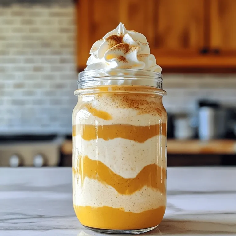 To make your own pumpkin coffee creamer, you need a few key ingredients. Here’s what you’ll need: - Heavy cream or coconut cream - Milk or almond milk - Pure pumpkin puree - Maple syrup or honey - Vanilla extract - Pumpkin pie spice or spice mix - Salt Using heavy cream gives a rich flavor, while coconut cream offers a dairy-free choice. Milk or almond milk can lighten the texture. Pure pumpkin puree adds that classic fall taste. Sweeteners like maple syrup or honey bring in a lovely sweetness. Vanilla extract enhances the flavors, while pumpkin pie spice adds warmth. A pinch of salt balances everything. This blend creates a smooth, tasty creamer that transforms your coffee. With only a few steps, you can enjoy a delightful drink. For the full recipe, check the section above. 1. Heating the cream and milk Start by taking a medium saucepan. Add one cup of heavy cream and one cup of milk. You can also use coconut cream and almond milk if you prefer. Heat the mixture over medium-low heat. Stir it occasionally. You want it warm, but do not let it boil. 2. Mixing in pumpkin and spices Once the cream and milk are warm, whisk in half a cup of pure pumpkin puree. Next, add a quarter cup of maple syrup or honey for sweetness. Then, stir in one teaspoon of vanilla extract and one teaspoon of pumpkin pie spice. Don’t forget a pinch of salt! Mix it all well until smooth. 3. Cooking time and consistency Continue to heat the mixture while stirring frequently. Let it cook for about five minutes. You will notice it thickens slightly. This step brings out the rich flavors! 4. Cooling and storage After five minutes, remove the saucepan from the heat. Let the creamer cool for a few minutes. Once cool, pour the mixture into a clean mason jar or an airtight container. You can store your pumpkin coffee creamer in the fridge. It will last up to one week. Remember to shake it well before using, as the ingredients may separate. For the full recipe, refer to the recipe section above. Enjoy making your own pumpkin coffee creamer! - Using different sweeteners: You can swap maple syrup for agave nectar or stevia. Each sweetener adds a unique touch to your creamer. Experiment to find your favorite! - Adding additional spices: Try adding a dash of nutmeg or a hint of clove. These spices will enhance the warm flavors of your pumpkin coffee creamer. You can even mix in a bit of cocoa powder for a chocolate twist! - Making it dairy-free: If you want a dairy-free version, use coconut cream and almond milk. This keeps the rich taste and makes it suitable for all diets. The coconut adds a lovely flavor that pairs well with pumpkin. - Serving ideas: Pour the creamer into a clear glass for a beautiful look. You can layer it with coffee to show the colors. This simple touch makes your drink feel special. - Whipped cream topping: Add a generous dollop of whipped cream on top of your coffee. It gives a nice texture and looks great. You can sprinkle some pumpkin pie spice on the cream for extra flair. - Garnishes: Use a cinnamon stick as a stirrer for your coffee. It adds a lovely aroma and a hint of spice. You can also add a few pumpkin seeds on top for crunch and color. This makes your drink fun and festive! Try these tips to make your DIY pumpkin coffee creamer truly special. You can enjoy the rich flavors while impressing your friends and family. For the full recipe, refer above and start creating your delicious coffee experience! {{image_2}} You can switch up your pumpkin coffee creamer for the holidays. Try adding flavors like gingerbread or peppermint. A splash of nutmeg can add warmth. For a fun twist, make an iced version. Blend your creamer with ice and coffee for a cool treat. You can enjoy it all year! If you need a lactose-free option, use almond milk or oat milk. These options taste great and add a nice flavor. For nut-free choices, soy milk works well, too. You can even use coconut cream for a rich, creamy texture. Each milk makes the creamer unique, so feel free to experiment and find your favorite mix! For the full recipe, check out the instructions provided above. To store the creamer, first, let it cool down. You can use a clean mason jar or any airtight container. Make sure to seal it well. The pumpkin coffee creamer stays fresh in the fridge for about one week. Remember to shake it well before each use. This helps mix the ingredients, as they may separate over time. Yes, you can freeze pumpkin coffee creamer! This is a great way to keep it longer. Pour it into an ice cube tray for easy use. Once frozen, transfer the cubes to a freezer bag. When you want to use it, just take out the number of cubes you need. Thaw the cubes in the fridge overnight before using. If you need it fast, you can microwave them for a few seconds. Just make sure you check and stir often. Enjoy your creamy coffee even when you freeze it! How long does homemade pumpkin coffee creamer last? Homemade pumpkin coffee creamer lasts about one week in the fridge. Store it in a clean mason jar or airtight container. Always shake it well before using. The ingredients can separate when sitting. Can I use a sugar alternative? Yes, you can use a sugar alternative! Options like stevia, monk fruit, or agave syrup work well. Adjust the amount to fit your taste. Just remember that these may change the flavor slightly. Is this recipe suitable for vegan diets? This recipe can be made vegan. Simply swap heavy cream for coconut cream and use almond milk. You can also replace maple syrup with agave syrup. This way, you can enjoy the creamy pumpkin flavor without dairy. For the full recipe, check out the detailed instructions above. This blog post covered making pumpkin coffee creamer, from the ingredients to storage. You learned about using fresh pumpkin, sweeteners, and different milk types. I shared tips on flavor, serving, and how to store your creamer well. Final thoughts: Homemade pumpkin coffee creamer adds a fun fall twist to your coffee. Try it out and enjoy your cozy drinks!