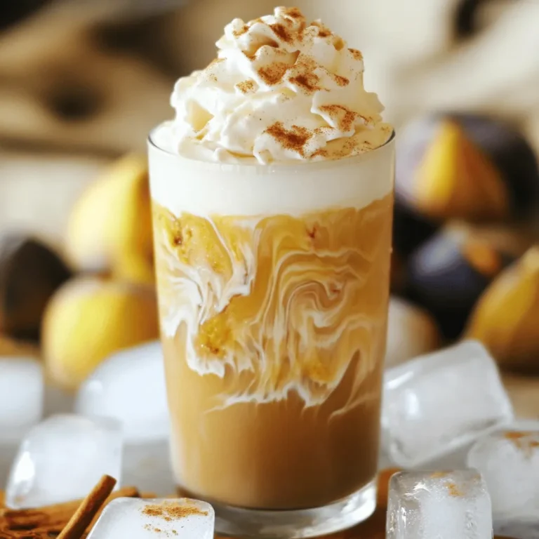 To make a Vanilla Fig Iced Latte, you need some simple ingredients. Each one brings its own charm to this drink. Here’s what you will need: - 1 cup brewed espresso or strong coffee, cooled - 1 cup milk (dairy or plant-based) - 2 tablespoons vanilla syrup - 4-5 fresh figs, chopped - Ice cubes - Whipped cream (optional, for topping) - A pinch of cinnamon (for garnish) Each ingredient plays a key role. The brewed coffee gives a rich base. The milk adds creaminess. Vanilla syrup gives sweetness, and fresh figs bring a unique flavor. Ice cubes make it refreshing. You can add whipped cream for a treat, and cinnamon adds warmth. This combination makes a delightful drink that feels special. For the full recipe, check out the details above. To start, you’ll need fresh figs. Take about four to five figs and chop them up. In a small saucepan, add the chopped figs with one tablespoon of water. Use low heat to cook them. Stir occasionally for about five minutes. You’ll see the figs get soft and turn into a thick puree. Once done, remove it from the heat and let it cool. This fig puree adds a sweet and fruity touch to your latte. Next, brew one cup of espresso or strong coffee. You want it to be rich and bold. After brewing, let the coffee cool to room temperature. This step is key because hot coffee can melt your ice too quickly. A strong brew will hold its flavor well in the iced latte. Now, grab a tall glass. Start by adding two tablespoons of vanilla syrup to the bottom. Then, spoon in the fig puree, saving a little for later if you want to garnish. Pour the cooled coffee over the syrup and puree, then stir gently. Next, fill the glass with ice cubes. Finally, pour in one cup of your choice of milk. Give it one last stir to mix everything together. If you like, top with whipped cream and drizzle the reserved fig puree on top. A sprinkle of cinnamon makes it even better. This Vanilla Fig Iced Latte is a delicious treat that combines sweet figs and smooth coffee for a refreshing drink. For the complete details, check out the Full Recipe. To make the fig puree, start with ripe figs. Fresh figs give the best taste. Chop them into small pieces. Use a small saucepan and add 1 tablespoon of water. Heat on low for about five minutes. Stir often until the figs become soft. They should break down easily. Let the puree cool before using it for your latte. This step adds a nice thickness and flavor. You can use any milk you like for your iced latte. Dairy milk works well, but plant-based options are great too. Almond milk adds a nutty taste. Oat milk gives a creamy texture. Coconut milk offers a tropical twist. Choose what you enjoy most. Remember, the milk should be cold to keep your iced latte refreshing. Serve your Vanilla Fig Iced Latte in a tall glass. Fill it with ice cubes first. Pour in the mixed coffee and milk. Top it with whipped cream if you want a treat. Drizzle some of that reserved fig puree on top. A sprinkle of cinnamon can add a fun touch. Enjoy your drink right away. It’s a perfect treat for warm days. For the complete recipe, check out the Full Recipe. {{image_2}} You can easily make a dairy-free version of the Vanilla Fig Iced Latte. Use almond milk, oat milk, or coconut milk instead of regular milk. These options add a nice flavor and texture. They also keep your drink creamy and delicious. Just choose your favorite plant-based milk for a tasty twist. If you want to change the sweetness, there are many options. You can use honey, maple syrup, or agave nectar instead of vanilla syrup. Each sweetener adds a different flavor. You can even try a sugar-free syrup if you're watching your sugar intake. Feel free to adjust the amounts to match your taste. To spice up your latte, add extra flavors! A bit of cocoa powder can give it a chocolatey touch. If you like spices, try adding a dash of nutmeg or cardamom. You can also mix in a splash of vanilla extract for a richer vanilla taste. Get creative and make the drink your own! Fig puree is easy to store. After making it, let it cool first. Then, place it in a clean jar. Seal it tightly to keep out air. You can store it in the fridge for up to one week. If you want to keep it longer, freeze it. Pour the puree into ice cube trays for easy use later. Just pop out a cube whenever you need some for a drink or dessert. If you have extra brewed coffee, you can save it too. Let it cool to room temperature. Then, pour it into a clean container. Seal it well. Store it in the fridge for up to three days. When you’re ready to use it, just give it a stir. Cold coffee works great in an iced latte. To keep your ingredients fresh, follow these tips: - Store figs in the fridge. They last about three to five days. - Keep milk sealed and cold. Check the date on the carton. - Store vanilla syrup in a cool, dark place. It lasts a long time if sealed. - Make sure ice cubes stay in the freezer until needed. These practices help keep your ingredients tasty and ready for your Vanilla Fig Iced Latte. For more details, check the Full Recipe. If you can't find fresh figs, try using dried figs. They have a sweet taste and work well. You can also use dates or prunes for a similar flavor. If you want a different taste, mashed bananas or applesauce can add sweetness. To make the Vanilla Fig Iced Latte vegan, choose plant-based milk. Almond, soy, or oat milk are great options. Use a vegan vanilla syrup to replace regular syrup. This way, you keep the flavor while making it vegan-friendly. Yes, you can use instant coffee. Mix two teaspoons of instant coffee with hot water. Let it cool before mixing it with the other ingredients. Keep in mind that brewed coffee has a richer flavor than instant coffee. Absolutely! Just multiply the ingredients. Mix your fig puree and coffee in a larger pitcher. Keep everything chilled until you are ready to serve. If you like your iced latte sweeter, add more vanilla syrup. You can also try using honey or agave syrup for a different sweetness. Taste as you go to find the perfect balance. Yes! The Vanilla Fig Iced Latte is perfect for warm days. It's refreshing and light, making it a great choice for summer sipping. The ice cubes keep it chilled, and the flavors are bright and lively. If you have leftover fig puree, place it in a sealed container. Store it in the fridge for up to three days. For leftover iced latte, it’s best to drink it fresh. The ice will melt and dilute the flavors over time. Yes, you can mix in other flavors. Try adding a splash of caramel or hazelnut syrup. You can even add a few drops of almond extract for a unique twist. Experiment to find your favorite combinations. In this article, we covered how to make a delicious iced latte with figs. We went through each ingredient, from brewed coffee to vanilla syrup. You learned how to make fig puree and brew the perfect coffee. Tips on milk choices and serving made it easy to customize. Remember, you can play with flavors and storage options too. Try this recipe to enjoy a unique twist on your usual iced latte. Your taste buds will thank you!