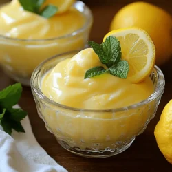 - 1 cup fresh lemon juice (about 4-5 lemons) - Zest of 2 lemons - 1 cup granulated sugar - 2 cups heavy cream - 1 cup Greek yogurt - 1 tablespoon vanilla extract - 1/4 teaspoon salt - Fresh mint leaves, for garnish - Lemon slices, for garnish Gathering your ingredients is key to a smooth cooking process. Fresh lemon juice gives the best flavor, so I recommend using real lemons. The zest adds a bright touch, enhancing the lemony taste. Don’t skip the granulated sugar; it balances the tartness of the lemons. Heavy cream is crucial for that rich, smooth texture. Greek yogurt adds creaminess and a slight tang. The vanilla extract rounds out the flavors, while a pinch of salt helps everything shine. When you have your ingredients ready, it’s time to start mixing. I love using fresh mint leaves and lemon slices for garnish. They make the dessert look fancy and add extra flavor. Plus, they make a great presentation when served in clear bowls. Enjoy the process of creating this delightful treat! Mixing the Base Ingredients Start by taking a large mixing bowl. Combine 1 cup of fresh lemon juice, the zest of 2 lemons, and 1 cup of granulated sugar. Stir this mixture until the sugar dissolves completely. This mixture will give your dessert a bright, zesty flavor. Whipping Cream to Soft Peaks In a separate bowl, pour in 2 cups of heavy cream. Use a hand mixer or a whisk to whip the cream until you see soft peaks form. This takes about 3-5 minutes. Be careful not to whip too much. You want the cream to be soft, not stiff. Folding Techniques for Creamy Texture Next, take another bowl and mix 1 cup of Greek yogurt, 1 tablespoon of vanilla extract, and 1/4 teaspoon of salt. Stir until smooth. Now, gently fold the lemon-sugar mixture into the whipped cream. Do this until just combined. After that, fold in the Greek yogurt mixture until it is all smooth and creamy. Total Time Breakdown The total time for this recipe is 2 hours and 15 minutes. You will spend about 15 minutes on prep work. Most of the time is for chilling. Timing for Refrigeration After mixing, spoon the lemon mixture into serving bowls. Cover each bowl and place them in the fridge. Let them chill for at least 2 hours. This step is key for the dessert to set properly. Ideal Serving Temperature Serve your lemon dessert cold. This refreshing chill enhances its bright flavor. Presentation Tips for Appeal Use clear glass bowls to show off the dessert’s lovely color. For a nice touch, add a slice of lemon on the rim of each bowl. Top each portion with fresh mint leaves for a pop of color and freshness. How to Balance Tartness If your lemon dessert tastes too tart, don't worry. You can balance it with more sugar. Start with a few tablespoons. Mix well and taste again. Adjust slowly until it feels right. You want a lovely blend of sweet and tart. Alternative Sweeteners Suggestions If you want to try different sweeteners, consider honey or maple syrup. These options add flavor and sweetness. Just remember, they may change the taste a bit. Use them in smaller amounts, as they can be sweeter than sugar. Over-whipping Cream Be careful when whipping the cream. If you whip too much, it can turn grainy. Stop when you see soft peaks. This keeps your dessert light and smooth. Remember, gentle is key. Failing to Chill Properly Chilling is a must for this dessert. If you skip this step, it may not set right. Aim for at least two hours in the fridge. This helps the flavors meld and the texture firm up. Adding Herbs or Spices Want to kick it up a notch? Add fresh herbs like basil or thyme. They offer a unique twist to the lemon flavor. Just a pinch can make your dessert stand out. Incorporating Other Fruits Mixing in other fruits can create new flavors. Try berries, like strawberries or blueberries. They add sweetness and color. Just chop them small and fold them in gently. {{image_2}} You can easily change this lemon dessert. A Berry Lemon Delight adds sweet berries. Just mix fresh berries into the base. Blueberries, raspberries, or strawberries work well. They add color, taste, and texture. The sweet berry flavor blends nicely with lemon's tartness. Another fun option is the Coconut Lemon Twist. Add shredded coconut to the mix. This gives a tropical vibe. You can also use coconut cream instead of heavy cream. The result is a creamy, dreamy dessert that transports you to a beach. If you need gluten-free options, this dessert is perfect. All the ingredients are naturally gluten-free. Just check the labels of your sugar and yogurt. Some brands may add gluten. For vegan adaptations, swap heavy cream for coconut cream. Use a plant-based yogurt. Maple syrup replaces sugar for sweetness. This way, everyone can enjoy the dessert without worry. To modify for larger gatherings, double the recipe. It’s that simple! Just use a bigger bowl and adjust the chilling time. You may need to chill longer for a larger batch. If you want to make mini portions, use small cups or jars. This makes for a cute presentation. Each guest gets their own treat. Plus, they can grab it and go! Check out the Full Recipe for detailed instructions and enjoy creating your own twists on this delightful lemon dessert! To keep your One Bowl Lemon Dessert fresh, store it in the fridge. Place it in a covered container. This dessert stays tasty for up to three days. After that, the texture may change. You can freeze this dessert, but it requires some care. First, spoon portions into airtight containers. Leave some space at the top for expansion. To thaw, move it to the refrigerator overnight. This helps it retain its texture. Use glass or plastic containers with tight lids for best results. These containers help keep air out and prevent spoilage. Avoid using containers that held strong-smelling foods. This can cause cross-contamination and affect the flavor of your lemon dessert. Can I use bottled lemon juice instead of fresh? Yes, you can use bottled lemon juice. However, fresh juice offers better flavor. Bottled juice may taste more acidic. If you go this route, consider using a bit less. Adjust to your taste. How can I make this recipe dairy-free? To make this dessert dairy-free, swap heavy cream with coconut cream. Use dairy-free yogurt too. This keeps the dessert creamy and fresh. You can also add a little more lemon juice for balance. Caloric and Nutritional Breakdown per Serving Each serving has about 300 calories. It contains 20 grams of fat, 25 grams of carbs, and 5 grams of protein. This dessert offers a refreshing burst of flavor. It's a treat, but enjoy in moderation. What to do if the mixture doesn't thicken? If your mixture does not thicken, chill it longer. The cold helps the cream set. You can also whip the cream more to add air. This builds volume and helps with thickening. How to fix an overly tart dessert? If your dessert is too tart, add sugar. Start with one tablespoon and mix well. Continue tasting until you reach the right sweetness. You can also add a bit of honey or agave syrup for a different flavor. This blog post covered a simple and delicious lemon dessert. We discussed the ingredients, preparation steps, and cooking time. After that, we explored tips for perfecting your dish and variations to excite your taste buds. Lastly, I shared storage advice and answered common questions. Keep these insights in mind as you create your own lemon delight. Enjoy the process and share it with friends. Happy cooking!