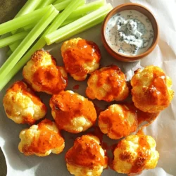 To make Buffalo Cauliflower Bites, you need a few simple ingredients. Here’s what you will need: - 1 large head of cauliflower, cut into bite-sized florets - 1 cup all-purpose flour (or gluten-free flour) - 1 cup water - 1 teaspoon garlic powder - 1 teaspoon onion powder - 1 teaspoon paprika - ½ teaspoon salt - ¼ teaspoon black pepper - 1 cup buffalo sauce (store-bought or homemade) - 1 tablespoon melted butter (optional, for richness) - Fresh celery sticks, for serving - Blue cheese or ranch dressing, for dipping These ingredients create a tasty and crunchy snack that everyone will love. You can customize your Buffalo Cauliflower Bites. If you want a different flavor, try these options: - Swap all-purpose flour with chickpea flour for a nutty taste. - Use almond milk instead of water for a creamier batter. - Add a dash of cayenne pepper for extra heat. - Replace buffalo sauce with BBQ sauce for a sweeter twist. These changes can make your dish unique and fun. Cauliflower is not just tasty; it is also packed with nutrients. Here are some benefits of this wonderful vegetable: - Low in calories and high in fiber. - Rich in vitamins C and K, which support your immune system. - Contains antioxidants that fight inflammation. - A good source of folate, which is important for cell growth. Including cauliflower in your snacks helps you eat healthier without sacrificing flavor. Check out the Full Recipe for more details on this fun party snack! Start by rinsing the cauliflower under cool water. Cut the head into bite-sized florets. Each floret should be about one to two inches wide. This size helps them cook evenly. Aim for similar sizes to avoid uneven cooking. Once cut, set them aside. This simple task sets the stage for tasty bites. In a large bowl, mix the flour, water, garlic powder, onion powder, paprika, salt, and black pepper. Whisk until the mixture is smooth. The batter should be thick enough to coat the florets well. If it’s too thin, add a bit more flour. If you want a spicier kick, toss in some cayenne pepper. This can add a fun twist to your bites. Preheat your oven to 450°F (230°C). Line a baking sheet with parchment paper for easy cleanup. Dip each cauliflower floret into the batter, letting the extra drip off. Place them on the baking sheet, leaving space between each piece. Bake for 20-25 minutes, flipping halfway through. While they bake, mix the buffalo sauce with melted butter if using. After baking, toss the crispy florets in the sauce until well coated. Return them to the oven for another 10 minutes. This step sets the sauce and adds more flavor. Serve hot with celery sticks and your favorite dipping sauce. You can find the Full Recipe at the beginning of this article. To get crispy Buffalo Cauliflower Bites, focus on the batter. Use a thick batter. This helps each floret get a nice coating. Ensure you dip each piece well. Space them out on the baking sheet. This allows hot air to reach all sides while cooking. Flip them halfway through baking for even crispiness. For extra crunch, bake them longer. Just watch that they don’t burn. Buffalo sauce is a classic choice for these bites. You can mix it with melted butter for a richer taste. For something different, try a honey mustard sauce. It adds a nice sweet touch. Blue cheese or ranch dressing works great as a dip. Both add creaminess that balances the heat. Don’t forget fresh celery sticks on the side. They add a crunchy bite, which is perfect. These bites are perfect for parties. Serve them hot right out of the oven. Place them on a large platter for sharing. Add small bowls of dipping sauces around the platter. This makes it easy for guests to grab and dip. For a fun twist, pair them with other snacks. Think veggie trays or mini sliders. This creates a colorful spread that everyone will enjoy. For the full recipe, check out the details above. {{image_2}} You can change the flavor of Buffalo cauliflower bites with different sauces. Try barbecue sauce for a sweet twist. You can also use teriyaki sauce for a savory kick. For a tangy taste, ranch dressing mixed with hot sauce works great. Just remember to coat the baked cauliflower in your sauce of choice for the best flavor. If you want a vegan option, simply skip the melted butter in the sauce. Use a 1:1 gluten-free flour mix instead of regular flour. This keeps the bites tasty and safe for those with gluten issues. You can also check labels on sauces to confirm they are vegan-friendly. Cauliflower is great, but other veggies work too! Try using broccoli florets for a similar taste and texture. You can even use Brussels sprouts for a crunchy bite. Carrots or bell peppers can add a colorful twist. Cut them into bite-sized pieces to ensure they bake evenly. Each veggie will bring its own unique flavor and fun to the dish. For the full recipe, check out the Buffalo Cauliflower Bites 🥦 section above. To keep your Buffalo Cauliflower Bites fresh, place them in an airtight container. Make sure they are cool before sealing the lid. Store them in the fridge for up to three days. This helps maintain their flavor and texture. If you want to enjoy them later, freezing is a great option. When you're ready to eat your leftovers, preheat your oven to 350°F (175°C). Place the cauliflower bites on a baking sheet. Bake for about 10-15 minutes until they are hot and crispy again. This method works better than microwaving, which can make them soggy. You want that crunchy goodness back! If you want to freeze your Buffalo Cauliflower Bites, do it right after cooling. Place them in a single layer on a baking sheet to freeze first. Once frozen, transfer them to a freezer-safe bag or container. They can last up to three months in the freezer. When you're ready to eat them, bake from frozen at 350°F (175°C) for about 20-25 minutes. Enjoy a tasty snack anytime! For the full recipe, check out the instructions above. To make Buffalo Cauliflower Bites spicy, use more buffalo sauce. You can also add cayenne pepper to the batter for extra heat. Start with half a teaspoon and adjust to your taste. Another option is to mix in hot sauce with your buffalo sauce. This will give it a spicy kick. Yes, you can use frozen cauliflower. Just remember to thaw and drain it well. Excess water can make the bites soggy. Pat the frozen florets dry with a towel to remove moisture. This helps the batter stick better. Serve Buffalo Cauliflower Bites hot for the best flavor. Pair them with fresh celery sticks for crunch. Offer blue cheese or ranch dressing for dipping. These add a nice contrast to the heat of the bites. For a fun twist, you can serve them in small cups for easy sharing. Check out the Full Recipe for more serving ideas. Buffalo cauliflower bites are easy, fun, and tasty. We covered main ingredients, recipes, and alternative options. You learned how to prepare, bake, and serve these bites perfectly. Remember to try different sauces and variations to suit your taste. Store any leftovers properly for later enjoyment. With these tips, you can impress at your next gathering. Enjoy your cooking and keep experimenting with flavors!